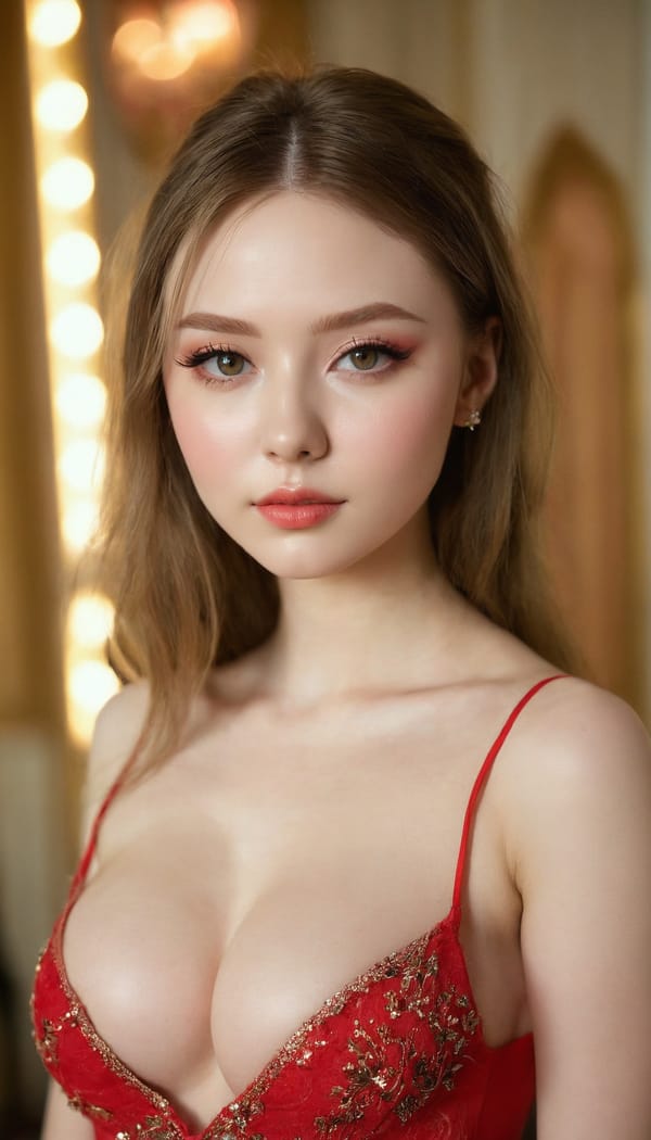 Tags: 21872187, SDXL
{"3": {"inputs": {"seed": 829145881240911, "steps": 64, "cfg": 5.04, "sampler_name": "dpmpp_2m", "scheduler": "karras", "denoise": 1.0, "model": ["27", 0], "positive": ["6", 0], "negative": ["7", 0], "latent_image": ["5", 0]}, "class_type": "KSampler"}, "4": {"inputs": {"ckpt_name": "juggernautxl.safetensors"}, "class_type": "CheckpointLoaderSimple"}, "5": {"inputs": {"width": 768, "height": 1344, "batch_size": 1}, "class_type": "EmptyLatentImage"}, "6": {"inputs": {"text": "22 year old girl, (russian:1.00), (sexy lips:1.14), (double eyelids:1.12), (blush:1.03), (idol:1.07), (pale skin:1.07), (seductive pose:1.14), (cute:1.02), (eyelashes:1.04), (temptress:1.14), (beautiful eyes:0.95), (detailed face:0.98), (seductive facial expression:1.14), (in a seductive pose:0.95), (large perky breasts:1.10), (cleavage:1.00), (thigh gap:1.14), (wearing a low-cut red dress:0.97) at a ballroom, (textured skin:1.07), (natural looking skin:1.09), (soft lighting:1.01), (film:1.03), (detailed skin:1.03), (candid cinema:1.02), (portra:1.01), (RAW:1.09), (skin fuzz:1.02)", "clip": ["27", 1]}, "class_type": "CLIPTextEncode"}, "7": {"inputs": {"text": "(bad hands:1.11), (distorted:1.08), (low resolution:1.06), (worst quality:1.09), (watermark:1.13), (open mouth:1.09), (twisted:1.12)", "clip": ["27", 1]}, "class_type": "CLIPTextEncode"}, "8": {"inputs": {"samples": ["3", 0], "vae": ["4", 2]}, "class_type": "VAEDecode"}, "25": {"inputs": {"lora_name": "nudify_xl.safetensors", "strength_model": 0.09, "strength_clip": 0.03, "model": ["4", 0], "clip": ["4", 1]}, "class_type": "LoraLoader"}, "26": {"inputs": {"lora_name": "shirtlift_SDXL_v2.safetensors", "strength_model": 0.06, "strength_clip": 0.16, "model": ["25", 0], "clip": ["25", 1]}, "class_type": "LoraLoader"}, "27": {"inputs": {"lora_name": "PerfectEyesXL.safetensors", "strength_model": 0.04, "strength_clip": 0.08, "model": ["26", 0], "clip": ["26", 1]}, "class_type": "LoraLoader"}, "30": {"inputs": {"model_name": "4x_NMKD-Superscale-SP_178000_G.pth"}, "class_type": "UpscaleModelLoader"}, "31": {"inputs": {"upscale_model": ["30", 0], "image": ["8", 0]}, "class_type": "ImageUpscaleWithModel"}, "32": {"inputs": {"upscale_method": "lanczos", "scale_by": 0.5, "image": ["31", 0]}, "class_type": "ImageScaleBy"}, "33": {"inputs": {"pixels": ["32", 0], "vae": ["4", 2]}, "class_type": "VAEEncode"}, "34": {"inputs": {"seed": 829145881240911, "steps": 64, "cfg": 5.04, "sampler_name": "dpmpp_2m", "scheduler": "karras", "denoise": 0.3, "model": ["27", 0], "positive": ["6", 0], "negative": ["7", 0], "latent_image": ["33", 0]}, "class_type": "KSampler"}, "36": {"inputs": {"samples": ["34", 0], "vae": ["4", 2]}, "class_type": "VAEDecode"}, "39": {"inputs": {"filename_prefix": "comfyapi-1716420521182", "images": ["36", 0]}, "class_type": "SaveImage"}}