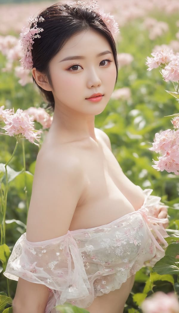 Tags: 21872187, SDXL
{"3": {"inputs": {"seed": 641793129999660, "steps": 32, "cfg": 5.08, "sampler_name": "dpmpp_2m", "scheduler": "karras", "denoise": 1.0, "model": ["27", 0], "positive": ["6", 0], "negative": ["7", 0], "latent_image": ["5", 0]}, "class_type": "KSampler"}, "4": {"inputs": {"ckpt_name": "juggernautxl.safetensors"}, "class_type": "CheckpointLoaderSimple"}, "5": {"inputs": {"width": 768, "height": 1344, "batch_size": 1}, "class_type": "EmptyLatentImage"}, "6": {"inputs": {"text": "24 year old girl, (chinese:0.98), (detailed face:1.09), (double eyelids:1.08), (idol:0.98), (cute:1.10), (sexy lips:1.11), (pale skin:0.96), (seductive pose:1.08), (seductive facial expression:1.04), (slim:1.11), (temptress:0.98), (beautiful eyes:1.04), (eyelashes:0.95), (in a seductive pose:1.00), (large perky breasts:1.07), (cleavage:1.07), (thigh gap:0.96), wearing (translucent clothes:1.05) on a flower field, (portra:1.01), (detailed skin:1.06), (natural looking skin:1.08), (soft lighting:1.06), (film:1.07), (candid cinema:1.01), (RAW:1.06), (skin fuzz:1.01), (textured skin:1.03)", "clip": ["27", 1]}, "class_type": "CLIPTextEncode"}, "7": {"inputs": {"text": "(worst quality:1.11), (twisted:1.11), (open mouth:1.07), (low resolution:1.07), (distorted:1.12), (watermark:1.10), (bad hands:1.05)", "clip": ["27", 1]}, "class_type": "CLIPTextEncode"}, "8": {"inputs": {"samples": ["3", 0], "vae": ["4", 2]}, "class_type": "VAEDecode"}, "25": {"inputs": {"lora_name": "nudify_xl.safetensors", "strength_model": 0.37, "strength_clip": 0.05, "model": ["4", 0], "clip": ["4", 1]}, "class_type": "LoraLoader"}, "26": {"inputs": {"lora_name": "shirtlift_SDXL_v2.safetensors", "strength_model": 0.12, "strength_clip": 0.09, "model": ["25", 0], "clip": ["25", 1]}, "class_type": "LoraLoader"}, "27": {"inputs": {"lora_name": "PerfectEyesXL.safetensors", "strength_model": 0.04, "strength_clip": 0.17, "model": ["26", 0], "clip": ["26", 1]}, "class_type": "LoraLoader"}, "30": {"inputs": {"model_name": "4x_NMKD-Superscale-SP_178000_G.pth"}, "class_type": "UpscaleModelLoader"}, "31": {"inputs": {"upscale_model": ["30", 0], "image": ["8", 0]}, "class_type": "ImageUpscaleWithModel"}, "32": {"inputs": {"upscale_method": "lanczos", "scale_by": 0.5, "image": ["31", 0]}, "class_type": "ImageScaleBy"}, "33": {"inputs": {"pixels": ["32", 0], "vae": ["4", 2]}, "class_type": "VAEEncode"}, "34": {"inputs": {"seed": 641793129999660, "steps": 32, "cfg": 5.08, "sampler_name": "dpmpp_2m", "scheduler": "karras", "denoise": 0.3, "model": ["27", 0], "positive": ["6", 0], "negative": ["7", 0], "latent_image": ["33", 0]}, "class_type": "KSampler"}, "36": {"inputs": {"samples": ["34", 0], "vae": ["4", 2]}, "class_type": "VAEDecode"}, "39": {"inputs": {"filename_prefix": "comfyapi-1731535204566", "images": ["36", 0]}, "class_type": "SaveImage"}}