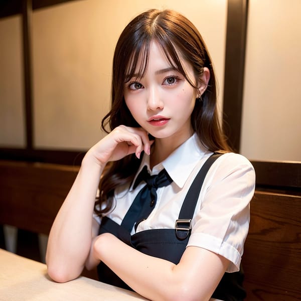 Tags: 21872187
<lora:JapaneseDollLikeness_v15:0.57>, (waitress wearing uniform:1.04), restaurant, (seductive pose:1.12), extremely detailed eyes, cute, (photorealistic:1.12), sexy lips, seductive smile, double eyelids, eyelashes, pale skin, perky breasts, 4K, RAW, best quality, sharp, hyper realistic, delicate and beautiful girl, 1girl, solo, (stunningly attractive:0.94), (dramatic:1.12)
Negative prompt: sketches, paintings, anime, black and white, disfigured, (worst quality:2.16)
Steps: 32, Sampler: DPM++ 2M Karras, CFG scale: 6.27, Seed: 201613663, Size: 512x512, Model hash: fc2511737a, Model: chilloutmix_NiPrunedFp32Fix, Seed resize from: -1x-1, Denoising strength: 0.45, Version: v1.2.1, Hires upscale: 2.0, Hires steps: 16, Hires upscaler: ESRGAN_4x