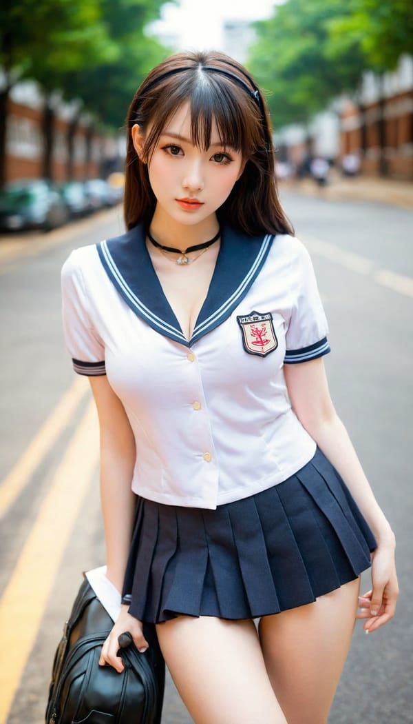 Tags: 21872187, SDXL
{"3": {"inputs": {"seed": 870594840244202, "steps": 64, "cfg": 7.39, "sampler_name": "dpmpp_2m", "scheduler": "karras", "denoise": 1.0, "model": ["27", 0], "positive": ["6", 0], "negative": ["7", 0], "latent_image": ["5", 0]}, "class_type": "KSampler"}, "4": {"inputs": {"ckpt_name": "helloworldxl.safetensors"}, "class_type": "CheckpointLoaderSimple"}, "5": {"inputs": {"width": 768, "height": 1344, "batch_size": 1}, "class_type": "EmptyLatentImage"}, "6": {"inputs": {"text": "26 year old girl, (slim:1.12), (double eyelids:0.95), (detailed face:1.06), (beautiful eyes:1.05), (cute:1.09), (seductive facial expression:0.95), (sexy lips:0.99), (pale skin:1.02), (blush:0.99), (eyelashes:1.11), (seductive pose:0.99), (temptress:1.06), (idol:1.11), (in a seductive pose:1.09), (large perky breasts:1.05), (cleavage:1.13), (thigh gap:1.09), (school uniform:1.09), choker, busy street, (detailed skin:1.08), (skin fuzz:1.02), (soft lighting:1.09), (portra:1.07), (RAW:1.01), (textured skin:1.07), (candid cinema:1.02), (film:1.05), (natural looking skin:1.03)", "clip": ["27", 1]}, "class_type": "CLIPTextEncode"}, "7": {"inputs": {"text": "(watermark:1.08), (distorted:1.09), (twisted:1.05), (bad hands:1.07), (low resolution:1.07), (worst quality:1.10), (open mouth:1.08)", "clip": ["27", 1]}, "class_type": "CLIPTextEncode"}, "8": {"inputs": {"samples": ["3", 0], "vae": ["4", 2]}, "class_type": "VAEDecode"}, "25": {"inputs": {"lora_name": "nudify_xl.safetensors", "strength_model": 0.15, "strength_clip": 0.22, "model": ["4", 0], "clip": ["4", 1]}, "class_type": "LoraLoader"}, "26": {"inputs": {"lora_name": "shirtlift_SDXL_v2.safetensors", "strength_model": 0.03, "strength_clip": 0.12, "model": ["25", 0], "clip": ["25", 1]}, "class_type": "LoraLoader"}, "27": {"inputs": {"lora_name": "PerfectEyesXL.safetensors", "strength_model": 0.19, "strength_clip": 0.15, "model": ["26", 0], "clip": ["26", 1]}, "class_type": "LoraLoader"}, "30": {"inputs": {"model_name": "4x_NMKD-Superscale-SP_178000_G.pth"}, "class_type": "UpscaleModelLoader"}, "31": {"inputs": {"upscale_model": ["30", 0], "image": ["8", 0]}, "class_type": "ImageUpscaleWithModel"}, "32": {"inputs": {"upscale_method": "lanczos", "scale_by": 0.5, "image": ["31", 0]}, "class_type": "ImageScaleBy"}, "33": {"inputs": {"pixels": ["32", 0], "vae": ["4", 2]}, "class_type": "VAEEncode"}, "34": {"inputs": {"seed": 870594840244202, "steps": 64, "cfg": 7.39, "sampler_name": "dpmpp_2m", "scheduler": "karras", "denoise": 0.3, "model": ["27", 0], "positive": ["6", 0], "negative": ["7", 0], "latent_image": ["33", 0]}, "class_type": "KSampler"}, "36": {"inputs": {"samples": ["34", 0], "vae": ["4", 2]}, "class_type": "VAEDecode"}, "39": {"inputs": {"filename_prefix": "comfyapi-1725928219618", "images": ["36", 0]}, "class_type": "SaveImage"}}