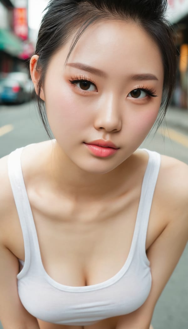 Tags: 21872187, SDXL
{"3": {"inputs": {"seed": 122598975549580, "steps": 32, "cfg": 5.53, "sampler_name": "dpmpp_2m", "scheduler": "karras", "denoise": 1.0, "model": ["27", 0], "positive": ["6", 0], "negative": ["7", 0], "latent_image": ["5", 0]}, "class_type": "KSampler"}, "4": {"inputs": {"ckpt_name": "juggernautxl.safetensors"}, "class_type": "CheckpointLoaderSimple"}, "5": {"inputs": {"width": 768, "height": 1344, "batch_size": 1}, "class_type": "EmptyLatentImage"}, "6": {"inputs": {"text": "21 year old girl, (chinese:0.99), (blush:1.04), (eyelashes:1.00), (sexy lips:0.98), (detailed face:0.95), (seductive facial expression:1.11), (temptress:1.05), (cute:1.07), (pale skin:0.95), (idol:1.09), (slim:1.13), (seductive pose:1.14), (beautiful eyes:0.97), (double eyelids:0.99), (perky ass:1.03), (exposed ass:1.03), (looking back:0.99), (sexy ass:1.13), (thigh gap:0.98), (white tanktop:1.12), busy street, (RAW:1.02), (film:1.09), (skin fuzz:1.07), (detailed skin:1.01), (candid cinema:1.03), (portra:1.01), (soft lighting:1.07), (natural looking skin:1.05), (textured skin:1.00)", "clip": ["27", 1]}, "class_type": "CLIPTextEncode"}, "7": {"inputs": {"text": "(twisted:1.13), (watermark:1.08), (low resolution:1.09), (open mouth:1.08), (worst quality:1.14), (bad hands:1.06), (distorted:1.06)", "clip": ["27", 1]}, "class_type": "CLIPTextEncode"}, "8": {"inputs": {"samples": ["3", 0], "vae": ["4", 2]}, "class_type": "VAEDecode"}, "25": {"inputs": {"lora_name": "nudify_xl.safetensors", "strength_model": 0.19, "strength_clip": 0.12, "model": ["4", 0], "clip": ["4", 1]}, "class_type": "LoraLoader"}, "26": {"inputs": {"lora_name": "shirtlift_SDXL_v2.safetensors", "strength_model": 0.03, "strength_clip": 0.11, "model": ["25", 0], "clip": ["25", 1]}, "class_type": "LoraLoader"}, "27": {"inputs": {"lora_name": "PerfectEyesXL.safetensors", "strength_model": 0.05, "strength_clip": 0.13, "model": ["26", 0], "clip": ["26", 1]}, "class_type": "LoraLoader"}, "30": {"inputs": {"model_name": "4x_NMKD-Superscale-SP_178000_G.pth"}, "class_type": "UpscaleModelLoader"}, "31": {"inputs": {"upscale_model": ["30", 0], "image": ["8", 0]}, "class_type": "ImageUpscaleWithModel"}, "32": {"inputs": {"upscale_method": "lanczos", "scale_by": 0.5, "image": ["31", 0]}, "class_type": "ImageScaleBy"}, "33": {"inputs": {"pixels": ["32", 0], "vae": ["4", 2]}, "class_type": "VAEEncode"}, "34": {"inputs": {"seed": 122598975549580, "steps": 32, "cfg": 5.53, "sampler_name": "dpmpp_2m", "scheduler": "karras", "denoise": 0.3, "model": ["27", 0], "positive": ["6", 0], "negative": ["7", 0], "latent_image": ["33", 0]}, "class_type": "KSampler"}, "36": {"inputs": {"samples": ["34", 0], "vae": ["4", 2]}, "class_type": "VAEDecode"}, "39": {"inputs": {"filename_prefix": "comfyapi-1734603100754", "images": ["36", 0]}, "class_type": "SaveImage"}}