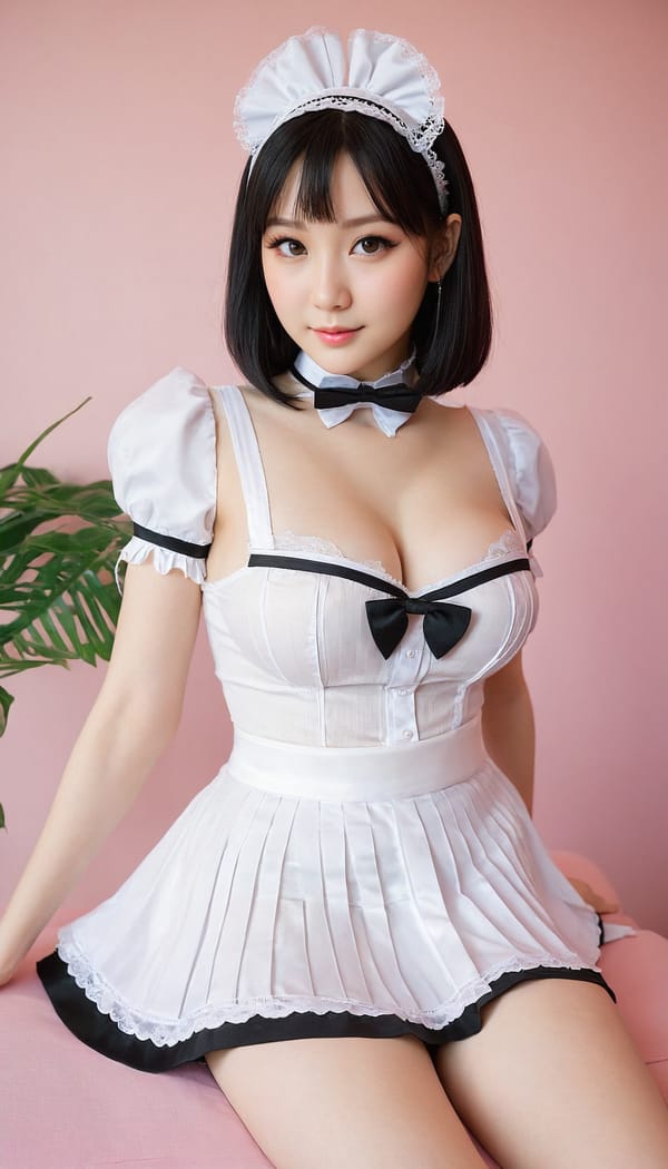 Tags: 21872187, SDXL
{"3": {"inputs": {"seed": 897492301297027, "steps": 32, "cfg": 7.3, "sampler_name": "dpmpp_2m", "scheduler": "karras", "denoise": 1.0, "model": ["27", 0], "positive": ["6", 0], "negative": ["7", 0], "latent_image": ["5", 0]}, "class_type": "KSampler"}, "4": {"inputs": {"ckpt_name": "juggernautXL_v8Rundiffusion.safetensors"}, "class_type": "CheckpointLoaderSimple"}, "5": {"inputs": {"width": 768, "height": 1344, "batch_size": 1}, "class_type": "EmptyLatentImage"}, "6": {"inputs": {"text": "28 year old girl, (beautiful eyes:1.07), (detailed face:1.09), (pale skin:1.13), (temptress:1.08), (cute:1.04), (eyelashes:1.06), (seductive pose:1.10), (double eyelids:1.07), (idol:1.08), (slim:0.99), (seductive facial expression:1.07), (sexy lips:1.00), (in a seductive pose:1.07), (large perky breasts:0.99), (cleavage:1.14), (thigh gap:1.11), in a (skimpy maid costume:1.02) working at a maid cafe, choker, bowtie, headband, pleated skirt, (skin fuzz:1.00), (film:1.07), (textured skin:1.09), (soft lighting:1.00), (detailed skin:1.01), (portra:1.00), (RAW:1.03), (natural looking skin:1.09), (candid cinema:1.01)", "clip": ["27", 1]}, "class_type": "CLIPTextEncode"}, "7": {"inputs": {"text": "(low resolution:1.07), (watermark:1.09), (worst quality:1.11), (open mouth:1.06), (bad hands:1.13), (distorted:1.07), (twisted:1.13)", "clip": ["27", 1]}, "class_type": "CLIPTextEncode"}, "8": {"inputs": {"samples": ["3", 0], "vae": ["4", 2]}, "class_type": "VAEDecode"}, "25": {"inputs": {"lora_name": "nudify_xl.safetensors", "strength_model": 0.24, "strength_clip": 0.04, "model": ["4", 0], "clip": ["4", 1]}, "class_type": "LoraLoader"}, "26": {"inputs": {"lora_name": "shirtlift_SDXL_v2.safetensors", "strength_model": 0.03, "strength_clip": 0.12, "model": ["25", 0], "clip": ["25", 1]}, "class_type": "LoraLoader"}, "27": {"inputs": {"lora_name": "PerfectEyesXL.safetensors", "strength_model": 0.11, "strength_clip": 0.18, "model": ["26", 0], "clip": ["26", 1]}, "class_type": "LoraLoader"}, "30": {"inputs": {"model_name": "4x_NMKD-Superscale-SP_178000_G.pth"}, "class_type": "UpscaleModelLoader"}, "31": {"inputs": {"upscale_model": ["30", 0], "image": ["8", 0]}, "class_type": "ImageUpscaleWithModel"}, "32": {"inputs": {"upscale_method": "lanczos", "scale_by": 0.5, "image": ["31", 0]}, "class_type": "ImageScaleBy"}, "33": {"inputs": {"pixels": ["32", 0], "vae": ["4", 2]}, "class_type": "VAEEncode"}, "34": {"inputs": {"seed": 897492301297027, "steps": 32, "cfg": 7.3, "sampler_name": "dpmpp_2m", "scheduler": "karras", "denoise": 0.3, "model": ["27", 0], "positive": ["6", 0], "negative": ["7", 0], "latent_image": ["33", 0]}, "class_type": "KSampler"}, "36": {"inputs": {"samples": ["34", 0], "vae": ["4", 2]}, "class_type": "VAEDecode"}, "39": {"inputs": {"filename_prefix": "comfyapi-1707559710586", "images": ["36", 0]}, "class_type": "SaveImage"}}