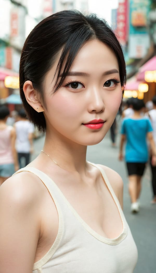 Tags: 21872187, SDXL
{"3": {"inputs": {"seed": 911596061308720, "steps": 64, "cfg": 7.97, "sampler_name": "dpmpp_2m", "scheduler": "karras", "denoise": 1.0, "model": ["27", 0], "positive": ["6", 0], "negative": ["7", 0], "latent_image": ["5", 0]}, "class_type": "KSampler"}, "4": {"inputs": {"ckpt_name": "juggernautXL_v8Rundiffusion.safetensors"}, "class_type": "CheckpointLoaderSimple"}, "5": {"inputs": {"width": 768, "height": 1344, "batch_size": 1}, "class_type": "EmptyLatentImage"}, "6": {"inputs": {"text": "28 year old girl, (chinese:0.97), (taiwanese:1.14), (detailed face:1.12), (pale skin:1.13), (idol:1.10), (cute:1.02), (seductive facial expression:1.06), (double eyelids:1.00), (blush:1.11), (eyelashes:1.13), (sexy lips:1.01), (seductive pose:1.10), (beautiful eyes:1.13), (temptress:1.06), (slim:0.95), (perky ass:0.98), (exposed ass:1.11), (looking back:1.09), (sexy ass:1.08), (thigh gap:1.00), (white tanktop:1.03), busy street, (skin fuzz:1.07), (textured skin:1.06), (natural looking skin:1.00), (candid cinema:1.04), (film:1.08), (portra:1.06), (detailed skin:1.08), (RAW:1.07), (soft lighting:1.05)", "clip": ["27", 1]}, "class_type": "CLIPTextEncode"}, "7": {"inputs": {"text": "(open mouth:1.13), (watermark:1.09), (worst quality:1.08), (low resolution:1.09), (bad hands:1.06), (distorted:1.08), (twisted:1.11)", "clip": ["27", 1]}, "class_type": "CLIPTextEncode"}, "8": {"inputs": {"samples": ["3", 0], "vae": ["4", 2]}, "class_type": "VAEDecode"}, "25": {"inputs": {"lora_name": "nudify_xl.safetensors", "strength_model": 0.25, "strength_clip": 0.14, "model": ["4", 0], "clip": ["4", 1]}, "class_type": "LoraLoader"}, "26": {"inputs": {"lora_name": "shirtlift_SDXL_v2.safetensors", "strength_model": 0.14, "strength_clip": 0.07, "model": ["25", 0], "clip": ["25", 1]}, "class_type": "LoraLoader"}, "27": {"inputs": {"lora_name": "PerfectEyesXL.safetensors", "strength_model": 0.19, "strength_clip": 0.03, "model": ["26", 0], "clip": ["26", 1]}, "class_type": "LoraLoader"}, "30": {"inputs": {"model_name": "4x_NMKD-Superscale-SP_178000_G.pth"}, "class_type": "UpscaleModelLoader"}, "31": {"inputs": {"upscale_model": ["30", 0], "image": ["8", 0]}, "class_type": "ImageUpscaleWithModel"}, "32": {"inputs": {"upscale_method": "lanczos", "scale_by": 0.5, "image": ["31", 0]}, "class_type": "ImageScaleBy"}, "33": {"inputs": {"pixels": ["32", 0], "vae": ["4", 2]}, "class_type": "VAEEncode"}, "34": {"inputs": {"seed": 911596061308720, "steps": 64, "cfg": 7.97, "sampler_name": "dpmpp_2m", "scheduler": "karras", "denoise": 0.3, "model": ["27", 0], "positive": ["6", 0], "negative": ["7", 0], "latent_image": ["33", 0]}, "class_type": "KSampler"}, "36": {"inputs": {"samples": ["34", 0], "vae": ["4", 2]}, "class_type": "VAEDecode"}, "39": {"inputs": {"filename_prefix": "comfyapi-1707683315753", "images": ["36", 0]}, "class_type": "SaveImage"}}