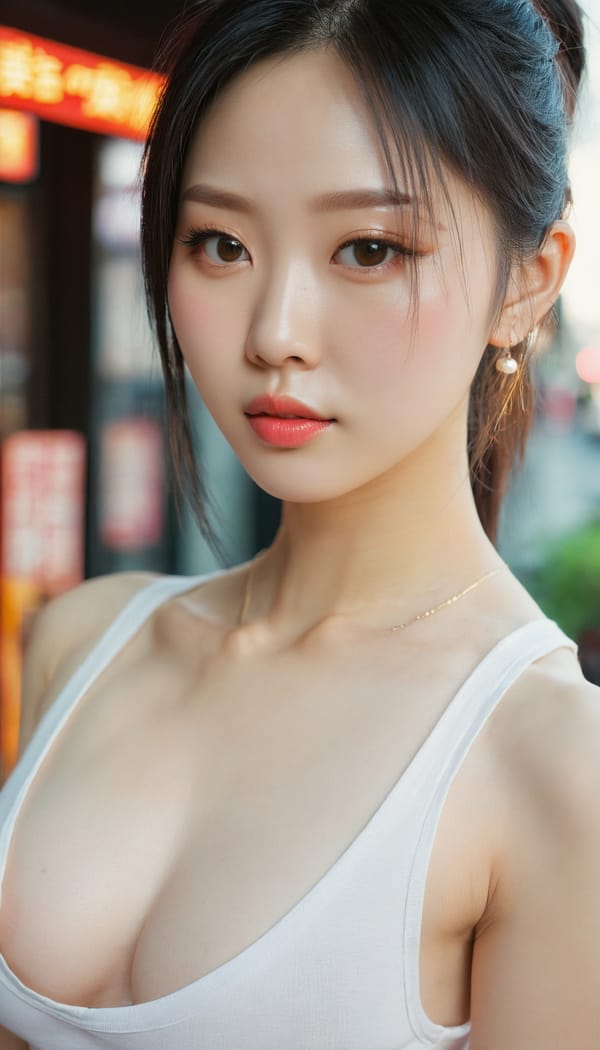 Tags: 21872187, SDXL
{"3": {"inputs": {"seed": 215763374045572, "steps": 32, "cfg": 5.58, "sampler_name": "dpmpp_2m", "scheduler": "karras", "denoise": 1.0, "model": ["27", 0], "positive": ["6", 0], "negative": ["7", 0], "latent_image": ["5", 0]}, "class_type": "KSampler"}, "4": {"inputs": {"ckpt_name": "juggernautxl.safetensors"}, "class_type": "CheckpointLoaderSimple"}, "5": {"inputs": {"width": 768, "height": 1344, "batch_size": 1}, "class_type": "EmptyLatentImage"}, "6": {"inputs": {"text": "27 year old girl, (chinese:1.13), (pale skin:1.05), (sexy lips:1.14), (seductive facial expression:0.99), (eyelashes:1.04), (seductive pose:1.10), (detailed face:1.00), (beautiful eyes:1.05), (temptress:1.00), (double eyelids:1.13), (blush:1.13), (idol:0.96), (slim:1.02), (cute:1.13), (in a seductive pose:0.95), (large perky breasts:0.97), (cleavage:1.03), (thigh gap:0.99), (white tanktop:1.12), busy street, (RAW:1.08), (candid cinema:1.05), (detailed skin:1.05), (soft lighting:1.01), (natural looking skin:1.05), (film:1.05), (textured skin:1.07), (skin fuzz:1.07), (portra:1.05)", "clip": ["27", 1]}, "class_type": "CLIPTextEncode"}, "7": {"inputs": {"text": "(watermark:1.11), (twisted:1.06), (low resolution:1.13), (worst quality:1.09), (open mouth:1.08), (distorted:1.08), (bad hands:1.12)", "clip": ["27", 1]}, "class_type": "CLIPTextEncode"}, "8": {"inputs": {"samples": ["3", 0], "vae": ["4", 2]}, "class_type": "VAEDecode"}, "25": {"inputs": {"lora_name": "nudify_xl.safetensors", "strength_model": 0.0, "strength_clip": 0.27, "model": ["4", 0], "clip": ["4", 1]}, "class_type": "LoraLoader"}, "26": {"inputs": {"lora_name": "shirtlift_SDXL_v2.safetensors", "strength_model": 0.16, "strength_clip": 0.07, "model": ["25", 0], "clip": ["25", 1]}, "class_type": "LoraLoader"}, "27": {"inputs": {"lora_name": "PerfectEyesXL.safetensors", "strength_model": 0.05, "strength_clip": 0.08, "model": ["26", 0], "clip": ["26", 1]}, "class_type": "LoraLoader"}, "30": {"inputs": {"model_name": "4x_NMKD-Superscale-SP_178000_G.pth"}, "class_type": "UpscaleModelLoader"}, "31": {"inputs": {"upscale_model": ["30", 0], "image": ["8", 0]}, "class_type": "ImageUpscaleWithModel"}, "32": {"inputs": {"upscale_method": "lanczos", "scale_by": 0.5, "image": ["31", 0]}, "class_type": "ImageScaleBy"}, "33": {"inputs": {"pixels": ["32", 0], "vae": ["4", 2]}, "class_type": "VAEEncode"}, "34": {"inputs": {"seed": 215763374045572, "steps": 32, "cfg": 5.58, "sampler_name": "dpmpp_2m", "scheduler": "karras", "denoise": 0.3, "model": ["27", 0], "positive": ["6", 0], "negative": ["7", 0], "latent_image": ["33", 0]}, "class_type": "KSampler"}, "36": {"inputs": {"samples": ["34", 0], "vae": ["4", 2]}, "class_type": "VAEDecode"}, "39": {"inputs": {"filename_prefix": "comfyapi-1730485339509", "images": ["36", 0]}, "class_type": "SaveImage"}}