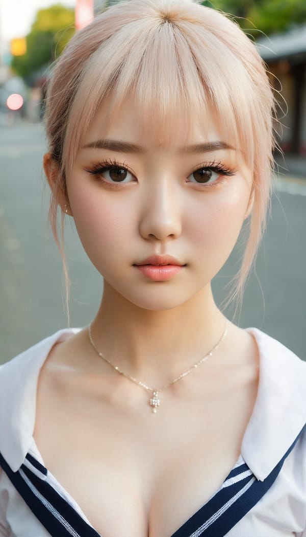 Tags: 21872187, SDXL
{"3": {"inputs": {"seed": 147753738887103, "steps": 32, "cfg": 5.78, "sampler_name": "dpmpp_2m", "scheduler": "karras", "denoise": 1.0, "model": ["27", 0], "positive": ["6", 0], "negative": ["7", 0], "latent_image": ["5", 0]}, "class_type": "KSampler"}, "4": {"inputs": {"ckpt_name": "juggernautxl.safetensors"}, "class_type": "CheckpointLoaderSimple"}, "5": {"inputs": {"width": 768, "height": 1344, "batch_size": 1}, "class_type": "EmptyLatentImage"}, "6": {"inputs": {"text": "19 year old girl, (japanese:1.07), (russian:1.10), (korean:0.96), (irish:1.02), (blush:1.04), (eyelashes:1.12), (sexy lips:0.97), (pale skin:0.95), (cute:0.96), (seductive facial expression:1.13), (seductive pose:1.02), (beautiful eyes:1.08), (double eyelids:1.06), (slim:1.11), (idol:1.03), (detailed face:1.07), (in a seductive pose:1.11), (large perky breasts:1.11), (cleavage:1.07), (thigh gap:1.13), (school uniform:1.04), choker, busy street, (natural looking skin:1.09), (detailed skin:1.07), (portra:1.07), (textured skin:1.05), (RAW:1.03), (candid cinema:1.08), (skin fuzz:1.05), (film:1.05), (soft lighting:1.02)", "clip": ["27", 1]}, "class_type": "CLIPTextEncode"}, "7": {"inputs": {"text": "(open mouth:1.13), (worst quality:1.14), (distorted:1.13), (watermark:1.11), (twisted:1.07), (low resolution:1.14), (bad hands:1.05)", "clip": ["27", 1]}, "class_type": "CLIPTextEncode"}, "8": {"inputs": {"samples": ["3", 0], "vae": ["4", 2]}, "class_type": "VAEDecode"}, "25": {"inputs": {"lora_name": "nudify_xl.safetensors", "strength_model": 0.17, "strength_clip": 0.07, "model": ["4", 0], "clip": ["4", 1]}, "class_type": "LoraLoader"}, "26": {"inputs": {"lora_name": "shirtlift_SDXL_v2.safetensors", "strength_model": 0.14, "strength_clip": 0.18, "model": ["25", 0], "clip": ["25", 1]}, "class_type": "LoraLoader"}, "27": {"inputs": {"lora_name": "PerfectEyesXL.safetensors", "strength_model": 0.13, "strength_clip": 0.01, "model": ["26", 0], "clip": ["26", 1]}, "class_type": "LoraLoader"}, "30": {"inputs": {"model_name": "4x_NMKD-Superscale-SP_178000_G.pth"}, "class_type": "UpscaleModelLoader"}, "31": {"inputs": {"upscale_model": ["30", 0], "image": ["8", 0]}, "class_type": "ImageUpscaleWithModel"}, "32": {"inputs": {"upscale_method": "lanczos", "scale_by": 0.5, "image": ["31", 0]}, "class_type": "ImageScaleBy"}, "33": {"inputs": {"pixels": ["32", 0], "vae": ["4", 2]}, "class_type": "VAEEncode"}, "34": {"inputs": {"seed": 147753738887103, "steps": 32, "cfg": 5.78, "sampler_name": "dpmpp_2m", "scheduler": "karras", "denoise": 0.3, "model": ["27", 0], "positive": ["6", 0], "negative": ["7", 0], "latent_image": ["33", 0]}, "class_type": "KSampler"}, "36": {"inputs": {"samples": ["34", 0], "vae": ["4", 2]}, "class_type": "VAEDecode"}, "39": {"inputs": {"filename_prefix": "comfyapi-1724401799379", "images": ["36", 0]}, "class_type": "SaveImage"}}