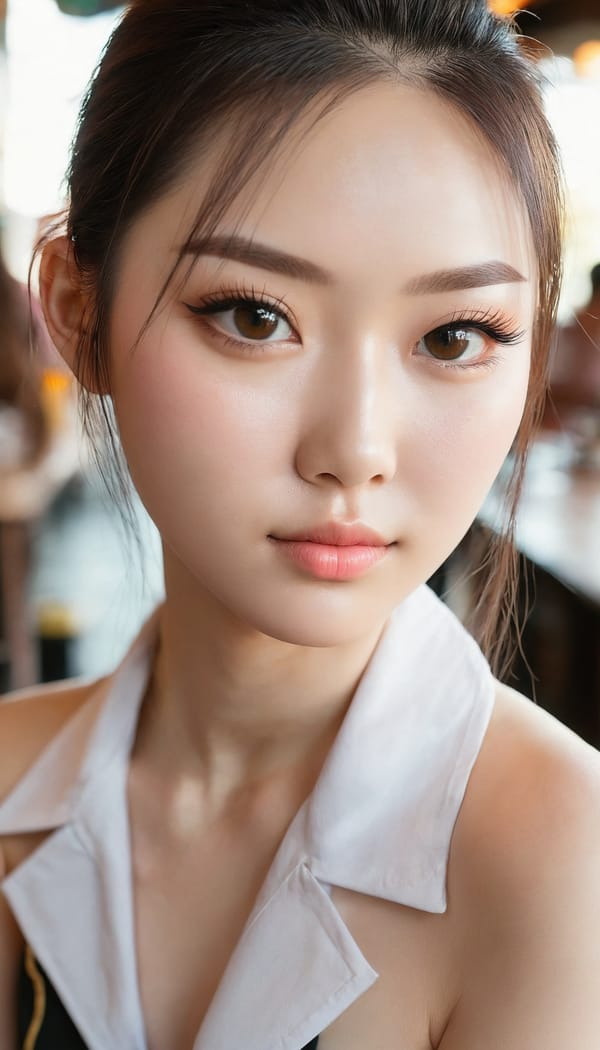 Tags: 21872187, SDXL
{"3": {"inputs": {"seed": 118880031981253, "steps": 32, "cfg": 5.69, "sampler_name": "dpmpp_2m", "scheduler": "karras", "denoise": 1.0, "model": ["27", 0], "positive": ["6", 0], "negative": ["7", 0], "latent_image": ["5", 0]}, "class_type": "KSampler"}, "4": {"inputs": {"ckpt_name": "juggernautxl.safetensors"}, "class_type": "CheckpointLoaderSimple"}, "5": {"inputs": {"width": 768, "height": 1344, "batch_size": 1}, "class_type": "EmptyLatentImage"}, "6": {"inputs": {"text": "18 year old girl, (taiwanese:1.08), (irish:1.02), (russian:0.98), (blush:1.13), (detailed face:1.12), (double eyelids:0.95), (pale skin:1.08), (cute:1.08), (seductive facial expression:1.05), (beautiful eyes:0.99), (sexy lips:1.05), (eyelashes:1.13), (idol:0.95), (temptress:1.08), (slim:0.95), (seductive pose:1.09), (perky ass:1.12), (exposed ass:1.04), (looking back:1.07), (sexy ass:1.14), (thigh gap:1.01), (a waitress in uniform:1.08) working at a restaurant, (textured skin:1.00), (skin fuzz:1.01), (RAW:1.00), (soft lighting:1.08), (natural looking skin:1.09), (detailed skin:1.09), (candid cinema:1.00), (film:1.06), (portra:1.03)", "clip": ["27", 1]}, "class_type": "CLIPTextEncode"}, "7": {"inputs": {"text": "(worst quality:1.09), (watermark:1.07), (distorted:1.09), (bad hands:1.08), (low resolution:1.12), (open mouth:1.08), (twisted:1.14)", "clip": ["27", 1]}, "class_type": "CLIPTextEncode"}, "8": {"inputs": {"samples": ["3", 0], "vae": ["4", 2]}, "class_type": "VAEDecode"}, "25": {"inputs": {"lora_name": "nudify_xl.safetensors", "strength_model": 0.02, "strength_clip": 0.16, "model": ["4", 0], "clip": ["4", 1]}, "class_type": "LoraLoader"}, "26": {"inputs": {"lora_name": "shirtlift_SDXL_v2.safetensors", "strength_model": 0.0, "strength_clip": 0.0, "model": ["25", 0], "clip": ["25", 1]}, "class_type": "LoraLoader"}, "27": {"inputs": {"lora_name": "PerfectEyesXL.safetensors", "strength_model": 0.07, "strength_clip": 0.18, "model": ["26", 0], "clip": ["26", 1]}, "class_type": "LoraLoader"}, "30": {"inputs": {"model_name": "4x_NMKD-Superscale-SP_178000_G.pth"}, "class_type": "UpscaleModelLoader"}, "31": {"inputs": {"upscale_model": ["30", 0], "image": ["8", 0]}, "class_type": "ImageUpscaleWithModel"}, "32": {"inputs": {"upscale_method": "lanczos", "scale_by": 0.5, "image": ["31", 0]}, "class_type": "ImageScaleBy"}, "33": {"inputs": {"pixels": ["32", 0], "vae": ["4", 2]}, "class_type": "VAEEncode"}, "34": {"inputs": {"seed": 118880031981253, "steps": 32, "cfg": 5.69, "sampler_name": "dpmpp_2m", "scheduler": "karras", "denoise": 0.3, "model": ["27", 0], "positive": ["6", 0], "negative": ["7", 0], "latent_image": ["33", 0]}, "class_type": "KSampler"}, "36": {"inputs": {"samples": ["34", 0], "vae": ["4", 2]}, "class_type": "VAEDecode"}, "39": {"inputs": {"filename_prefix": "comfyapi-1723890571304", "images": ["36", 0]}, "class_type": "SaveImage"}}