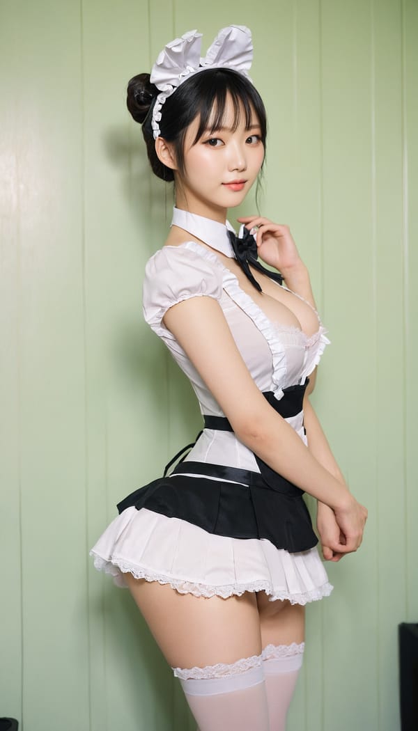 Tags: 21872187, SDXL
{"3": {"inputs": {"seed": 615324326469309, "steps": 32, "cfg": 6.8, "sampler_name": "dpmpp_2m", "scheduler": "karras", "denoise": 1.0, "model": ["27", 0], "positive": ["6", 0], "negative": ["7", 0], "latent_image": ["5", 0]}, "class_type": "KSampler"}, "4": {"inputs": {"ckpt_name": "juggernautxl.safetensors"}, "class_type": "CheckpointLoaderSimple"}, "5": {"inputs": {"width": 768, "height": 1344, "batch_size": 1}, "class_type": "EmptyLatentImage"}, "6": {"inputs": {"text": "26 year old girl, (taiwanese:1.06), (idol:1.11), (sexy lips:1.08), (double eyelids:1.06), (pale skin:1.02), (beautiful eyes:1.01), (temptress:0.96), (blush:1.06), (seductive facial expression:1.09), (slim:1.04), (cute:0.95), (seductive pose:1.11), (detailed face:1.02), (on all fours:1.03), (spreading ass cheeks:1.13), (from behind:1.03), (backboob:1.13), in a (skimpy maid costume:1.13) working at a maid cafe, choker, bowtie, headband, pleated skirt, (natural looking skin:1.06), (detailed skin:1.03), (textured skin:1.00), (film:1.07), (skin fuzz:1.01), (RAW:1.09), (candid cinema:1.01), (portra:1.08), (soft lighting:1.07)", "clip": ["27", 1]}, "class_type": "CLIPTextEncode"}, "7": {"inputs": {"text": "(low resolution:1.10), (open mouth:1.11), (watermark:1.05), (twisted:1.10), (worst quality:1.12), (distorted:1.08), (bad hands:1.08)", "clip": ["27", 1]}, "class_type": "CLIPTextEncode"}, "8": {"inputs": {"samples": ["3", 0], "vae": ["4", 2]}, "class_type": "VAEDecode"}, "25": {"inputs": {"lora_name": "nudify_xl.safetensors", "strength_model": 0.23, "strength_clip": 0.12, "model": ["4", 0], "clip": ["4", 1]}, "class_type": "LoraLoader"}, "26": {"inputs": {"lora_name": "shirtlift_SDXL_v2.safetensors", "strength_model": 0.04, "strength_clip": 0.15, "model": ["25", 0], "clip": ["25", 1]}, "class_type": "LoraLoader"}, "27": {"inputs": {"lora_name": "PerfectEyesXL.safetensors", "strength_model": 0.03, "strength_clip": 0.14, "model": ["26", 0], "clip": ["26", 1]}, "class_type": "LoraLoader"}, "30": {"inputs": {"model_name": "4x_NMKD-Superscale-SP_178000_G.pth"}, "class_type": "UpscaleModelLoader"}, "31": {"inputs": {"upscale_model": ["30", 0], "image": ["8", 0]}, "class_type": "ImageUpscaleWithModel"}, "32": {"inputs": {"upscale_method": "lanczos", "scale_by": 0.5, "image": ["31", 0]}, "class_type": "ImageScaleBy"}, "33": {"inputs": {"pixels": ["32", 0], "vae": ["4", 2]}, "class_type": "VAEEncode"}, "34": {"inputs": {"seed": 615324326469309, "steps": 32, "cfg": 6.8, "sampler_name": "dpmpp_2m", "scheduler": "karras", "denoise": 0.3, "model": ["27", 0], "positive": ["6", 0], "negative": ["7", 0], "latent_image": ["33", 0]}, "class_type": "KSampler"}, "36": {"inputs": {"samples": ["34", 0], "vae": ["4", 2]}, "class_type": "VAEDecode"}, "39": {"inputs": {"filename_prefix": "comfyapi-1728144296645", "images": ["36", 0]}, "class_type": "SaveImage"}}