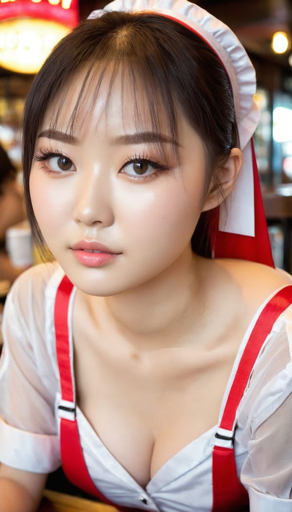 Tags: 21872187, SDXL
{"3": {"inputs": {"seed": 781245358442958, "steps": 32, "cfg": 6.63, "sampler_name": "dpmpp_2m", "scheduler": "karras", "denoise": 1.0, "model": ["27", 0], "positive": ["6", 0], "negative": ["7", 0], "latent_image": ["5", 0]}, "class_type": "KSampler"}, "4": {"inputs": {"ckpt_name": "juggernautxl.safetensors"}, "class_type": "CheckpointLoaderSimple"}, "5": {"inputs": {"width": 768, "height": 1344, "batch_size": 1}, "class_type": "EmptyLatentImage"}, "6": {"inputs": {"text": "20 year old girl, (taiwanese:1.04), (russian:0.95), (temptress:0.99), (seductive facial expression:1.13), (sexy lips:1.00), (double eyelids:1.05), (eyelashes:1.04), (pale skin:1.02), (idol:1.05), (beautiful eyes:1.06), (cute:1.08), (detailed face:0.97), (slim:1.01), (blush:1.10), (seductive pose:1.08), (in a seductive pose:1.08), (large perky breasts:0.97), (cleavage:1.02), (thigh gap:0.95), (a waitress in uniform:0.96) working at a restaurant, (skin fuzz:1.01), (film:1.03), (RAW:1.07), (soft lighting:1.05), (textured skin:1.02), (detailed skin:1.02), (natural looking skin:1.02), (portra:1.08), (candid cinema:1.02)", "clip": ["27", 1]}, "class_type": "CLIPTextEncode"}, "7": {"inputs": {"text": "(twisted:1.14), (worst quality:1.05), (distorted:1.14), (bad hands:1.11), (low resolution:1.11), (open mouth:1.08), (watermark:1.14)", "clip": ["27", 1]}, "class_type": "CLIPTextEncode"}, "8": {"inputs": {"samples": ["3", 0], "vae": ["4", 2]}, "class_type": "VAEDecode"}, "25": {"inputs": {"lora_name": "nudify_xl.safetensors", "strength_model": 0.33, "strength_clip": 0.31, "model": ["4", 0], "clip": ["4", 1]}, "class_type": "LoraLoader"}, "26": {"inputs": {"lora_name": "shirtlift_SDXL_v2.safetensors", "strength_model": 0.11, "strength_clip": 0.18, "model": ["25", 0], "clip": ["25", 1]}, "class_type": "LoraLoader"}, "27": {"inputs": {"lora_name": "PerfectEyesXL.safetensors", "strength_model": 0.04, "strength_clip": 0.16, "model": ["26", 0], "clip": ["26", 1]}, "class_type": "LoraLoader"}, "30": {"inputs": {"model_name": "4x_NMKD-Superscale-SP_178000_G.pth"}, "class_type": "UpscaleModelLoader"}, "31": {"inputs": {"upscale_model": ["30", 0], "image": ["8", 0]}, "class_type": "ImageUpscaleWithModel"}, "32": {"inputs": {"upscale_method": "lanczos", "scale_by": 0.5, "image": ["31", 0]}, "class_type": "ImageScaleBy"}, "33": {"inputs": {"pixels": ["32", 0], "vae": ["4", 2]}, "class_type": "VAEEncode"}, "34": {"inputs": {"seed": 781245358442958, "steps": 32, "cfg": 6.63, "sampler_name": "dpmpp_2m", "scheduler": "karras", "denoise": 0.3, "model": ["27", 0], "positive": ["6", 0], "negative": ["7", 0], "latent_image": ["33", 0]}, "class_type": "KSampler"}, "36": {"inputs": {"samples": ["34", 0], "vae": ["4", 2]}, "class_type": "VAEDecode"}, "39": {"inputs": {"filename_prefix": "comfyapi-1717175722679", "images": ["36", 0]}, "class_type": "SaveImage"}}