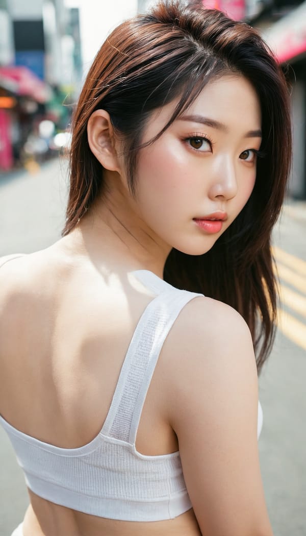 Tags: 21872187, SDXL
{"3": {"inputs": {"seed": 258021242795877, "steps": 64, "cfg": 5.66, "sampler_name": "dpmpp_2m", "scheduler": "karras", "denoise": 1.0, "model": ["27", 0], "positive": ["6", 0], "negative": ["7", 0], "latent_image": ["5", 0]}, "class_type": "KSampler"}, "4": {"inputs": {"ckpt_name": "juggernautxl.safetensors"}, "class_type": "CheckpointLoaderSimple"}, "5": {"inputs": {"width": 768, "height": 1344, "batch_size": 1}, "class_type": "EmptyLatentImage"}, "6": {"inputs": {"text": "23 year old girl, (japanese:1.11), (korean:0.99), (chinese:0.99), (seductive facial expression:1.13), (blush:0.97), (beautiful eyes:1.07), (sexy lips:1.14), (temptress:0.95), (double eyelids:0.99), (idol:1.09), (cute:1.05), (seductive pose:1.01), (detailed face:0.95), (pale skin:0.99), (perky ass:1.02), (exposed ass:1.01), (looking back:1.03), (sexy ass:1.10), (thigh gap:0.97), (white tanktop:1.10), busy street, (textured skin:1.09), (RAW:1.00), (skin fuzz:1.04), (film:1.05), (natural looking skin:1.09), (candid cinema:1.02), (portra:1.00), (detailed skin:1.05), (soft lighting:1.01)", "clip": ["27", 1]}, "class_type": "CLIPTextEncode"}, "7": {"inputs": {"text": "(worst quality:1.11), (twisted:1.09), (watermark:1.07), (distorted:1.09), (low resolution:1.13), (open mouth:1.11)", "clip": ["27", 1]}, "class_type": "CLIPTextEncode"}, "8": {"inputs": {"samples": ["3", 0], "vae": ["4", 2]}, "class_type": "VAEDecode"}, "25": {"inputs": {"lora_name": "nudify_xl.safetensors", "strength_model": 0.14, "strength_clip": 0.28, "model": ["4", 0], "clip": ["4", 1]}, "class_type": "LoraLoader"}, "26": {"inputs": {"lora_name": "shirtlift_SDXL_v2.safetensors", "strength_model": 0.01, "strength_clip": 0.14, "model": ["25", 0], "clip": ["25", 1]}, "class_type": "LoraLoader"}, "27": {"inputs": {"lora_name": "PerfectEyesXL.safetensors", "strength_model": 0.02, "strength_clip": 0.11, "model": ["26", 0], "clip": ["26", 1]}, "class_type": "LoraLoader"}, "30": {"inputs": {"model_name": "4x_NMKD-Superscale-SP_178000_G.pth"}, "class_type": "UpscaleModelLoader"}, "31": {"inputs": {"upscale_model": ["30", 0], "image": ["8", 0]}, "class_type": "ImageUpscaleWithModel"}, "32": {"inputs": {"upscale_method": "lanczos", "scale_by": 0.5, "image": ["31", 0]}, "class_type": "ImageScaleBy"}, "33": {"inputs": {"pixels": ["32", 0], "vae": ["4", 2]}, "class_type": "VAEEncode"}, "34": {"inputs": {"seed": 258021242795877, "steps": 64, "cfg": 5.66, "sampler_name": "dpmpp_2m", "scheduler": "karras", "denoise": 0.3, "model": ["27", 0], "positive": ["6", 0], "negative": ["7", 0], "latent_image": ["33", 0]}, "class_type": "KSampler"}, "36": {"inputs": {"samples": ["34", 0], "vae": ["4", 2]}, "class_type": "VAEDecode"}, "39": {"inputs": {"filename_prefix": "comfyapi-1724692477203", "images": ["36", 0]}, "class_type": "SaveImage"}}