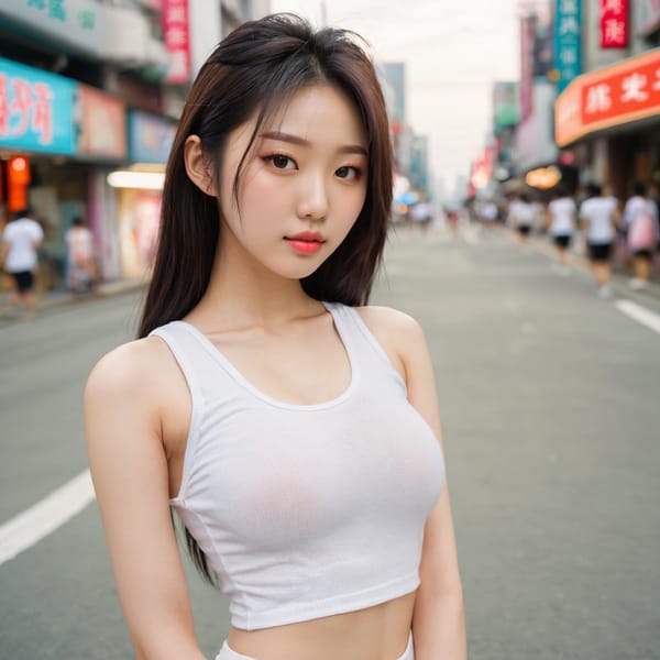 Tags: 21872187, SDXL
{"3": {"inputs": {"seed": 485151547366994, "steps": 32, "cfg": 7.03, "sampler_name": "dpmpp_2m", "scheduler": "karras", "denoise": 1.0, "model": ["27", 0], "positive": ["6", 0], "negative": ["7", 0], "latent_image": ["5", 0]}, "class_type": "KSampler"}, "4": {"inputs": {"ckpt_name": "juggernautxl.safetensors"}, "class_type": "CheckpointLoaderSimple"}, "5": {"inputs": {"width": 1024, "height": 1024, "batch_size": 1}, "class_type": "EmptyLatentImage"}, "6": {"inputs": {"text": "21 year old girl, (chinese:0.96), (korean:1.06), (sexy lips:1.05), (seductive pose:1.11), (double eyelids:0.99), (seductive facial expression:1.05), (blush:1.00), (cute:0.99), (idol:1.14), (pale skin:1.04), (beautiful eyes:1.01), (slim:1.01), (detailed face:1.06), (temptress:1.00), (perky ass:1.14), (exposed ass:1.06), (looking back:1.10), (sexy ass:1.08), (thigh gap:0.96), (white tanktop:1.12), busy street, (textured skin:1.01), (detailed skin:1.05), (natural looking skin:1.00), (soft lighting:1.06), (film:1.06), (skin fuzz:1.07), (RAW:1.02), (candid cinema:1.08), (portra:1.08)", "clip": ["27", 1]}, "class_type": "CLIPTextEncode"}, "7": {"inputs": {"text": "(low resolution:1.12), (watermark:1.06), (twisted:1.14), (bad hands:1.12), (open mouth:1.09), (worst quality:1.10)", "clip": ["27", 1]}, "class_type": "CLIPTextEncode"}, "8": {"inputs": {"samples": ["3", 0], "vae": ["4", 2]}, "class_type": "VAEDecode"}, "25": {"inputs": {"lora_name": "nudify_xl.safetensors", "strength_model": 0.35, "strength_clip": 0.14, "model": ["4", 0], "clip": ["4", 1]}, "class_type": "LoraLoader"}, "26": {"inputs": {"lora_name": "shirtlift_SDXL_v2.safetensors", "strength_model": 0.15, "strength_clip": 0.08, "model": ["25", 0], "clip": ["25", 1]}, "class_type": "LoraLoader"}, "27": {"inputs": {"lora_name": "PerfectEyesXL.safetensors", "strength_model": 0.08, "strength_clip": 0.06, "model": ["26", 0], "clip": ["26", 1]}, "class_type": "LoraLoader"}, "30": {"inputs": {"model_name": "4x_NMKD-Superscale-SP_178000_G.pth"}, "class_type": "UpscaleModelLoader"}, "31": {"inputs": {"upscale_model": ["30", 0], "image": ["8", 0]}, "class_type": "ImageUpscaleWithModel"}, "32": {"inputs": {"upscale_method": "lanczos", "scale_by": 0.5, "image": ["31", 0]}, "class_type": "ImageScaleBy"}, "33": {"inputs": {"pixels": ["32", 0], "vae": ["4", 2]}, "class_type": "VAEEncode"}, "34": {"inputs": {"seed": 485151547366994, "steps": 32, "cfg": 7.03, "sampler_name": "dpmpp_2m", "scheduler": "karras", "denoise": 0.3, "model": ["27", 0], "positive": ["6", 0], "negative": ["7", 0], "latent_image": ["33", 0]}, "class_type": "KSampler"}, "36": {"inputs": {"samples": ["34", 0], "vae": ["4", 2]}, "class_type": "VAEDecode"}, "39": {"inputs": {"filename_prefix": "comfyapi-1731496235624", "images": ["36", 0]}, "class_type": "SaveImage"}}