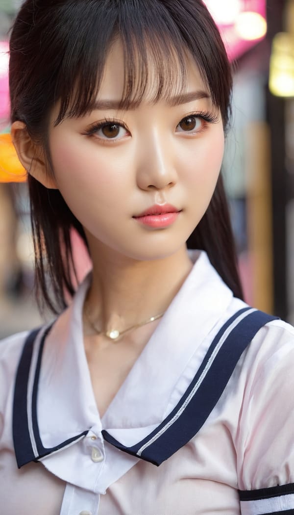 Tags: 21872187, SDXL
{"3": {"inputs": {"seed": 110834010019949, "steps": 32, "cfg": 7.72, "sampler_name": "dpmpp_2m", "scheduler": "karras", "denoise": 1.0, "model": ["27", 0], "positive": ["6", 0], "negative": ["7", 0], "latent_image": ["5", 0]}, "class_type": "KSampler"}, "4": {"inputs": {"ckpt_name": "juggernautxl.safetensors"}, "class_type": "CheckpointLoaderSimple"}, "5": {"inputs": {"width": 768, "height": 1344, "batch_size": 1}, "class_type": "EmptyLatentImage"}, "6": {"inputs": {"text": "28 year old girl, (taiwanese:1.09), (korean:0.98), (idol:1.14), (cute:1.10), (pale skin:1.02), (beautiful eyes:0.99), (seductive facial expression:1.14), (blush:0.95), (temptress:1.12), (eyelashes:1.10), (sexy lips:1.08), (slim:1.13), (seductive pose:1.12), (double eyelids:1.06), (detailed face:1.13), (in a seductive pose:1.02), (large perky breasts:1.02), (cleavage:0.97), (thigh gap:1.00), (school uniform:1.02), choker, busy street, (soft lighting:1.06), (candid cinema:1.05), (textured skin:1.08), (skin fuzz:1.01), (RAW:1.01), (portra:1.07), (natural looking skin:1.01), (detailed skin:1.04), (film:1.07)", "clip": ["27", 1]}, "class_type": "CLIPTextEncode"}, "7": {"inputs": {"text": "(twisted:1.07), (open mouth:1.13), (worst quality:1.12), (watermark:1.12), (bad hands:1.08), (distorted:1.10), (low resolution:1.11)", "clip": ["27", 1]}, "class_type": "CLIPTextEncode"}, "8": {"inputs": {"samples": ["3", 0], "vae": ["4", 2]}, "class_type": "VAEDecode"}, "25": {"inputs": {"lora_name": "nudify_xl.safetensors", "strength_model": 0.24, "strength_clip": 0.15, "model": ["4", 0], "clip": ["4", 1]}, "class_type": "LoraLoader"}, "26": {"inputs": {"lora_name": "shirtlift_SDXL_v2.safetensors", "strength_model": 0.02, "strength_clip": 0.11, "model": ["25", 0], "clip": ["25", 1]}, "class_type": "LoraLoader"}, "27": {"inputs": {"lora_name": "PerfectEyesXL.safetensors", "strength_model": 0.04, "strength_clip": 0.04, "model": ["26", 0], "clip": ["26", 1]}, "class_type": "LoraLoader"}, "30": {"inputs": {"model_name": "4x_NMKD-Superscale-SP_178000_G.pth"}, "class_type": "UpscaleModelLoader"}, "31": {"inputs": {"upscale_model": ["30", 0], "image": ["8", 0]}, "class_type": "ImageUpscaleWithModel"}, "32": {"inputs": {"upscale_method": "lanczos", "scale_by": 0.5, "image": ["31", 0]}, "class_type": "ImageScaleBy"}, "33": {"inputs": {"pixels": ["32", 0], "vae": ["4", 2]}, "class_type": "VAEEncode"}, "34": {"inputs": {"seed": 110834010019949, "steps": 32, "cfg": 7.72, "sampler_name": "dpmpp_2m", "scheduler": "karras", "denoise": 0.3, "model": ["27", 0], "positive": ["6", 0], "negative": ["7", 0], "latent_image": ["33", 0]}, "class_type": "KSampler"}, "36": {"inputs": {"samples": ["34", 0], "vae": ["4", 2]}, "class_type": "VAEDecode"}, "39": {"inputs": {"filename_prefix": "comfyapi-1734523263500", "images": ["36", 0]}, "class_type": "SaveImage"}}