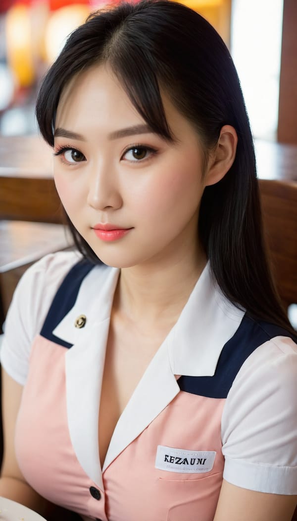 Tags: 21872187, SDXL
{"3": {"inputs": {"seed": 938215552486942, "steps": 64, "cfg": 6.42, "sampler_name": "dpmpp_2m", "scheduler": "karras", "denoise": 1.0, "model": ["27", 0], "positive": ["6", 0], "negative": ["7", 0], "latent_image": ["5", 0]}, "class_type": "KSampler"}, "4": {"inputs": {"ckpt_name": "juggernautXL_v8Rundiffusion.safetensors"}, "class_type": "CheckpointLoaderSimple"}, "5": {"inputs": {"width": 768, "height": 1344, "batch_size": 1}, "class_type": "EmptyLatentImage"}, "6": {"inputs": {"text": "23 year old girl, (taiwanese:1.10), (seductive facial expression:1.14), (blush:1.00), (sexy lips:1.07), (double eyelids:1.11), (pale skin:1.07), (seductive pose:1.00), (idol:1.10), (slim:1.01), (eyelashes:1.02), (temptress:1.08), (cute:0.97), (in a seductive pose:1.02), (large perky breasts:1.09), (cleavage:1.10), (thigh gap:0.99), (a waitress in uniform:1.05) working at a restaurant, (film:1.08), (soft lighting:1.04), (portra:1.03), (detailed skin:1.08), (natural looking skin:1.08), (RAW:1.01), (candid cinema:1.07), (textured skin:1.00), (skin fuzz:1.01)", "clip": ["27", 1]}, "class_type": "CLIPTextEncode"}, "7": {"inputs": {"text": "(twisted:1.10), (worst quality:1.12), (distorted:1.05), (open mouth:1.12), (watermark:1.06), (bad hands:1.07), (low resolution:1.05)", "clip": ["27", 1]}, "class_type": "CLIPTextEncode"}, "8": {"inputs": {"samples": ["3", 0], "vae": ["4", 2]}, "class_type": "VAEDecode"}, "25": {"inputs": {"lora_name": "nudify_xl.safetensors", "strength_model": 0.09, "strength_clip": 0.16, "model": ["4", 0], "clip": ["4", 1]}, "class_type": "LoraLoader"}, "26": {"inputs": {"lora_name": "shirtlift_SDXL_v2.safetensors", "strength_model": 0.03, "strength_clip": 0.05, "model": ["25", 0], "clip": ["25", 1]}, "class_type": "LoraLoader"}, "27": {"inputs": {"lora_name": "PerfectEyesXL.safetensors", "strength_model": 0.13, "strength_clip": 0.05, "model": ["26", 0], "clip": ["26", 1]}, "class_type": "LoraLoader"}, "30": {"inputs": {"model_name": "4x_NMKD-Superscale-SP_178000_G.pth"}, "class_type": "UpscaleModelLoader"}, "31": {"inputs": {"upscale_model": ["30", 0], "image": ["8", 0]}, "class_type": "ImageUpscaleWithModel"}, "32": {"inputs": {"upscale_method": "lanczos", "scale_by": 0.5, "image": ["31", 0]}, "class_type": "ImageScaleBy"}, "33": {"inputs": {"pixels": ["32", 0], "vae": ["4", 2]}, "class_type": "VAEEncode"}, "34": {"inputs": {"seed": 938215552486942, "steps": 64, "cfg": 6.42, "sampler_name": "dpmpp_2m", "scheduler": "karras", "denoise": 0.3, "model": ["27", 0], "positive": ["6", 0], "negative": ["7", 0], "latent_image": ["33", 0]}, "class_type": "KSampler"}, "36": {"inputs": {"samples": ["34", 0], "vae": ["4", 2]}, "class_type": "VAEDecode"}, "39": {"inputs": {"filename_prefix": "comfyapi-1707894923174", "images": ["36", 0]}, "class_type": "SaveImage"}}