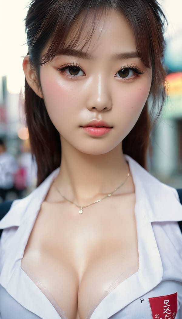 Tags: 21872187, SDXL
{"3": {"inputs": {"seed": 114733476884961, "steps": 32, "cfg": 7.83, "sampler_name": "dpmpp_2m", "scheduler": "karras", "denoise": 1.0, "model": ["27", 0], "positive": ["6", 0], "negative": ["7", 0], "latent_image": ["5", 0]}, "class_type": "KSampler"}, "4": {"inputs": {"ckpt_name": "juggernautxl.safetensors"}, "class_type": "CheckpointLoaderSimple"}, "5": {"inputs": {"width": 768, "height": 1344, "batch_size": 1}, "class_type": "EmptyLatentImage"}, "6": {"inputs": {"text": "25 year old girl, (korean:1.09), (slim:1.12), (sexy lips:1.01), (eyelashes:1.10), (temptress:1.01), (pale skin:1.11), (double eyelids:1.14), (idol:0.96), (beautiful eyes:1.06), (blush:1.14), (cute:0.99), (detailed face:0.97), (seductive pose:1.09), (seductive facial expression:1.12), (in a seductive pose:1.05), (large perky breasts:1.14), (cleavage:1.07), (thigh gap:1.07), (school uniform:1.04), choker, busy street, (film:1.09), (soft lighting:1.07), (textured skin:1.01), (detailed skin:1.05), (RAW:1.04), (skin fuzz:1.03), (natural looking skin:1.02), (candid cinema:1.07), (portra:1.09)", "clip": ["27", 1]}, "class_type": "CLIPTextEncode"}, "7": {"inputs": {"text": "(worst quality:1.08), (open mouth:1.07), (bad hands:1.07), (distorted:1.14), (low resolution:1.10), (twisted:1.14), (watermark:1.05)", "clip": ["27", 1]}, "class_type": "CLIPTextEncode"}, "8": {"inputs": {"samples": ["3", 0], "vae": ["4", 2]}, "class_type": "VAEDecode"}, "25": {"inputs": {"lora_name": "nudify_xl.safetensors", "strength_model": 0.14, "strength_clip": 0.07, "model": ["4", 0], "clip": ["4", 1]}, "class_type": "LoraLoader"}, "26": {"inputs": {"lora_name": "shirtlift_SDXL_v2.safetensors", "strength_model": 0.07, "strength_clip": 0.06, "model": ["25", 0], "clip": ["25", 1]}, "class_type": "LoraLoader"}, "27": {"inputs": {"lora_name": "PerfectEyesXL.safetensors", "strength_model": 0.11, "strength_clip": 0.17, "model": ["26", 0], "clip": ["26", 1]}, "class_type": "LoraLoader"}, "30": {"inputs": {"model_name": "4x_NMKD-Superscale-SP_178000_G.pth"}, "class_type": "UpscaleModelLoader"}, "31": {"inputs": {"upscale_model": ["30", 0], "image": ["8", 0]}, "class_type": "ImageUpscaleWithModel"}, "32": {"inputs": {"upscale_method": "lanczos", "scale_by": 0.5, "image": ["31", 0]}, "class_type": "ImageScaleBy"}, "33": {"inputs": {"pixels": ["32", 0], "vae": ["4", 2]}, "class_type": "VAEEncode"}, "34": {"inputs": {"seed": 114733476884961, "steps": 32, "cfg": 7.83, "sampler_name": "dpmpp_2m", "scheduler": "karras", "denoise": 0.3, "model": ["27", 0], "positive": ["6", 0], "negative": ["7", 0], "latent_image": ["33", 0]}, "class_type": "KSampler"}, "36": {"inputs": {"samples": ["34", 0], "vae": ["4", 2]}, "class_type": "VAEDecode"}, "39": {"inputs": {"filename_prefix": "comfyapi-1732968354318", "images": ["36", 0]}, "class_type": "SaveImage"}}