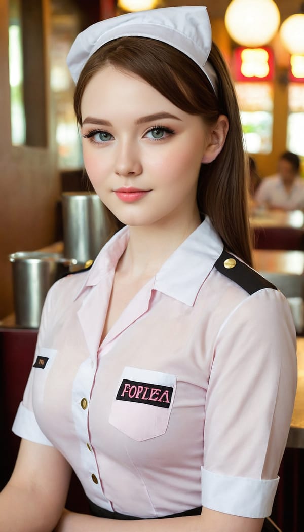 Tags: 21872187, SDXL
{"3": {"inputs": {"seed": 182437590119987, "steps": 32, "cfg": 6.19, "sampler_name": "dpmpp_2m", "scheduler": "karras", "denoise": 1.0, "model": ["27", 0], "positive": ["6", 0], "negative": ["7", 0], "latent_image": ["5", 0]}, "class_type": "KSampler"}, "4": {"inputs": {"ckpt_name": "juggernautXL_v8Rundiffusion.safetensors"}, "class_type": "CheckpointLoaderSimple"}, "5": {"inputs": {"width": 768, "height": 1344, "batch_size": 1}, "class_type": "EmptyLatentImage"}, "6": {"inputs": {"text": "21 year old girl, (sexy lips:0.95), (idol:1.07), (pale skin:0.99), (slim:0.98), (seductive pose:0.96), (beautiful eyes:1.07), (cute:1.12), (blush:1.03), (seductive facial expression:1.00), (detailed face:1.01), (temptress:1.05), (eyelashes:0.99), (in a seductive pose:1.07), (large perky breasts:1.01), (cleavage:0.97), (thigh gap:0.99), (a waitress in uniform:1.09) working at a restaurant, (skin fuzz:1.08), (portra:1.03), (RAW:1.05), (detailed skin:1.07), (textured skin:1.07), (candid cinema:1.06), (natural looking skin:1.04), (film:1.04)", "clip": ["27", 1]}, "class_type": "CLIPTextEncode"}, "7": {"inputs": {"text": "(bad hands:1.05), (twisted:1.06), (watermark:1.05), (open mouth:1.07), (worst quality:1.08), (low resolution:1.07), (distorted:1.09)", "clip": ["27", 1]}, "class_type": "CLIPTextEncode"}, "8": {"inputs": {"samples": ["3", 0], "vae": ["4", 2]}, "class_type": "VAEDecode"}, "25": {"inputs": {"lora_name": "nudify_xl.safetensors", "strength_model": 0.1, "strength_clip": 0.14, "model": ["4", 0], "clip": ["4", 1]}, "class_type": "LoraLoader"}, "26": {"inputs": {"lora_name": "shirtlift_SDXL_v2.safetensors", "strength_model": 0.17, "strength_clip": 0.03, "model": ["25", 0], "clip": ["25", 1]}, "class_type": "LoraLoader"}, "27": {"inputs": {"lora_name": "PerfectEyesXL.safetensors", "strength_model": 0.14, "strength_clip": 0.12, "model": ["26", 0], "clip": ["26", 1]}, "class_type": "LoraLoader"}, "30": {"inputs": {"model_name": "4x_NMKD-Superscale-SP_178000_G.pth"}, "class_type": "UpscaleModelLoader"}, "31": {"inputs": {"upscale_model": ["30", 0], "image": ["8", 0]}, "class_type": "ImageUpscaleWithModel"}, "32": {"inputs": {"upscale_method": "lanczos", "scale_by": 0.5, "image": ["31", 0]}, "class_type": "ImageScaleBy"}, "33": {"inputs": {"pixels": ["32", 0], "vae": ["4", 2]}, "class_type": "VAEEncode"}, "34": {"inputs": {"seed": 182437590119987, "steps": 32, "cfg": 6.19, "sampler_name": "dpmpp_2m", "scheduler": "karras", "denoise": 0.3, "model": ["27", 0], "positive": ["6", 0], "negative": ["7", 0], "latent_image": ["33", 0]}, "class_type": "KSampler"}, "36": {"inputs": {"samples": ["34", 0], "vae": ["4", 2]}, "class_type": "VAEDecode"}, "39": {"inputs": {"filename_prefix": "comfyapi-1707776146263", "images": ["36", 0]}, "class_type": "SaveImage"}}