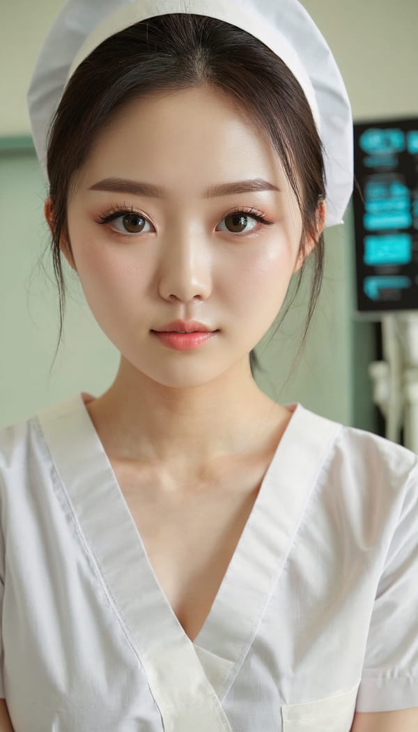 Tags: 21872187, SDXL
{"3": {"inputs": {"seed": 518587062723791, "steps": 32, "cfg": 6.21, "sampler_name": "dpmpp_2m", "scheduler": "karras", "denoise": 1.0, "model": ["27", 0], "positive": ["6", 0], "negative": ["7", 0], "latent_image": ["5", 0]}, "class_type": "KSampler"}, "4": {"inputs": {"ckpt_name": "juggernautxl.safetensors"}, "class_type": "CheckpointLoaderSimple"}, "5": {"inputs": {"width": 768, "height": 1344, "batch_size": 1}, "class_type": "EmptyLatentImage"}, "6": {"inputs": {"text": "24 year old girl, (korean:0.98), (irish:1.03), (seductive facial expression:1.06), (slim:1.14), (detailed face:0.99), (cute:0.99), (double eyelids:1.05), (eyelashes:1.06), (idol:1.02), (blush:1.05), (temptress:1.11), (pale skin:1.11), (beautiful eyes:1.13), (sexy lips:0.96), (seductive pose:1.13), (in a seductive pose:0.95), (large perky breasts:0.95), (cleavage:1.02), (thigh gap:1.14), (nurse in uniform:1.04) working in a hospital ward, (RAW:1.00), (film:1.08), (textured skin:1.03), (detailed skin:1.09), (natural looking skin:1.02), (skin fuzz:1.07), (candid cinema:1.04), (soft lighting:1.02), (portra:1.01)", "clip": ["27", 1]}, "class_type": "CLIPTextEncode"}, "7": {"inputs": {"text": "(watermark:1.12), (bad hands:1.10), (distorted:1.09), (twisted:1.06), (open mouth:1.14), (low resolution:1.11), (worst quality:1.08)", "clip": ["27", 1]}, "class_type": "CLIPTextEncode"}, "8": {"inputs": {"samples": ["3", 0], "vae": ["4", 2]}, "class_type": "VAEDecode"}, "25": {"inputs": {"lora_name": "nudify_xl.safetensors", "strength_model": 0.18, "strength_clip": 0.34, "model": ["4", 0], "clip": ["4", 1]}, "class_type": "LoraLoader"}, "26": {"inputs": {"lora_name": "shirtlift_SDXL_v2.safetensors", "strength_model": 0.12, "strength_clip": 0.03, "model": ["25", 0], "clip": ["25", 1]}, "class_type": "LoraLoader"}, "27": {"inputs": {"lora_name": "PerfectEyesXL.safetensors", "strength_model": 0.04, "strength_clip": 0.13, "model": ["26", 0], "clip": ["26", 1]}, "class_type": "LoraLoader"}, "30": {"inputs": {"model_name": "4x_NMKD-Superscale-SP_178000_G.pth"}, "class_type": "UpscaleModelLoader"}, "31": {"inputs": {"upscale_model": ["30", 0], "image": ["8", 0]}, "class_type": "ImageUpscaleWithModel"}, "32": {"inputs": {"upscale_method": "lanczos", "scale_by": 0.5, "image": ["31", 0]}, "class_type": "ImageScaleBy"}, "33": {"inputs": {"pixels": ["32", 0], "vae": ["4", 2]}, "class_type": "VAEEncode"}, "34": {"inputs": {"seed": 518587062723791, "steps": 32, "cfg": 6.21, "sampler_name": "dpmpp_2m", "scheduler": "karras", "denoise": 0.3, "model": ["27", 0], "positive": ["6", 0], "negative": ["7", 0], "latent_image": ["33", 0]}, "class_type": "KSampler"}, "36": {"inputs": {"samples": ["34", 0], "vae": ["4", 2]}, "class_type": "VAEDecode"}, "39": {"inputs": {"filename_prefix": "comfyapi-1731662853316", "images": ["36", 0]}, "class_type": "SaveImage"}}