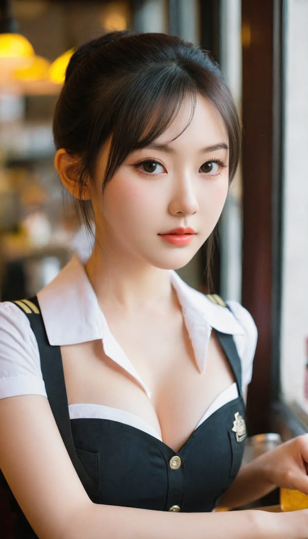 Tags: 21872187, SDXL
{"3": {"inputs": {"seed": 796587619956047, "steps": 64, "cfg": 5.26, "sampler_name": "dpmpp_2m", "scheduler": "karras", "denoise": 1.0, "model": ["27", 0], "positive": ["6", 0], "negative": ["7", 0], "latent_image": ["5", 0]}, "class_type": "KSampler"}, "4": {"inputs": {"ckpt_name": "leosamsHelloworldSDXL_helloworldSDXL32DPO.safetensors"}, "class_type": "CheckpointLoaderSimple"}, "5": {"inputs": {"width": 768, "height": 1344, "batch_size": 1}, "class_type": "EmptyLatentImage"}, "6": {"inputs": {"text": "21 year old girl, (taiwanese:0.96), (irish:0.95), (ukrainian:1.07), (double eyelids:0.98), (idol:1.07), (seductive facial expression:1.12), (blush:1.01), (beautiful eyes:1.07), (sexy lips:0.95), (slim:1.05), (seductive pose:1.14), (temptress:1.02), (detailed face:1.08), (pale skin:1.09), (cute:1.03), (eyelashes:1.13), (in a seductive pose:1.04), (large perky breasts:1.02), (cleavage:1.03), (thigh gap:1.04), (a waitress in uniform:1.07) working at a restaurant, (film:1.08), (soft lighting:1.07), (portra:1.00), (skin fuzz:1.01), (RAW:1.09), (natural looking skin:1.04), (textured skin:1.01), (detailed skin:1.01), (candid cinema:1.01)", "clip": ["27", 1]}, "class_type": "CLIPTextEncode"}, "7": {"inputs": {"text": "(worst quality:1.08), (twisted:1.08), (distorted:1.08), (low resolution:1.10), (open mouth:1.07), (watermark:1.13), (bad hands:1.09)", "clip": ["27", 1]}, "class_type": "CLIPTextEncode"}, "8": {"inputs": {"samples": ["3", 0], "vae": ["4", 2]}, "class_type": "VAEDecode"}, "25": {"inputs": {"lora_name": "nudify_xl.safetensors", "strength_model": 0.39, "strength_clip": 0.37, "model": ["4", 0], "clip": ["4", 1]}, "class_type": "LoraLoader"}, "26": {"inputs": {"lora_name": "shirtlift_SDXL_v2.safetensors", "strength_model": 0.01, "strength_clip": 0.12, "model": ["25", 0], "clip": ["25", 1]}, "class_type": "LoraLoader"}, "27": {"inputs": {"lora_name": "PerfectEyesXL.safetensors", "strength_model": 0.14, "strength_clip": 0.05, "model": ["26", 0], "clip": ["26", 1]}, "class_type": "LoraLoader"}, "30": {"inputs": {"model_name": "4x_NMKD-Superscale-SP_178000_G.pth"}, "class_type": "UpscaleModelLoader"}, "31": {"inputs": {"upscale_model": ["30", 0], "image": ["8", 0]}, "class_type": "ImageUpscaleWithModel"}, "32": {"inputs": {"upscale_method": "lanczos", "scale_by": 0.5, "image": ["31", 0]}, "class_type": "ImageScaleBy"}, "33": {"inputs": {"pixels": ["32", 0], "vae": ["4", 2]}, "class_type": "VAEEncode"}, "34": {"inputs": {"seed": 796587619956047, "steps": 64, "cfg": 5.26, "sampler_name": "dpmpp_2m", "scheduler": "karras", "denoise": 0.3, "model": ["27", 0], "positive": ["6", 0], "negative": ["7", 0], "latent_image": ["33", 0]}, "class_type": "KSampler"}, "36": {"inputs": {"samples": ["34", 0], "vae": ["4", 2]}, "class_type": "VAEDecode"}, "39": {"inputs": {"filename_prefix": "comfyapi-1707537091507", "images": ["36", 0]}, "class_type": "SaveImage"}}