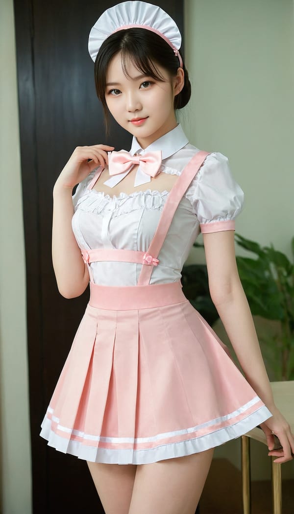 Tags: 21872187, SDXL
{"3": {"inputs": {"seed": 102269115607026, "steps": 32, "cfg": 7.44, "sampler_name": "dpmpp_2m", "scheduler": "karras", "denoise": 1.0, "model": ["27", 0], "positive": ["6", 0], "negative": ["7", 0], "latent_image": ["5", 0]}, "class_type": "KSampler"}, "4": {"inputs": {"ckpt_name": "juggernautXL_v8Rundiffusion.safetensors"}, "class_type": "CheckpointLoaderSimple"}, "5": {"inputs": {"width": 768, "height": 1344, "batch_size": 1}, "class_type": "EmptyLatentImage"}, "6": {"inputs": {"text": "21 year old girl, (korean:1.08), (russian:1.06), (taiwanese:1.00), (chinese:1.03), (pale skin:1.06), (beautiful eyes:1.10), (detailed face:1.05), (slim:1.07), (seductive facial expression:1.01), (cute:1.04), (double eyelids:0.96), (sexy lips:0.98), (seductive pose:1.12), (eyelashes:1.01), (idol:1.06), (blush:1.10), (temptress:1.02), (in a seductive pose:1.10), (large perky breasts:0.95), (cleavage:0.98), (thigh gap:0.98), in a (skimpy maid costume:1.07) working at a maid cafe, choker, bowtie, headband, pleated skirt, (natural looking skin:1.08), (portra:1.07), (film:1.08), (soft lighting:1.02), (detailed skin:1.08), (RAW:1.01), (candid cinema:1.03), (textured skin:1.00), (skin fuzz:1.08)", "clip": ["27", 1]}, "class_type": "CLIPTextEncode"}, "7": {"inputs": {"text": "(twisted:1.06), (bad hands:1.08), (open mouth:1.10), (low resolution:1.10), (worst quality:1.06), (distorted:1.13), (watermark:1.12)", "clip": ["27", 1]}, "class_type": "CLIPTextEncode"}, "8": {"inputs": {"samples": ["3", 0], "vae": ["4", 2]}, "class_type": "VAEDecode"}, "25": {"inputs": {"lora_name": "nudify_xl.safetensors", "strength_model": 0.32, "strength_clip": 0.31, "model": ["4", 0], "clip": ["4", 1]}, "class_type": "LoraLoader"}, "26": {"inputs": {"lora_name": "shirtlift_SDXL_v2.safetensors", "strength_model": 0.19, "strength_clip": 0.02, "model": ["25", 0], "clip": ["25", 1]}, "class_type": "LoraLoader"}, "27": {"inputs": {"lora_name": "PerfectEyesXL.safetensors", "strength_model": 0.06, "strength_clip": 0.15, "model": ["26", 0], "clip": ["26", 1]}, "class_type": "LoraLoader"}, "30": {"inputs": {"model_name": "4x_NMKD-Superscale-SP_178000_G.pth"}, "class_type": "UpscaleModelLoader"}, "31": {"inputs": {"upscale_model": ["30", 0], "image": ["8", 0]}, "class_type": "ImageUpscaleWithModel"}, "32": {"inputs": {"upscale_method": "lanczos", "scale_by": 0.5, "image": ["31", 0]}, "class_type": "ImageScaleBy"}, "33": {"inputs": {"pixels": ["32", 0], "vae": ["4", 2]}, "class_type": "VAEEncode"}, "34": {"inputs": {"seed": 102269115607026, "steps": 32, "cfg": 7.44, "sampler_name": "dpmpp_2m", "scheduler": "karras", "denoise": 0.3, "model": ["27", 0], "positive": ["6", 0], "negative": ["7", 0], "latent_image": ["33", 0]}, "class_type": "KSampler"}, "36": {"inputs": {"samples": ["34", 0], "vae": ["4", 2]}, "class_type": "VAEDecode"}, "39": {"inputs": {"filename_prefix": "comfyapi-1707564377152", "images": ["36", 0]}, "class_type": "SaveImage"}}