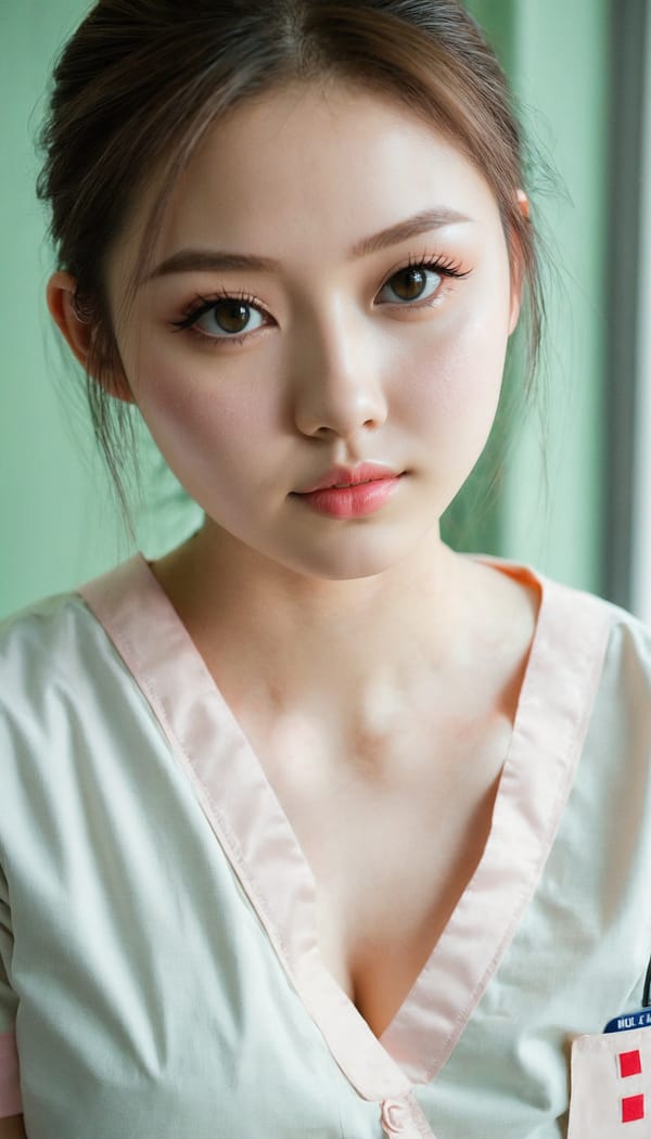 Tags: 21872187, SDXL
{"3": {"inputs": {"seed": 198625472168892, "steps": 32, "cfg": 7.82, "sampler_name": "dpmpp_2m", "scheduler": "karras", "denoise": 1.0, "model": ["27", 0], "positive": ["6", 0], "negative": ["7", 0], "latent_image": ["5", 0]}, "class_type": "KSampler"}, "4": {"inputs": {"ckpt_name": "juggernautxl.safetensors"}, "class_type": "CheckpointLoaderSimple"}, "5": {"inputs": {"width": 768, "height": 1344, "batch_size": 1}, "class_type": "EmptyLatentImage"}, "6": {"inputs": {"text": "18 year old girl, (double eyelids:0.99), (beautiful eyes:1.01), (seductive facial expression:1.12), (sexy lips:1.04), (cute:0.96), (blush:1.05), (detailed face:1.13), (temptress:1.08), (pale skin:1.11), (eyelashes:1.09), (slim:1.06), (seductive pose:1.13), (idol:1.04), (in a seductive pose:0.96), (large perky breasts:0.98), (cleavage:1.10), (thigh gap:0.99), (nurse in uniform:1.13) working in a hospital ward, (RAW:1.03), (detailed skin:1.08), (portra:1.02), (textured skin:1.06), (natural looking skin:1.05), (soft lighting:1.03), (candid cinema:1.01), (skin fuzz:1.01), (film:1.08)", "clip": ["27", 1]}, "class_type": "CLIPTextEncode"}, "7": {"inputs": {"text": "(twisted:1.06), (bad hands:1.10), (low resolution:1.13), (distorted:1.14), (worst quality:1.05), (open mouth:1.05), (watermark:1.05)", "clip": ["27", 1]}, "class_type": "CLIPTextEncode"}, "8": {"inputs": {"samples": ["3", 0], "vae": ["4", 2]}, "class_type": "VAEDecode"}, "25": {"inputs": {"lora_name": "nudify_xl.safetensors", "strength_model": 0.09, "strength_clip": 0.36, "model": ["4", 0], "clip": ["4", 1]}, "class_type": "LoraLoader"}, "26": {"inputs": {"lora_name": "shirtlift_SDXL_v2.safetensors", "strength_model": 0.12, "strength_clip": 0.13, "model": ["25", 0], "clip": ["25", 1]}, "class_type": "LoraLoader"}, "27": {"inputs": {"lora_name": "PerfectEyesXL.safetensors", "strength_model": 0.14, "strength_clip": 0.1, "model": ["26", 0], "clip": ["26", 1]}, "class_type": "LoraLoader"}, "30": {"inputs": {"model_name": "4x_NMKD-Superscale-SP_178000_G.pth"}, "class_type": "UpscaleModelLoader"}, "31": {"inputs": {"upscale_model": ["30", 0], "image": ["8", 0]}, "class_type": "ImageUpscaleWithModel"}, "32": {"inputs": {"upscale_method": "lanczos", "scale_by": 0.5, "image": ["31", 0]}, "class_type": "ImageScaleBy"}, "33": {"inputs": {"pixels": ["32", 0], "vae": ["4", 2]}, "class_type": "VAEEncode"}, "34": {"inputs": {"seed": 198625472168892, "steps": 32, "cfg": 7.82, "sampler_name": "dpmpp_2m", "scheduler": "karras", "denoise": 0.3, "model": ["27", 0], "positive": ["6", 0], "negative": ["7", 0], "latent_image": ["33", 0]}, "class_type": "KSampler"}, "36": {"inputs": {"samples": ["34", 0], "vae": ["4", 2]}, "class_type": "VAEDecode"}, "39": {"inputs": {"filename_prefix": "comfyapi-1714728216239", "images": ["36", 0]}, "class_type": "SaveImage"}}