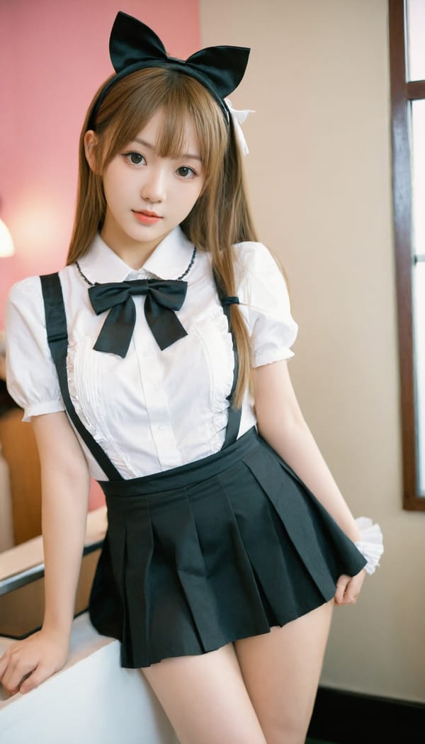 Tags: 21872187, SDXL
{"3": {"inputs": {"seed": 544976756195501, "steps": 64, "cfg": 5.4, "sampler_name": "dpmpp_2m", "scheduler": "karras", "denoise": 1.0, "model": ["27", 0], "positive": ["6", 0], "negative": ["7", 0], "latent_image": ["5", 0]}, "class_type": "KSampler"}, "4": {"inputs": {"ckpt_name": "leosamsHelloworldSDXL_helloworldSDXL32DPO.safetensors"}, "class_type": "CheckpointLoaderSimple"}, "5": {"inputs": {"width": 768, "height": 1344, "batch_size": 1}, "class_type": "EmptyLatentImage"}, "6": {"inputs": {"text": "25 year old girl, (detailed face:1.04), (temptress:0.97), (sexy lips:1.06), (blush:1.00), (double eyelids:1.13), (seductive facial expression:1.02), (idol:1.06), (seductive pose:1.14), (cute:0.98), (eyelashes:0.99), (slim:1.05), (beautiful eyes:1.13), (pale skin:0.96), (perky ass:1.10), (exposed ass:1.04), (looking back:1.03), (sexy ass:1.08), (thigh gap:0.95), in a (skimpy maid costume:1.08) working at a maid cafe, choker, bowtie, headband, pleated skirt, (textured skin:1.01), (RAW:1.02), (detailed skin:1.08), (film:1.01), (natural looking skin:1.02), (candid cinema:1.01), (soft lighting:1.07), (skin fuzz:1.01), (portra:1.05)", "clip": ["27", 1]}, "class_type": "CLIPTextEncode"}, "7": {"inputs": {"text": "(twisted:1.09), (open mouth:1.07), (worst quality:1.10), (low resolution:1.07), (distorted:1.14), (bad hands:1.08), (watermark:1.06)", "clip": ["27", 1]}, "class_type": "CLIPTextEncode"}, "8": {"inputs": {"samples": ["3", 0], "vae": ["4", 2]}, "class_type": "VAEDecode"}, "25": {"inputs": {"lora_name": "nudify_xl.safetensors", "strength_model": 0.11, "strength_clip": 0.26, "model": ["4", 0], "clip": ["4", 1]}, "class_type": "LoraLoader"}, "26": {"inputs": {"lora_name": "shirtlift_SDXL_v2.safetensors", "strength_model": 0.19, "strength_clip": 0.19, "model": ["25", 0], "clip": ["25", 1]}, "class_type": "LoraLoader"}, "27": {"inputs": {"lora_name": "PerfectEyesXL.safetensors", "strength_model": 0.01, "strength_clip": 0.09, "model": ["26", 0], "clip": ["26", 1]}, "class_type": "LoraLoader"}, "30": {"inputs": {"model_name": "4x_NMKD-Superscale-SP_178000_G.pth"}, "class_type": "UpscaleModelLoader"}, "31": {"inputs": {"upscale_model": ["30", 0], "image": ["8", 0]}, "class_type": "ImageUpscaleWithModel"}, "32": {"inputs": {"upscale_method": "lanczos", "scale_by": 0.5, "image": ["31", 0]}, "class_type": "ImageScaleBy"}, "33": {"inputs": {"pixels": ["32", 0], "vae": ["4", 2]}, "class_type": "VAEEncode"}, "34": {"inputs": {"seed": 544976756195501, "steps": 64, "cfg": 5.4, "sampler_name": "dpmpp_2m", "scheduler": "karras", "denoise": 0.3, "model": ["27", 0], "positive": ["6", 0], "negative": ["7", 0], "latent_image": ["33", 0]}, "class_type": "KSampler"}, "36": {"inputs": {"samples": ["34", 0], "vae": ["4", 2]}, "class_type": "VAEDecode"}, "39": {"inputs": {"filename_prefix": "comfyapi-1707738898532", "images": ["36", 0]}, "class_type": "SaveImage"}}