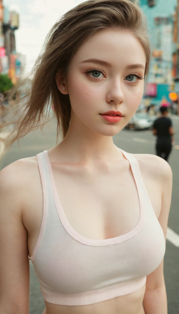 Tags: 21872187, SDXL
{"3": {"inputs": {"seed": 391774411145963, "steps": 32, "cfg": 5.5, "sampler_name": "dpmpp_2m", "scheduler": "karras", "denoise": 1.0, "model": ["27", 0], "positive": ["6", 0], "negative": ["7", 0], "latent_image": ["5", 0]}, "class_type": "KSampler"}, "4": {"inputs": {"ckpt_name": "juggernautxl.safetensors"}, "class_type": "CheckpointLoaderSimple"}, "5": {"inputs": {"width": 768, "height": 1344, "batch_size": 1}, "class_type": "EmptyLatentImage"}, "6": {"inputs": {"text": "21 year old girl, (pale skin:0.96), (beautiful eyes:1.05), (detailed face:1.09), (double eyelids:1.07), (eyelashes:0.95), (temptress:1.01), (blush:1.13), (sexy lips:1.13), (idol:0.98), (seductive facial expression:1.11), (cute:1.03), (seductive pose:1.12), (perky ass:0.98), (exposed ass:0.96), (looking back:0.96), (sexy ass:0.99), (thigh gap:1.05), (white tanktop:1.00), busy street, (film:1.00), (soft lighting:1.01), (natural looking skin:1.09), (candid cinema:1.01), (RAW:1.08), (detailed skin:1.01), (textured skin:1.01), (skin fuzz:1.05), (portra:1.09)", "clip": ["27", 1]}, "class_type": "CLIPTextEncode"}, "7": {"inputs": {"text": "(bad hands:1.09), (distorted:1.05), (watermark:1.13), (worst quality:1.09), (low resolution:1.13), (open mouth:1.14), (twisted:1.07)", "clip": ["27", 1]}, "class_type": "CLIPTextEncode"}, "8": {"inputs": {"samples": ["3", 0], "vae": ["4", 2]}, "class_type": "VAEDecode"}, "25": {"inputs": {"lora_name": "nudify_xl.safetensors", "strength_model": 0.37, "strength_clip": 0.21, "model": ["4", 0], "clip": ["4", 1]}, "class_type": "LoraLoader"}, "26": {"inputs": {"lora_name": "shirtlift_SDXL_v2.safetensors", "strength_model": 0.0, "strength_clip": 0.03, "model": ["25", 0], "clip": ["25", 1]}, "class_type": "LoraLoader"}, "27": {"inputs": {"lora_name": "PerfectEyesXL.safetensors", "strength_model": 0.13, "strength_clip": 0.06, "model": ["26", 0], "clip": ["26", 1]}, "class_type": "LoraLoader"}, "30": {"inputs": {"model_name": "4x_NMKD-Superscale-SP_178000_G.pth"}, "class_type": "UpscaleModelLoader"}, "31": {"inputs": {"upscale_model": ["30", 0], "image": ["8", 0]}, "class_type": "ImageUpscaleWithModel"}, "32": {"inputs": {"upscale_method": "lanczos", "scale_by": 0.5, "image": ["31", 0]}, "class_type": "ImageScaleBy"}, "33": {"inputs": {"pixels": ["32", 0], "vae": ["4", 2]}, "class_type": "VAEEncode"}, "34": {"inputs": {"seed": 391774411145963, "steps": 32, "cfg": 5.5, "sampler_name": "dpmpp_2m", "scheduler": "karras", "denoise": 0.3, "model": ["27", 0], "positive": ["6", 0], "negative": ["7", 0], "latent_image": ["33", 0]}, "class_type": "KSampler"}, "36": {"inputs": {"samples": ["34", 0], "vae": ["4", 2]}, "class_type": "VAEDecode"}, "39": {"inputs": {"filename_prefix": "comfyapi-1714083416463", "images": ["36", 0]}, "class_type": "SaveImage"}}