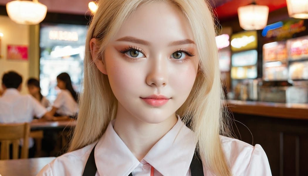 Tags: 21872187, SDXL
{"3": {"inputs": {"seed": 655874926032912, "steps": 32, "cfg": 7.28, "sampler_name": "dpmpp_2m", "scheduler": "karras", "denoise": 1.0, "model": ["27", 0], "positive": ["6", 0], "negative": ["7", 0], "latent_image": ["5", 0]}, "class_type": "KSampler"}, "4": {"inputs": {"ckpt_name": "juggernautxl.safetensors"}, "class_type": "CheckpointLoaderSimple"}, "5": {"inputs": {"width": 1344, "height": 768, "batch_size": 1}, "class_type": "EmptyLatentImage"}, "6": {"inputs": {"text": "23 year old girl, (eyelashes:1.01), (detailed face:1.03), (beautiful eyes:1.02), (sexy lips:0.98), (temptress:1.09), (double eyelids:1.00), (cute:0.98), (slim:0.99), (blush:1.11), (idol:0.99), (pale skin:1.13), (seductive pose:0.96), (seductive facial expression:1.11), (in a seductive pose:1.06), (large perky breasts:1.14), (cleavage:1.13), (thigh gap:1.09), (a waitress in uniform:1.03) working at a restaurant, (candid cinema:1.09), (natural looking skin:1.08), (soft lighting:1.05), (film:1.09), (textured skin:1.00), (detailed skin:1.08), (skin fuzz:1.06), (portra:1.03), (RAW:1.06)", "clip": ["27", 1]}, "class_type": "CLIPTextEncode"}, "7": {"inputs": {"text": "(distorted:1.10), (twisted:1.09), (open mouth:1.07), (watermark:1.12), (bad hands:1.09), (low resolution:1.08), (worst quality:1.08)", "clip": ["27", 1]}, "class_type": "CLIPTextEncode"}, "8": {"inputs": {"samples": ["3", 0], "vae": ["4", 2]}, "class_type": "VAEDecode"}, "25": {"inputs": {"lora_name": "nudify_xl.safetensors", "strength_model": 0.0, "strength_clip": 0.21, "model": ["4", 0], "clip": ["4", 1]}, "class_type": "LoraLoader"}, "26": {"inputs": {"lora_name": "shirtlift_SDXL_v2.safetensors", "strength_model": 0.08, "strength_clip": 0.09, "model": ["25", 0], "clip": ["25", 1]}, "class_type": "LoraLoader"}, "27": {"inputs": {"lora_name": "PerfectEyesXL.safetensors", "strength_model": 0.08, "strength_clip": 0.13, "model": ["26", 0], "clip": ["26", 1]}, "class_type": "LoraLoader"}, "30": {"inputs": {"model_name": "4x_NMKD-Superscale-SP_178000_G.pth"}, "class_type": "UpscaleModelLoader"}, "31": {"inputs": {"upscale_model": ["30", 0], "image": ["8", 0]}, "class_type": "ImageUpscaleWithModel"}, "32": {"inputs": {"upscale_method": "lanczos", "scale_by": 0.5, "image": ["31", 0]}, "class_type": "ImageScaleBy"}, "33": {"inputs": {"pixels": ["32", 0], "vae": ["4", 2]}, "class_type": "VAEEncode"}, "34": {"inputs": {"seed": 655874926032912, "steps": 32, "cfg": 7.28, "sampler_name": "dpmpp_2m", "scheduler": "karras", "denoise": 0.3, "model": ["27", 0], "positive": ["6", 0], "negative": ["7", 0], "latent_image": ["33", 0]}, "class_type": "KSampler"}, "36": {"inputs": {"samples": ["34", 0], "vae": ["4", 2]}, "class_type": "VAEDecode"}, "39": {"inputs": {"filename_prefix": "comfyapi-1731632942712", "images": ["36", 0]}, "class_type": "SaveImage"}}