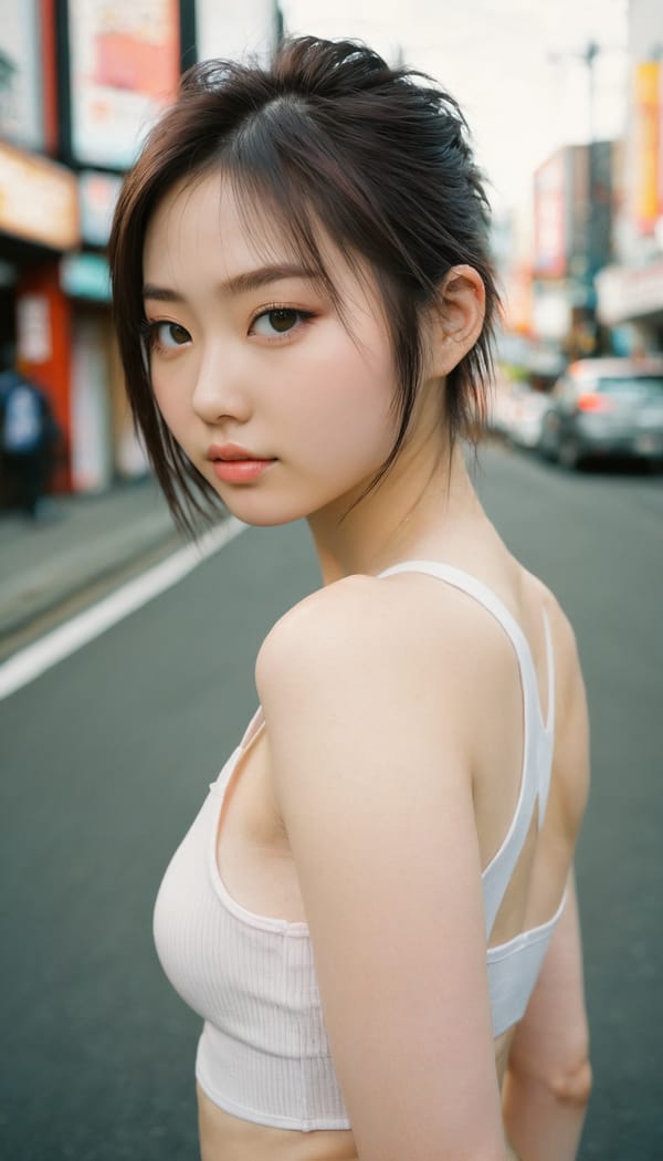 Tags: 21872187, SDXL
{"3": {"inputs": {"seed": 122868090530825, "steps": 64, "cfg": 6.83, "sampler_name": "dpmpp_2m", "scheduler": "karras", "denoise": 1.0, "model": ["27", 0], "positive": ["6", 0], "negative": ["7", 0], "latent_image": ["5", 0]}, "class_type": "KSampler"}, "4": {"inputs": {"ckpt_name": "juggernautxl.safetensors"}, "class_type": "CheckpointLoaderSimple"}, "5": {"inputs": {"width": 768, "height": 1344, "batch_size": 1}, "class_type": "EmptyLatentImage"}, "6": {"inputs": {"text": "20 year old girl, (irish:1.01), (japanese:0.96), (blush:1.03), (seductive pose:1.00), (pale skin:0.97), (detailed face:0.98), (seductive facial expression:1.07), (double eyelids:1.04), (beautiful eyes:0.99), (temptress:1.06), (idol:1.03), (sexy lips:1.02), (slim:0.95), (eyelashes:1.01), (cute:1.11), (perky ass:1.12), (exposed ass:1.07), (looking back:1.00), (sexy ass:1.14), (thigh gap:1.01), (white tanktop:0.96), busy street, (candid cinema:1.04), (skin fuzz:1.01), (soft lighting:1.04), (detailed skin:1.00), (film:1.01), (portra:1.07), (RAW:1.07), (natural looking skin:1.09), (textured skin:1.08)", "clip": ["27", 1]}, "class_type": "CLIPTextEncode"}, "7": {"inputs": {"text": "(twisted:1.12), (worst quality:1.14), (watermark:1.13), (low resolution:1.07), (bad hands:1.13), (distorted:1.14), (open mouth:1.13)", "clip": ["27", 1]}, "class_type": "CLIPTextEncode"}, "8": {"inputs": {"samples": ["3", 0], "vae": ["4", 2]}, "class_type": "VAEDecode"}, "25": {"inputs": {"lora_name": "nudify_xl.safetensors", "strength_model": 0.14, "strength_clip": 0.16, "model": ["4", 0], "clip": ["4", 1]}, "class_type": "LoraLoader"}, "26": {"inputs": {"lora_name": "shirtlift_SDXL_v2.safetensors", "strength_model": 0.01, "strength_clip": 0.1, "model": ["25", 0], "clip": ["25", 1]}, "class_type": "LoraLoader"}, "27": {"inputs": {"lora_name": "PerfectEyesXL.safetensors", "strength_model": 0.18, "strength_clip": 0.07, "model": ["26", 0], "clip": ["26", 1]}, "class_type": "LoraLoader"}, "30": {"inputs": {"model_name": "4x_NMKD-Superscale-SP_178000_G.pth"}, "class_type": "UpscaleModelLoader"}, "31": {"inputs": {"upscale_model": ["30", 0], "image": ["8", 0]}, "class_type": "ImageUpscaleWithModel"}, "32": {"inputs": {"upscale_method": "lanczos", "scale_by": 0.5, "image": ["31", 0]}, "class_type": "ImageScaleBy"}, "33": {"inputs": {"pixels": ["32", 0], "vae": ["4", 2]}, "class_type": "VAEEncode"}, "34": {"inputs": {"seed": 122868090530825, "steps": 64, "cfg": 6.83, "sampler_name": "dpmpp_2m", "scheduler": "karras", "denoise": 0.3, "model": ["27", 0], "positive": ["6", 0], "negative": ["7", 0], "latent_image": ["33", 0]}, "class_type": "KSampler"}, "36": {"inputs": {"samples": ["34", 0], "vae": ["4", 2]}, "class_type": "VAEDecode"}, "39": {"inputs": {"filename_prefix": "comfyapi-1732763183762", "images": ["36", 0]}, "class_type": "SaveImage"}}