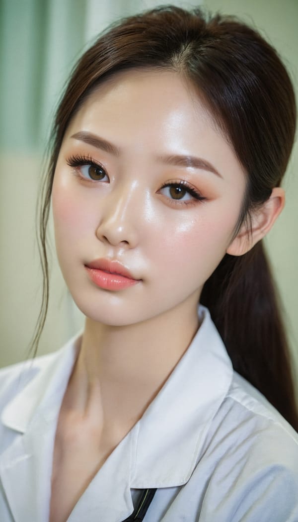 Tags: 21872187, SDXL
{"3": {"inputs": {"seed": 589791288369881, "steps": 32, "cfg": 7.39, "sampler_name": "dpmpp_2m", "scheduler": "karras", "denoise": 1.0, "model": ["27", 0], "positive": ["6", 0], "negative": ["7", 0], "latent_image": ["5", 0]}, "class_type": "KSampler"}, "4": {"inputs": {"ckpt_name": "juggernautxl.safetensors"}, "class_type": "CheckpointLoaderSimple"}, "5": {"inputs": {"width": 768, "height": 1344, "batch_size": 1}, "class_type": "EmptyLatentImage"}, "6": {"inputs": {"text": "28 year old girl, (ukrainian:1.08), (korean:1.07), (pale skin:1.02), (slim:1.00), (beautiful eyes:0.99), (idol:0.96), (sexy lips:1.14), (temptress:0.99), (seductive facial expression:0.96), (blush:0.97), (detailed face:1.09), (eyelashes:1.03), (seductive pose:0.99), (double eyelids:1.04), (cute:1.09), (on all fours:1.01), (spreading ass cheeks:1.00), (from behind:1.00), (backboob:1.13), (nurse in uniform:0.95) working in a hospital ward, (skin fuzz:1.03), (film:1.03), (candid cinema:1.04), (natural looking skin:1.07), (portra:1.07), (textured skin:1.07), (soft lighting:1.09), (detailed skin:1.04), (RAW:1.00)", "clip": ["27", 1]}, "class_type": "CLIPTextEncode"}, "7": {"inputs": {"text": "(low resolution:1.12), (twisted:1.07), (worst quality:1.12), (watermark:1.11), (distorted:1.10), (bad hands:1.06), (open mouth:1.06)", "clip": ["27", 1]}, "class_type": "CLIPTextEncode"}, "8": {"inputs": {"samples": ["3", 0], "vae": ["4", 2]}, "class_type": "VAEDecode"}, "25": {"inputs": {"lora_name": "nudify_xl.safetensors", "strength_model": 0.13, "strength_clip": 0.17, "model": ["4", 0], "clip": ["4", 1]}, "class_type": "LoraLoader"}, "26": {"inputs": {"lora_name": "shirtlift_SDXL_v2.safetensors", "strength_model": 0.03, "strength_clip": 0.01, "model": ["25", 0], "clip": ["25", 1]}, "class_type": "LoraLoader"}, "27": {"inputs": {"lora_name": "PerfectEyesXL.safetensors", "strength_model": 0.15, "strength_clip": 0.14, "model": ["26", 0], "clip": ["26", 1]}, "class_type": "LoraLoader"}, "30": {"inputs": {"model_name": "4x_NMKD-Superscale-SP_178000_G.pth"}, "class_type": "UpscaleModelLoader"}, "31": {"inputs": {"upscale_model": ["30", 0], "image": ["8", 0]}, "class_type": "ImageUpscaleWithModel"}, "32": {"inputs": {"upscale_method": "lanczos", "scale_by": 0.5, "image": ["31", 0]}, "class_type": "ImageScaleBy"}, "33": {"inputs": {"pixels": ["32", 0], "vae": ["4", 2]}, "class_type": "VAEEncode"}, "34": {"inputs": {"seed": 589791288369881, "steps": 32, "cfg": 7.39, "sampler_name": "dpmpp_2m", "scheduler": "karras", "denoise": 0.3, "model": ["27", 0], "positive": ["6", 0], "negative": ["7", 0], "latent_image": ["33", 0]}, "class_type": "KSampler"}, "36": {"inputs": {"samples": ["34", 0], "vae": ["4", 2]}, "class_type": "VAEDecode"}, "39": {"inputs": {"filename_prefix": "comfyapi-1733066392452", "images": ["36", 0]}, "class_type": "SaveImage"}}