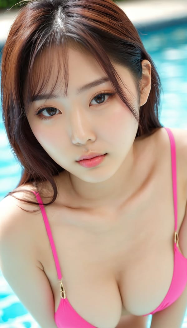 Tags: 21872187, SDXL
{"3": {"inputs": {"seed": 882226281128954, "steps": 32, "cfg": 6.99, "sampler_name": "dpmpp_2m", "scheduler": "karras", "denoise": 1.0, "model": ["27", 0], "positive": ["6", 0], "negative": ["7", 0], "latent_image": ["5", 0]}, "class_type": "KSampler"}, "4": {"inputs": {"ckpt_name": "juggernautxl.safetensors"}, "class_type": "CheckpointLoaderSimple"}, "5": {"inputs": {"width": 768, "height": 1344, "batch_size": 1}, "class_type": "EmptyLatentImage"}, "6": {"inputs": {"text": "18 year old girl, (korean:1.13), (taiwanese:1.05), (japanese:0.99), (seductive pose:1.14), (detailed face:1.09), (seductive facial expression:1.11), (blush:1.10), (sexy lips:1.10), (beautiful eyes:1.02), (cute:0.99), (double eyelids:1.02), (idol:1.05), (temptress:1.14), (slim:0.96), (in a seductive pose:1.08), (large perky breasts:1.11), (cleavage:0.99), (thigh gap:1.06), (in a swimsuit:0.97) at a pool, (portra:1.06), (film:1.02), (candid cinema:1.00), (natural looking skin:1.02), (RAW:1.02), (textured skin:1.04), (skin fuzz:1.08), (detailed skin:1.00), (soft lighting:1.06)", "clip": ["27", 1]}, "class_type": "CLIPTextEncode"}, "7": {"inputs": {"text": "(worst quality:1.07), (twisted:1.14), (open mouth:1.12), (bad hands:1.05), (watermark:1.10), (distorted:1.13), (low resolution:1.08)", "clip": ["27", 1]}, "class_type": "CLIPTextEncode"}, "8": {"inputs": {"samples": ["3", 0], "vae": ["4", 2]}, "class_type": "VAEDecode"}, "25": {"inputs": {"lora_name": "nudify_xl.safetensors", "strength_model": 0.19, "strength_clip": 0.14, "model": ["4", 0], "clip": ["4", 1]}, "class_type": "LoraLoader"}, "26": {"inputs": {"lora_name": "shirtlift_SDXL_v2.safetensors", "strength_model": 0.09, "strength_clip": 0.07, "model": ["25", 0], "clip": ["25", 1]}, "class_type": "LoraLoader"}, "27": {"inputs": {"lora_name": "PerfectEyesXL.safetensors", "strength_model": 0.13, "strength_clip": 0.09, "model": ["26", 0], "clip": ["26", 1]}, "class_type": "LoraLoader"}, "30": {"inputs": {"model_name": "4x_NMKD-Superscale-SP_178000_G.pth"}, "class_type": "UpscaleModelLoader"}, "31": {"inputs": {"upscale_model": ["30", 0], "image": ["8", 0]}, "class_type": "ImageUpscaleWithModel"}, "32": {"inputs": {"upscale_method": "lanczos", "scale_by": 0.5, "image": ["31", 0]}, "class_type": "ImageScaleBy"}, "33": {"inputs": {"pixels": ["32", 0], "vae": ["4", 2]}, "class_type": "VAEEncode"}, "34": {"inputs": {"seed": 882226281128954, "steps": 32, "cfg": 6.99, "sampler_name": "dpmpp_2m", "scheduler": "karras", "denoise": 0.3, "model": ["27", 0], "positive": ["6", 0], "negative": ["7", 0], "latent_image": ["33", 0]}, "class_type": "KSampler"}, "36": {"inputs": {"samples": ["34", 0], "vae": ["4", 2]}, "class_type": "VAEDecode"}, "39": {"inputs": {"filename_prefix": "comfyapi-1734768635691", "images": ["36", 0]}, "class_type": "SaveImage"}}