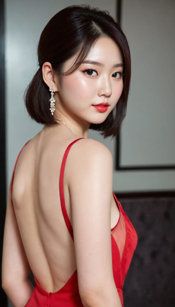 Tags: 21872187, SDXL
{"3": {"inputs": {"seed": 764378733897842, "steps": 32, "cfg": 5.96, "sampler_name": "dpmpp_2m", "scheduler": "karras", "denoise": 1.0, "model": ["27", 0], "positive": ["6", 0], "negative": ["7", 0], "latent_image": ["5", 0]}, "class_type": "KSampler"}, "4": {"inputs": {"ckpt_name": "juggernautXL_v8Rundiffusion.safetensors"}, "class_type": "CheckpointLoaderSimple"}, "5": {"inputs": {"width": 768, "height": 1344, "batch_size": 1}, "class_type": "EmptyLatentImage"}, "6": {"inputs": {"text": "26 year old girl, (korean:1.12), (blush:1.09), (detailed face:1.01), (double eyelids:1.02), (temptress:0.96), (slim:0.97), (seductive pose:1.04), (eyelashes:0.96), (beautiful eyes:0.99), (pale skin:1.03), (idol:1.11), (seductive facial expression:0.98), (sexy lips:1.13), (perky ass:1.08), (exposed ass:1.08), (looking back:1.09), (sexy ass:1.09), (thigh gap:1.00), (wearing a low-cut red dress:0.98) at a ballroom, (skin fuzz:1.03), (soft lighting:1.03), (detailed skin:1.03), (candid cinema:1.06), (RAW:1.01), (portra:1.06), (natural looking skin:1.00), (textured skin:1.08)", "clip": ["27", 1]}, "class_type": "CLIPTextEncode"}, "7": {"inputs": {"text": "(low resolution:1.14), (twisted:1.10), (distorted:1.12), (bad hands:1.08), (open mouth:1.13), (worst quality:1.10), (watermark:1.05)", "clip": ["27", 1]}, "class_type": "CLIPTextEncode"}, "8": {"inputs": {"samples": ["3", 0], "vae": ["4", 2]}, "class_type": "VAEDecode"}, "25": {"inputs": {"lora_name": "nudify_xl.safetensors", "strength_model": 0.23, "strength_clip": 0.15, "model": ["4", 0], "clip": ["4", 1]}, "class_type": "LoraLoader"}, "26": {"inputs": {"lora_name": "shirtlift_SDXL_v2.safetensors", "strength_model": 0.1, "strength_clip": 0.14, "model": ["25", 0], "clip": ["25", 1]}, "class_type": "LoraLoader"}, "27": {"inputs": {"lora_name": "PerfectEyesXL.safetensors", "strength_model": 0.05, "strength_clip": 0.17, "model": ["26", 0], "clip": ["26", 1]}, "class_type": "LoraLoader"}, "30": {"inputs": {"model_name": "4x_NMKD-Superscale-SP_178000_G.pth"}, "class_type": "UpscaleModelLoader"}, "31": {"inputs": {"upscale_model": ["30", 0], "image": ["8", 0]}, "class_type": "ImageUpscaleWithModel"}, "32": {"inputs": {"upscale_method": "lanczos", "scale_by": 0.5, "image": ["31", 0]}, "class_type": "ImageScaleBy"}, "33": {"inputs": {"pixels": ["32", 0], "vae": ["4", 2]}, "class_type": "VAEEncode"}, "34": {"inputs": {"seed": 764378733897842, "steps": 32, "cfg": 5.96, "sampler_name": "dpmpp_2m", "scheduler": "karras", "denoise": 0.3, "model": ["27", 0], "positive": ["6", 0], "negative": ["7", 0], "latent_image": ["33", 0]}, "class_type": "KSampler"}, "36": {"inputs": {"samples": ["34", 0], "vae": ["4", 2]}, "class_type": "VAEDecode"}, "39": {"inputs": {"filename_prefix": "comfyapi-1707645999425", "images": ["36", 0]}, "class_type": "SaveImage"}}