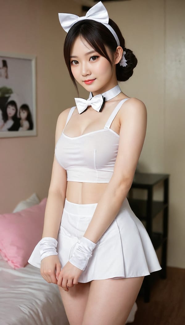 Tags: 21872187, SDXL
{"3": {"inputs": {"seed": 357972917957924, "steps": 64, "cfg": 6.73, "sampler_name": "dpmpp_2m", "scheduler": "karras", "denoise": 1.0, "model": ["27", 0], "positive": ["6", 0], "negative": ["7", 0], "latent_image": ["5", 0]}, "class_type": "KSampler"}, "4": {"inputs": {"ckpt_name": "juggernautXL_v8Rundiffusion.safetensors"}, "class_type": "CheckpointLoaderSimple"}, "5": {"inputs": {"width": 768, "height": 1344, "batch_size": 1}, "class_type": "EmptyLatentImage"}, "6": {"inputs": {"text": "28 year old girl, (taiwanese:1.05), (russian:1.02), (eyelashes:1.00), (sexy lips:1.06), (pale skin:1.07), (beautiful eyes:0.98), (cute:1.03), (seductive pose:0.97), (blush:1.07), (idol:1.03), (double eyelids:0.95), (seductive facial expression:1.09), (temptress:1.05), (detailed face:0.97), (slim:1.00), (on all fours:1.06), (spreading ass cheeks:1.08), (from behind:1.07), (backboob:0.98), in a (skimpy maid costume:1.14) working at a maid cafe, choker, bowtie, headband, pleated skirt, (portra:1.09), (textured skin:1.00), (skin fuzz:1.05), (soft lighting:1.07), (candid cinema:1.05), (RAW:1.09), (detailed skin:1.04), (natural looking skin:1.03), (film:1.04)", "clip": ["27", 1]}, "class_type": "CLIPTextEncode"}, "7": {"inputs": {"text": "(low resolution:1.10), (open mouth:1.14), (watermark:1.09), (bad hands:1.14), (distorted:1.12), (twisted:1.08), (worst quality:1.07)", "clip": ["27", 1]}, "class_type": "CLIPTextEncode"}, "8": {"inputs": {"samples": ["3", 0], "vae": ["4", 2]}, "class_type": "VAEDecode"}, "25": {"inputs": {"lora_name": "nudify_xl.safetensors", "strength_model": 0.3, "strength_clip": 0.2, "model": ["4", 0], "clip": ["4", 1]}, "class_type": "LoraLoader"}, "26": {"inputs": {"lora_name": "shirtlift_SDXL_v2.safetensors", "strength_model": 0.03, "strength_clip": 0.14, "model": ["25", 0], "clip": ["25", 1]}, "class_type": "LoraLoader"}, "27": {"inputs": {"lora_name": "PerfectEyesXL.safetensors", "strength_model": 0.15, "strength_clip": 0.09, "model": ["26", 0], "clip": ["26", 1]}, "class_type": "LoraLoader"}, "30": {"inputs": {"model_name": "4x_NMKD-Superscale-SP_178000_G.pth"}, "class_type": "UpscaleModelLoader"}, "31": {"inputs": {"upscale_model": ["30", 0], "image": ["8", 0]}, "class_type": "ImageUpscaleWithModel"}, "32": {"inputs": {"upscale_method": "lanczos", "scale_by": 0.5, "image": ["31", 0]}, "class_type": "ImageScaleBy"}, "33": {"inputs": {"pixels": ["32", 0], "vae": ["4", 2]}, "class_type": "VAEEncode"}, "34": {"inputs": {"seed": 357972917957924, "steps": 64, "cfg": 6.73, "sampler_name": "dpmpp_2m", "scheduler": "karras", "denoise": 0.3, "model": ["27", 0], "positive": ["6", 0], "negative": ["7", 0], "latent_image": ["33", 0]}, "class_type": "KSampler"}, "36": {"inputs": {"samples": ["34", 0], "vae": ["4", 2]}, "class_type": "VAEDecode"}, "39": {"inputs": {"filename_prefix": "comfyapi-1707545632256", "images": ["36", 0]}, "class_type": "SaveImage"}}