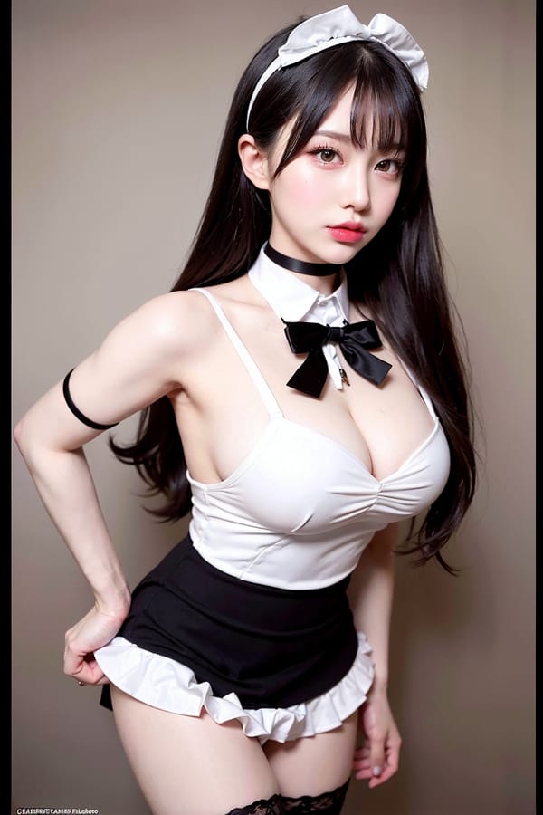 Tags: 21872187
<lora:JapaneseDollLikeness_v15:0.74>, (russian:1.02), maid cafe, stockings, (maid costume:1.14), choker, bowtie, headband, (pleated skirt:1.16), <lora:skirtlift-v4:0.84 <lora:Addams:0.25>, extremely detailed eyes, extremely detailed face, (photorealistic:1.20), sexy lips, double eyelids, eyelashes, pale skin, perky breasts, full body portrait, hyper realistic, tall, (long slim legs:1.13), blush, delicate and beautiful girl, 1girl, (dramatic:1.08)
Negative prompt: sketches, paintings, anime, (worst quality:2.19)
Steps: 64, Sampler: DPM++ 2M Karras, CFG scale: 5.69, Seed: 1848556243, Size: 512x768, Model hash: fc2511737a, Model: chilloutmix_NiPrunedFp32Fix, Seed resize from: -1x-1, Denoising strength: 0.4, Version: v1.2.1, Hires upscale: 2.0, Hires steps: 16, Hires upscaler: ESRGAN_4x