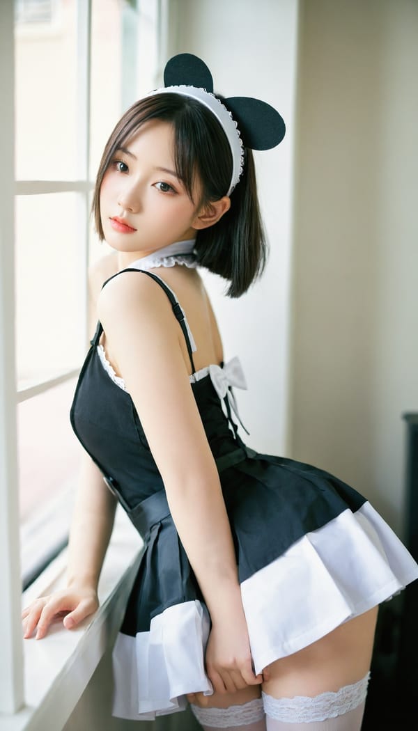 Tags: 21872187, SDXL
{"3": {"inputs": {"seed": 161503348784842, "steps": 64, "cfg": 7.33, "sampler_name": "dpmpp_2m", "scheduler": "karras", "denoise": 1.0, "model": ["27", 0], "positive": ["6", 0], "negative": ["7", 0], "latent_image": ["5", 0]}, "class_type": "KSampler"}, "4": {"inputs": {"ckpt_name": "leosamsHelloworldSDXL_helloworldSDXL32DPO.safetensors"}, "class_type": "CheckpointLoaderSimple"}, "5": {"inputs": {"width": 768, "height": 1344, "batch_size": 1}, "class_type": "EmptyLatentImage"}, "6": {"inputs": {"text": "20 year old girl, (korean:1.02), (taiwanese:1.09), (japanese:0.97), (eyelashes:0.97), (slim:1.07), (sexy lips:1.12), (beautiful eyes:1.03), (blush:1.02), (temptress:0.95), (pale skin:1.04), (cute:1.02), (detailed face:1.04), (double eyelids:1.01), (seductive facial expression:1.01), (seductive pose:1.05), (idol:1.14), (perky ass:1.01), (exposed ass:1.03), (looking back:1.06), (sexy ass:1.00), (thigh gap:1.03), in a (skimpy maid costume:0.98) working at a maid cafe, choker, bowtie, headband, pleated skirt, (detailed skin:1.08), (film:1.02), (candid cinema:1.02), (skin fuzz:1.01), (RAW:1.03), (portra:1.04), (textured skin:1.06), (natural looking skin:1.04), (soft lighting:1.05)", "clip": ["27", 1]}, "class_type": "CLIPTextEncode"}, "7": {"inputs": {"text": "(worst quality:1.07), (twisted:1.11), (bad hands:1.06), (watermark:1.13), (low resolution:1.07), (open mouth:1.09), (distorted:1.06)", "clip": ["27", 1]}, "class_type": "CLIPTextEncode"}, "8": {"inputs": {"samples": ["3", 0], "vae": ["4", 2]}, "class_type": "VAEDecode"}, "25": {"inputs": {"lora_name": "nudify_xl.safetensors", "strength_model": 0.04, "strength_clip": 0.13, "model": ["4", 0], "clip": ["4", 1]}, "class_type": "LoraLoader"}, "26": {"inputs": {"lora_name": "shirtlift_SDXL_v2.safetensors", "strength_model": 0.02, "strength_clip": 0.16, "model": ["25", 0], "clip": ["25", 1]}, "class_type": "LoraLoader"}, "27": {"inputs": {"lora_name": "PerfectEyesXL.safetensors", "strength_model": 0.08, "strength_clip": 0.18, "model": ["26", 0], "clip": ["26", 1]}, "class_type": "LoraLoader"}, "30": {"inputs": {"model_name": "4x_NMKD-Superscale-SP_178000_G.pth"}, "class_type": "UpscaleModelLoader"}, "31": {"inputs": {"upscale_model": ["30", 0], "image": ["8", 0]}, "class_type": "ImageUpscaleWithModel"}, "32": {"inputs": {"upscale_method": "lanczos", "scale_by": 0.5, "image": ["31", 0]}, "class_type": "ImageScaleBy"}, "33": {"inputs": {"pixels": ["32", 0], "vae": ["4", 2]}, "class_type": "VAEEncode"}, "34": {"inputs": {"seed": 161503348784842, "steps": 64, "cfg": 7.33, "sampler_name": "dpmpp_2m", "scheduler": "karras", "denoise": 0.3, "model": ["27", 0], "positive": ["6", 0], "negative": ["7", 0], "latent_image": ["33", 0]}, "class_type": "KSampler"}, "36": {"inputs": {"samples": ["34", 0], "vae": ["4", 2]}, "class_type": "VAEDecode"}, "39": {"inputs": {"filename_prefix": "comfyapi-1707904024498", "images": ["36", 0]}, "class_type": "SaveImage"}}