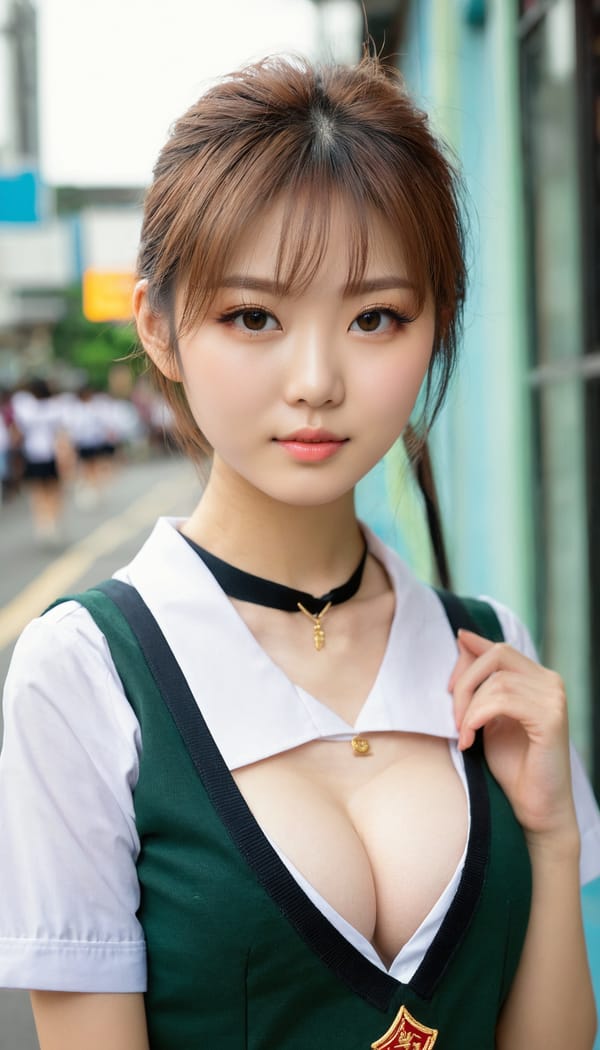 Tags: 21872187, SDXL
{"3": {"inputs": {"seed": 949919738551933, "steps": 64, "cfg": 7.27, "sampler_name": "dpmpp_2m", "scheduler": "karras", "denoise": 1.0, "model": ["27", 0], "positive": ["6", 0], "negative": ["7", 0], "latent_image": ["5", 0]}, "class_type": "KSampler"}, "4": {"inputs": {"ckpt_name": "juggernautxl.safetensors"}, "class_type": "CheckpointLoaderSimple"}, "5": {"inputs": {"width": 768, "height": 1344, "batch_size": 1}, "class_type": "EmptyLatentImage"}, "6": {"inputs": {"text": "22 year old girl, (taiwanese:1.08), (irish:1.09), (beautiful eyes:1.00), (eyelashes:1.09), (idol:1.09), (detailed face:1.08), (slim:1.04), (sexy lips:1.11), (blush:1.05), (double eyelids:1.10), (temptress:1.03), (seductive pose:1.10), (seductive facial expression:1.12), (cute:0.98), (pale skin:1.12), (in a seductive pose:1.14), (large perky breasts:1.09), (cleavage:1.00), (thigh gap:1.13), (school uniform:1.14), choker, busy street, (RAW:1.00), (soft lighting:1.05), (textured skin:1.00), (skin fuzz:1.03), (portra:1.06), (natural looking skin:1.05), (detailed skin:1.09), (film:1.03), (candid cinema:1.00)", "clip": ["27", 1]}, "class_type": "CLIPTextEncode"}, "7": {"inputs": {"text": "(open mouth:1.12), (twisted:1.11), (watermark:1.09), (low resolution:1.06), (distorted:1.10), (bad hands:1.06), (worst quality:1.11)", "clip": ["27", 1]}, "class_type": "CLIPTextEncode"}, "8": {"inputs": {"samples": ["3", 0], "vae": ["4", 2]}, "class_type": "VAEDecode"}, "25": {"inputs": {"lora_name": "nudify_xl.safetensors", "strength_model": 0.26, "strength_clip": 0.28, "model": ["4", 0], "clip": ["4", 1]}, "class_type": "LoraLoader"}, "26": {"inputs": {"lora_name": "shirtlift_SDXL_v2.safetensors", "strength_model": 0.14, "strength_clip": 0.09, "model": ["25", 0], "clip": ["25", 1]}, "class_type": "LoraLoader"}, "27": {"inputs": {"lora_name": "PerfectEyesXL.safetensors", "strength_model": 0.01, "strength_clip": 0.1, "model": ["26", 0], "clip": ["26", 1]}, "class_type": "LoraLoader"}, "30": {"inputs": {"model_name": "4x_NMKD-Superscale-SP_178000_G.pth"}, "class_type": "UpscaleModelLoader"}, "31": {"inputs": {"upscale_model": ["30", 0], "image": ["8", 0]}, "class_type": "ImageUpscaleWithModel"}, "32": {"inputs": {"upscale_method": "lanczos", "scale_by": 0.5, "image": ["31", 0]}, "class_type": "ImageScaleBy"}, "33": {"inputs": {"pixels": ["32", 0], "vae": ["4", 2]}, "class_type": "VAEEncode"}, "34": {"inputs": {"seed": 949919738551933, "steps": 64, "cfg": 7.27, "sampler_name": "dpmpp_2m", "scheduler": "karras", "denoise": 0.3, "model": ["27", 0], "positive": ["6", 0], "negative": ["7", 0], "latent_image": ["33", 0]}, "class_type": "KSampler"}, "36": {"inputs": {"samples": ["34", 0], "vae": ["4", 2]}, "class_type": "VAEDecode"}, "39": {"inputs": {"filename_prefix": "comfyapi-1715829556394", "images": ["36", 0]}, "class_type": "SaveImage"}}