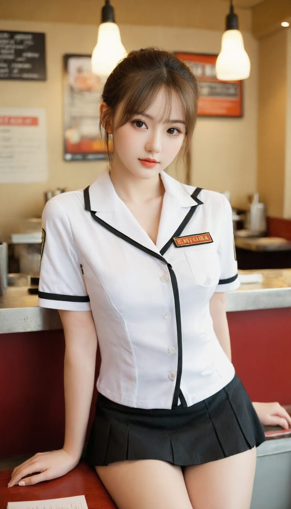 Tags: 21872187, SDXL
{"3": {"inputs": {"seed": 875283232897085, "steps": 64, "cfg": 5.23, "sampler_name": "dpmpp_2m", "scheduler": "karras", "denoise": 1.0, "model": ["27", 0], "positive": ["6", 0], "negative": ["7", 0], "latent_image": ["5", 0]}, "class_type": "KSampler"}, "4": {"inputs": {"ckpt_name": "leosamsHelloworldSDXL_helloworldSDXL32DPO.safetensors"}, "class_type": "CheckpointLoaderSimple"}, "5": {"inputs": {"width": 768, "height": 1344, "batch_size": 1}, "class_type": "EmptyLatentImage"}, "6": {"inputs": {"text": "18 year old girl, (double eyelids:1.06), (seductive pose:1.13), (seductive facial expression:1.01), (blush:0.97), (beautiful eyes:1.12), (eyelashes:1.01), (cute:0.95), (detailed face:1.13), (sexy lips:1.13), (pale skin:1.10), (slim:1.05), (idol:0.96), (temptress:1.08), (in a seductive pose:1.04), (large perky breasts:1.02), (cleavage:1.11), (thigh gap:0.98), (a waitress in uniform:1.02) working at a restaurant, (portra:1.08), (RAW:1.06), (skin fuzz:1.07), (film:1.04), (detailed skin:1.00), (textured skin:1.00), (soft lighting:1.05), (natural looking skin:1.07), (candid cinema:1.05)", "clip": ["27", 1]}, "class_type": "CLIPTextEncode"}, "7": {"inputs": {"text": "(distorted:1.07), (watermark:1.05), (worst quality:1.08), (low resolution:1.05), (bad hands:1.10), (open mouth:1.11), (twisted:1.10)", "clip": ["27", 1]}, "class_type": "CLIPTextEncode"}, "8": {"inputs": {"samples": ["3", 0], "vae": ["4", 2]}, "class_type": "VAEDecode"}, "25": {"inputs": {"lora_name": "nudify_xl.safetensors", "strength_model": 0.33, "strength_clip": 0.39, "model": ["4", 0], "clip": ["4", 1]}, "class_type": "LoraLoader"}, "26": {"inputs": {"lora_name": "shirtlift_SDXL_v2.safetensors", "strength_model": 0.0, "strength_clip": 0.07, "model": ["25", 0], "clip": ["25", 1]}, "class_type": "LoraLoader"}, "27": {"inputs": {"lora_name": "PerfectEyesXL.safetensors", "strength_model": 0.11, "strength_clip": 0.05, "model": ["26", 0], "clip": ["26", 1]}, "class_type": "LoraLoader"}, "30": {"inputs": {"model_name": "4x_NMKD-Superscale-SP_178000_G.pth"}, "class_type": "UpscaleModelLoader"}, "31": {"inputs": {"upscale_model": ["30", 0], "image": ["8", 0]}, "class_type": "ImageUpscaleWithModel"}, "32": {"inputs": {"upscale_method": "lanczos", "scale_by": 0.5, "image": ["31", 0]}, "class_type": "ImageScaleBy"}, "33": {"inputs": {"pixels": ["32", 0], "vae": ["4", 2]}, "class_type": "VAEEncode"}, "34": {"inputs": {"seed": 875283232897085, "steps": 64, "cfg": 5.23, "sampler_name": "dpmpp_2m", "scheduler": "karras", "denoise": 0.3, "model": ["27", 0], "positive": ["6", 0], "negative": ["7", 0], "latent_image": ["33", 0]}, "class_type": "KSampler"}, "36": {"inputs": {"samples": ["34", 0], "vae": ["4", 2]}, "class_type": "VAEDecode"}, "39": {"inputs": {"filename_prefix": "comfyapi-1705931582419", "images": ["36", 0]}, "class_type": "SaveImage"}}
