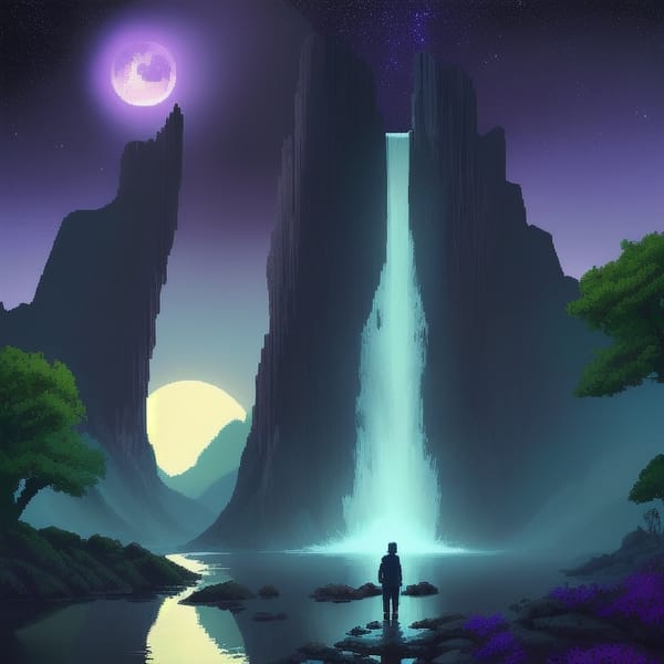 Tags: undefined
Pixel art scene of a character standing at the edge of a waterfall, gazing into the distance. The colors are vibrant and rich, with deep blues and purples for the water and sky, contrasted by the bright greens of the surrounding nature. The character appears contemplative and serene, blending into the mystical atmosphere. The background shows stars and a glowing moon, hinting at the mysteries of the universe beyond. The overall scene evokes a sense of peace, transition, and the cyclical nature of existence.
Steps: 22, Sampler: DPM++ 2M Karras, CFG scale: 7, Seed: 4227766831, Size: 768x768, Model hash: 0ca0c297a4, Model: revAnimated_v2Rebirth, Clip skip: 2, Style Selector Enabled: True, Style Selector Randomize: False, Style Selector Style: base, Version: f0.0.17v1.8.0rc-latest-276-g29be1da7