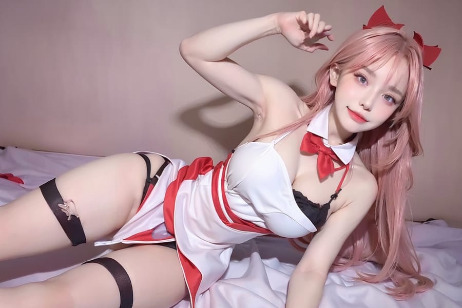 Tags: 21872187
<lora:mix4:0.70>, <lora:koreanDollLikeness:0.36>, <lora:YaeMiko_Test:0.69>, (russian:0.93), maid cafe, stockings, (maid costume:1.16), choker, bowtie, headband, (pleated skirt:1.09), (perky ass:0.97), (exposed ass:0.95), (looking back:0.93), <lora:Addams:0.33>, extremely detailed eyes, extremely detailed face, cute, (photorealistic:1.14), sexy lips, seductive smile, double eyelids, pale skin, perky breasts, full body portrait, textured skin, RAW, best quality, sharp, (long slim legs:1.11), (thigh gap:0.99), solo, (stunningly attractive:1.03)
Negative prompt: paintings, ugly, fat, (worst quality:1.91)
Steps: 48, Sampler: DPM++ 2M Karras, CFG scale: 6.67, Seed: 267693740, Size: 768x512, Model hash: fc2511737a, Model: chilloutmix_NiPrunedFp32Fix, Seed resize from: -1x-1, Denoising strength: 0.4, Version: v1.2.1, Hires upscale: 2.0, Hires steps: 16, Hires upscaler: ESRGAN_4x