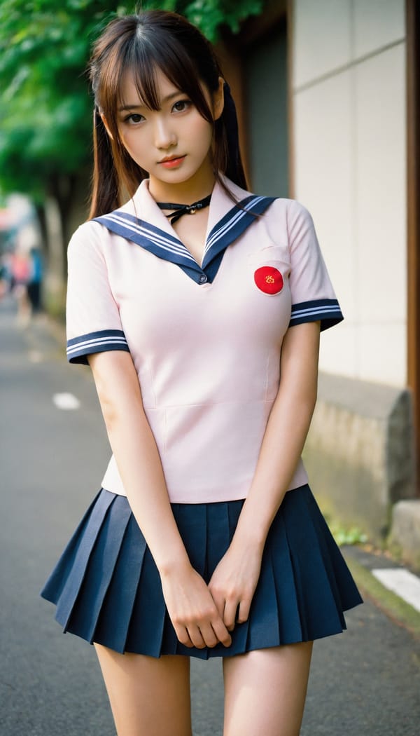 Tags: 21872187, SDXL
{"3": {"inputs": {"seed": 175890626003647, "steps": 32, "cfg": 7.23, "sampler_name": "dpmpp_2m", "scheduler": "karras", "denoise": 1.0, "model": ["27", 0], "positive": ["6", 0], "negative": ["7", 0], "latent_image": ["5", 0]}, "class_type": "KSampler"}, "4": {"inputs": {"ckpt_name": "helloworldxl.safetensors"}, "class_type": "CheckpointLoaderSimple"}, "5": {"inputs": {"width": 768, "height": 1344, "batch_size": 1}, "class_type": "EmptyLatentImage"}, "6": {"inputs": {"text": "26 year old girl, (japanese:1.09), (eyelashes:1.02), (temptress:1.11), (detailed face:1.08), (slim:1.10), (seductive pose:1.09), (blush:1.07), (idol:0.99), (seductive facial expression:0.99), (beautiful eyes:0.96), (sexy lips:1.02), (cute:0.97), (in a seductive pose:0.99), (large perky breasts:1.01), (cleavage:0.96), (thigh gap:0.97), (school uniform:1.13), choker, busy street, (candid cinema:1.07), (detailed skin:1.08), (soft lighting:1.04), (film:1.04), (natural looking skin:1.02), (skin fuzz:1.04), (portra:1.04), (textured skin:1.06), (RAW:1.09)", "clip": ["27", 1]}, "class_type": "CLIPTextEncode"}, "7": {"inputs": {"text": "(worst quality:1.11), (watermark:1.07), (distorted:1.12), (twisted:1.14), (bad hands:1.10), (low resolution:1.05), (open mouth:1.14)", "clip": ["27", 1]}, "class_type": "CLIPTextEncode"}, "8": {"inputs": {"samples": ["3", 0], "vae": ["4", 2]}, "class_type": "VAEDecode"}, "25": {"inputs": {"lora_name": "nudify_xl.safetensors", "strength_model": 0.36, "strength_clip": 0.33, "model": ["4", 0], "clip": ["4", 1]}, "class_type": "LoraLoader"}, "26": {"inputs": {"lora_name": "shirtlift_SDXL_v2.safetensors", "strength_model": 0.02, "strength_clip": 0.17, "model": ["25", 0], "clip": ["25", 1]}, "class_type": "LoraLoader"}, "27": {"inputs": {"lora_name": "PerfectEyesXL.safetensors", "strength_model": 0.04, "strength_clip": 0.04, "model": ["26", 0], "clip": ["26", 1]}, "class_type": "LoraLoader"}, "30": {"inputs": {"model_name": "4x_NMKD-Superscale-SP_178000_G.pth"}, "class_type": "UpscaleModelLoader"}, "31": {"inputs": {"upscale_model": ["30", 0], "image": ["8", 0]}, "class_type": "ImageUpscaleWithModel"}, "32": {"inputs": {"upscale_method": "lanczos", "scale_by": 0.5, "image": ["31", 0]}, "class_type": "ImageScaleBy"}, "33": {"inputs": {"pixels": ["32", 0], "vae": ["4", 2]}, "class_type": "VAEEncode"}, "34": {"inputs": {"seed": 175890626003647, "steps": 32, "cfg": 7.23, "sampler_name": "dpmpp_2m", "scheduler": "karras", "denoise": 0.3, "model": ["27", 0], "positive": ["6", 0], "negative": ["7", 0], "latent_image": ["33", 0]}, "class_type": "KSampler"}, "36": {"inputs": {"samples": ["34", 0], "vae": ["4", 2]}, "class_type": "VAEDecode"}, "39": {"inputs": {"filename_prefix": "comfyapi-1734810332656", "images": ["36", 0]}, "class_type": "SaveImage"}}