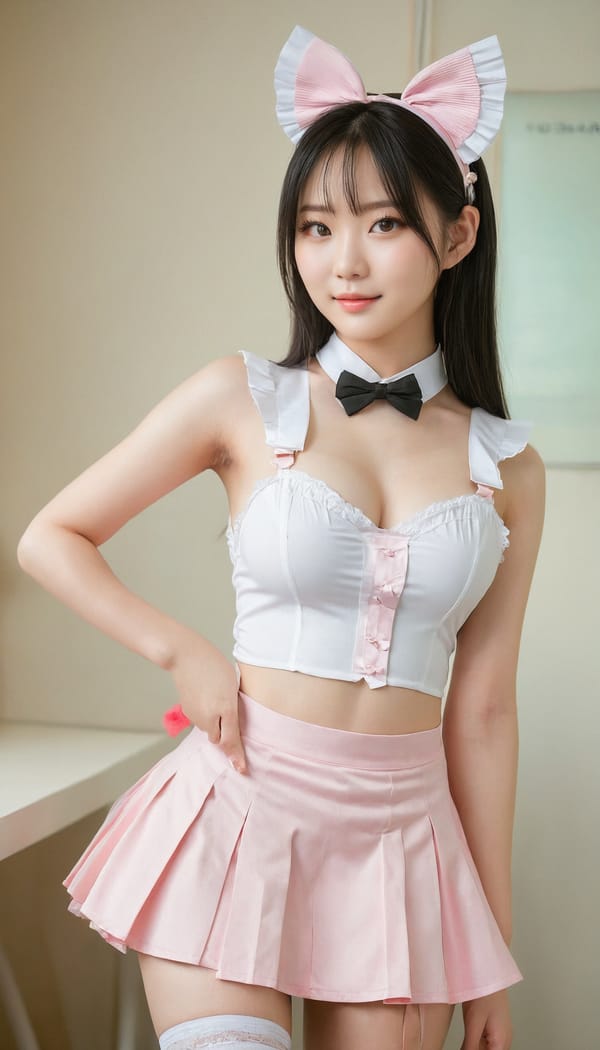 Tags: 21872187, SDXL
{"3": {"inputs": {"seed": 401536462762039, "steps": 32, "cfg": 5.1, "sampler_name": "dpmpp_2m", "scheduler": "karras", "denoise": 1.0, "model": ["27", 0], "positive": ["6", 0], "negative": ["7", 0], "latent_image": ["5", 0]}, "class_type": "KSampler"}, "4": {"inputs": {"ckpt_name": "juggernautxl.safetensors"}, "class_type": "CheckpointLoaderSimple"}, "5": {"inputs": {"width": 768, "height": 1344, "batch_size": 1}, "class_type": "EmptyLatentImage"}, "6": {"inputs": {"text": "23 year old girl, (korean:1.01), (taiwanese:1.14), (pale skin:0.98), (blush:1.07), (beautiful eyes:1.07), (idol:1.00), (slim:0.98), (seductive facial expression:0.95), (temptress:0.95), (sexy lips:0.98), (double eyelids:1.14), (detailed face:1.12), (seductive pose:1.07), (perky ass:1.13), (exposed ass:1.03), (looking back:0.99), (sexy ass:0.95), (thigh gap:1.04), in a (skimpy maid costume:1.05) working at a maid cafe, choker, bowtie, headband, pleated skirt, (RAW:1.06), (portra:1.07), (textured skin:1.06), (film:1.02), (soft lighting:1.05), (skin fuzz:1.06), (candid cinema:1.01), (detailed skin:1.00), (natural looking skin:1.02)", "clip": ["27", 1]}, "class_type": "CLIPTextEncode"}, "7": {"inputs": {"text": "(distorted:1.13), (low resolution:1.09), (bad hands:1.09), (open mouth:1.10), (worst quality:1.13), (watermark:1.10), (twisted:1.09)", "clip": ["27", 1]}, "class_type": "CLIPTextEncode"}, "8": {"inputs": {"samples": ["3", 0], "vae": ["4", 2]}, "class_type": "VAEDecode"}, "25": {"inputs": {"lora_name": "nudify_xl.safetensors", "strength_model": 0.22, "strength_clip": 0.11, "model": ["4", 0], "clip": ["4", 1]}, "class_type": "LoraLoader"}, "26": {"inputs": {"lora_name": "shirtlift_SDXL_v2.safetensors", "strength_model": 0.14, "strength_clip": 0.12, "model": ["25", 0], "clip": ["25", 1]}, "class_type": "LoraLoader"}, "27": {"inputs": {"lora_name": "PerfectEyesXL.safetensors", "strength_model": 0.09, "strength_clip": 0.13, "model": ["26", 0], "clip": ["26", 1]}, "class_type": "LoraLoader"}, "30": {"inputs": {"model_name": "4x_NMKD-Superscale-SP_178000_G.pth"}, "class_type": "UpscaleModelLoader"}, "31": {"inputs": {"upscale_model": ["30", 0], "image": ["8", 0]}, "class_type": "ImageUpscaleWithModel"}, "32": {"inputs": {"upscale_method": "lanczos", "scale_by": 0.5, "image": ["31", 0]}, "class_type": "ImageScaleBy"}, "33": {"inputs": {"pixels": ["32", 0], "vae": ["4", 2]}, "class_type": "VAEEncode"}, "34": {"inputs": {"seed": 401536462762039, "steps": 32, "cfg": 5.1, "sampler_name": "dpmpp_2m", "scheduler": "karras", "denoise": 0.3, "model": ["27", 0], "positive": ["6", 0], "negative": ["7", 0], "latent_image": ["33", 0]}, "class_type": "KSampler"}, "36": {"inputs": {"samples": ["34", 0], "vae": ["4", 2]}, "class_type": "VAEDecode"}, "39": {"inputs": {"filename_prefix": "comfyapi-1734096328598", "images": ["36", 0]}, "class_type": "SaveImage"}}