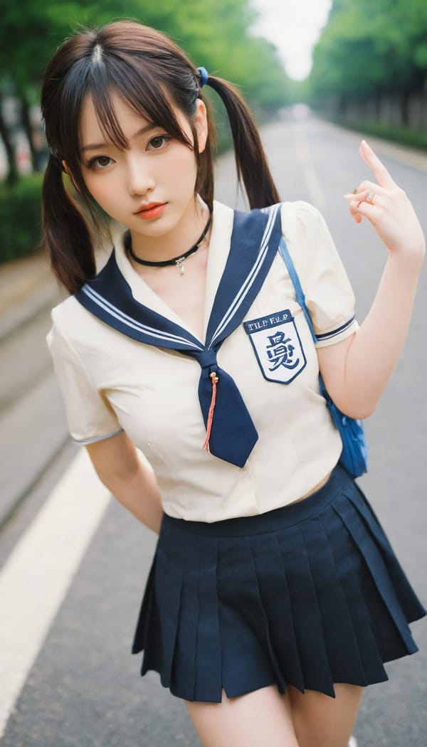 Tags: 21872187, SDXL
{"3": {"inputs": {"seed": 908149712497198, "steps": 64, "cfg": 5.11, "sampler_name": "dpmpp_2m", "scheduler": "karras", "denoise": 1.0, "model": ["27", 0], "positive": ["6", 0], "negative": ["7", 0], "latent_image": ["5", 0]}, "class_type": "KSampler"}, "4": {"inputs": {"ckpt_name": "helloworldxl.safetensors"}, "class_type": "CheckpointLoaderSimple"}, "5": {"inputs": {"width": 768, "height": 1344, "batch_size": 1}, "class_type": "EmptyLatentImage"}, "6": {"inputs": {"text": "27 year old girl, (japanese:0.97), (double eyelids:1.06), (pale skin:1.06), (idol:1.07), (beautiful eyes:1.13), (slim:1.02), (detailed face:1.13), (blush:1.04), (seductive pose:1.12), (seductive facial expression:0.95), (cute:1.01), (temptress:0.98), (eyelashes:0.95), (sexy lips:1.14), (in a seductive pose:1.06), (large perky breasts:1.03), (cleavage:1.01), (thigh gap:1.12), (school uniform:1.09), choker, busy street, (natural looking skin:1.09), (soft lighting:1.07), (textured skin:1.04), (skin fuzz:1.03), (portra:1.08), (detailed skin:1.04), (film:1.08), (RAW:1.05), (candid cinema:1.07)", "clip": ["27", 1]}, "class_type": "CLIPTextEncode"}, "7": {"inputs": {"text": "(watermark:1.05), (open mouth:1.10), (twisted:1.12), (distorted:1.11), (low resolution:1.12), (worst quality:1.06), (bad hands:1.13)", "clip": ["27", 1]}, "class_type": "CLIPTextEncode"}, "8": {"inputs": {"samples": ["3", 0], "vae": ["4", 2]}, "class_type": "VAEDecode"}, "25": {"inputs": {"lora_name": "nudify_xl.safetensors", "strength_model": 0.36, "strength_clip": 0.05, "model": ["4", 0], "clip": ["4", 1]}, "class_type": "LoraLoader"}, "26": {"inputs": {"lora_name": "shirtlift_SDXL_v2.safetensors", "strength_model": 0.0, "strength_clip": 0.17, "model": ["25", 0], "clip": ["25", 1]}, "class_type": "LoraLoader"}, "27": {"inputs": {"lora_name": "PerfectEyesXL.safetensors", "strength_model": 0.02, "strength_clip": 0.0, "model": ["26", 0], "clip": ["26", 1]}, "class_type": "LoraLoader"}, "30": {"inputs": {"model_name": "4x_NMKD-Superscale-SP_178000_G.pth"}, "class_type": "UpscaleModelLoader"}, "31": {"inputs": {"upscale_model": ["30", 0], "image": ["8", 0]}, "class_type": "ImageUpscaleWithModel"}, "32": {"inputs": {"upscale_method": "lanczos", "scale_by": 0.5, "image": ["31", 0]}, "class_type": "ImageScaleBy"}, "33": {"inputs": {"pixels": ["32", 0], "vae": ["4", 2]}, "class_type": "VAEEncode"}, "34": {"inputs": {"seed": 908149712497198, "steps": 64, "cfg": 5.11, "sampler_name": "dpmpp_2m", "scheduler": "karras", "denoise": 0.3, "model": ["27", 0], "positive": ["6", 0], "negative": ["7", 0], "latent_image": ["33", 0]}, "class_type": "KSampler"}, "36": {"inputs": {"samples": ["34", 0], "vae": ["4", 2]}, "class_type": "VAEDecode"}, "39": {"inputs": {"filename_prefix": "comfyapi-1716133132727", "images": ["36", 0]}, "class_type": "SaveImage"}}