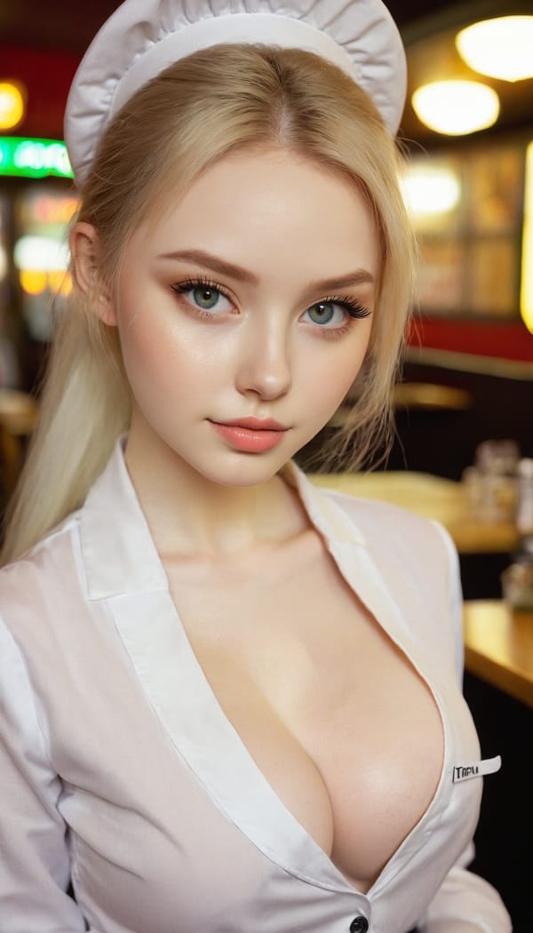 Tags: 21872187, SDXL
{"3": {"inputs": {"seed": 948670968051692, "steps": 32, "cfg": 6.93, "sampler_name": "dpmpp_2m", "scheduler": "karras", "denoise": 1.0, "model": ["27", 0], "positive": ["6", 0], "negative": ["7", 0], "latent_image": ["5", 0]}, "class_type": "KSampler"}, "4": {"inputs": {"ckpt_name": "juggernautxl.safetensors"}, "class_type": "CheckpointLoaderSimple"}, "5": {"inputs": {"width": 768, "height": 1344, "batch_size": 1}, "class_type": "EmptyLatentImage"}, "6": {"inputs": {"text": "21 year old girl, (irish:1.14), (ukrainian:0.95), (idol:1.07), (cute:1.09), (sexy lips:1.13), (seductive facial expression:1.00), (beautiful eyes:1.03), (double eyelids:1.10), (pale skin:1.14), (blush:1.05), (eyelashes:1.05), (detailed face:0.99), (slim:1.04), (seductive pose:0.97), (temptress:0.97), (in a seductive pose:1.11), (large perky breasts:1.13), (cleavage:0.99), (thigh gap:1.03), (a waitress in uniform:0.96) working at a restaurant, (candid cinema:1.08), (natural looking skin:1.00), (portra:1.06), (detailed skin:1.08), (textured skin:1.09), (RAW:1.03), (soft lighting:1.03), (film:1.02), (skin fuzz:1.04)", "clip": ["27", 1]}, "class_type": "CLIPTextEncode"}, "7": {"inputs": {"text": "(open mouth:1.14), (worst quality:1.11), (low resolution:1.11), (bad hands:1.05), (watermark:1.08), (twisted:1.12), (distorted:1.12)", "clip": ["27", 1]}, "class_type": "CLIPTextEncode"}, "8": {"inputs": {"samples": ["3", 0], "vae": ["4", 2]}, "class_type": "VAEDecode"}, "25": {"inputs": {"lora_name": "nudify_xl.safetensors", "strength_model": 0.18, "strength_clip": 0.18, "model": ["4", 0], "clip": ["4", 1]}, "class_type": "LoraLoader"}, "26": {"inputs": {"lora_name": "shirtlift_SDXL_v2.safetensors", "strength_model": 0.05, "strength_clip": 0.11, "model": ["25", 0], "clip": ["25", 1]}, "class_type": "LoraLoader"}, "27": {"inputs": {"lora_name": "PerfectEyesXL.safetensors", "strength_model": 0.0, "strength_clip": 0.09, "model": ["26", 0], "clip": ["26", 1]}, "class_type": "LoraLoader"}, "30": {"inputs": {"model_name": "4x_NMKD-Superscale-SP_178000_G.pth"}, "class_type": "UpscaleModelLoader"}, "31": {"inputs": {"upscale_model": ["30", 0], "image": ["8", 0]}, "class_type": "ImageUpscaleWithModel"}, "32": {"inputs": {"upscale_method": "lanczos", "scale_by": 0.5, "image": ["31", 0]}, "class_type": "ImageScaleBy"}, "33": {"inputs": {"pixels": ["32", 0], "vae": ["4", 2]}, "class_type": "VAEEncode"}, "34": {"inputs": {"seed": 948670968051692, "steps": 32, "cfg": 6.93, "sampler_name": "dpmpp_2m", "scheduler": "karras", "denoise": 0.3, "model": ["27", 0], "positive": ["6", 0], "negative": ["7", 0], "latent_image": ["33", 0]}, "class_type": "KSampler"}, "36": {"inputs": {"samples": ["34", 0], "vae": ["4", 2]}, "class_type": "VAEDecode"}, "39": {"inputs": {"filename_prefix": "comfyapi-1714450406515", "images": ["36", 0]}, "class_type": "SaveImage"}}