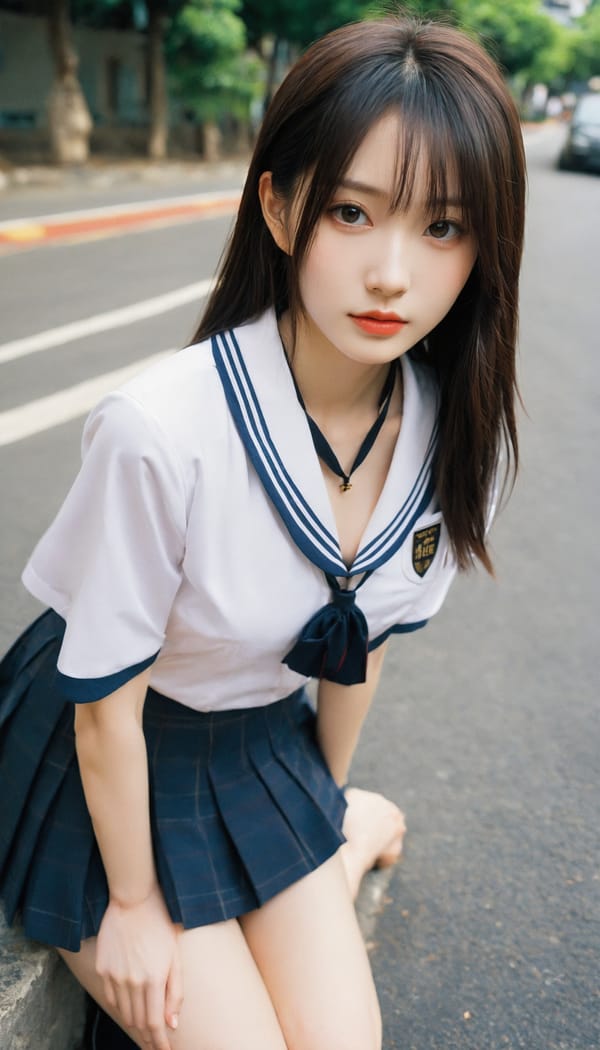 Tags: 21872187, SDXL
{"3": {"inputs": {"seed": 389222626612615, "steps": 64, "cfg": 5.36, "sampler_name": "dpmpp_2m", "scheduler": "karras", "denoise": 1.0, "model": ["27", 0], "positive": ["6", 0], "negative": ["7", 0], "latent_image": ["5", 0]}, "class_type": "KSampler"}, "4": {"inputs": {"ckpt_name": "helloworldxl.safetensors"}, "class_type": "CheckpointLoaderSimple"}, "5": {"inputs": {"width": 768, "height": 1344, "batch_size": 1}, "class_type": "EmptyLatentImage"}, "6": {"inputs": {"text": "25 year old girl, (taiwanese:1.02), (japanese:1.09), (detailed face:1.10), (beautiful eyes:1.00), (seductive facial expression:1.09), (cute:1.09), (pale skin:1.13), (sexy lips:1.08), (double eyelids:1.01), (slim:1.13), (blush:0.96), (idol:0.95), (temptress:1.14), (in a seductive pose:1.02), (large perky breasts:0.96), (cleavage:1.06), (thigh gap:1.05), (school uniform:1.13), choker, busy street, (textured skin:1.00), (detailed skin:1.01), (RAW:1.04), (candid cinema:1.07), (film:1.02), (natural looking skin:1.08), (portra:1.09), (soft lighting:1.07), (skin fuzz:1.00)", "clip": ["27", 1]}, "class_type": "CLIPTextEncode"}, "7": {"inputs": {"text": "(open mouth:1.10), (watermark:1.06), (distorted:1.09), (worst quality:1.06), (bad hands:1.11), (twisted:1.07), (low resolution:1.11)", "clip": ["27", 1]}, "class_type": "CLIPTextEncode"}, "8": {"inputs": {"samples": ["3", 0], "vae": ["4", 2]}, "class_type": "VAEDecode"}, "25": {"inputs": {"lora_name": "nudify_xl.safetensors", "strength_model": 0.29, "strength_clip": 0.31, "model": ["4", 0], "clip": ["4", 1]}, "class_type": "LoraLoader"}, "26": {"inputs": {"lora_name": "shirtlift_SDXL_v2.safetensors", "strength_model": 0.0, "strength_clip": 0.07, "model": ["25", 0], "clip": ["25", 1]}, "class_type": "LoraLoader"}, "27": {"inputs": {"lora_name": "PerfectEyesXL.safetensors", "strength_model": 0.01, "strength_clip": 0.16, "model": ["26", 0], "clip": ["26", 1]}, "class_type": "LoraLoader"}, "30": {"inputs": {"model_name": "4x_NMKD-Superscale-SP_178000_G.pth"}, "class_type": "UpscaleModelLoader"}, "31": {"inputs": {"upscale_model": ["30", 0], "image": ["8", 0]}, "class_type": "ImageUpscaleWithModel"}, "32": {"inputs": {"upscale_method": "lanczos", "scale_by": 0.5, "image": ["31", 0]}, "class_type": "ImageScaleBy"}, "33": {"inputs": {"pixels": ["32", 0], "vae": ["4", 2]}, "class_type": "VAEEncode"}, "34": {"inputs": {"seed": 389222626612615, "steps": 64, "cfg": 5.36, "sampler_name": "dpmpp_2m", "scheduler": "karras", "denoise": 0.3, "model": ["27", 0], "positive": ["6", 0], "negative": ["7", 0], "latent_image": ["33", 0]}, "class_type": "KSampler"}, "36": {"inputs": {"samples": ["34", 0], "vae": ["4", 2]}, "class_type": "VAEDecode"}, "39": {"inputs": {"filename_prefix": "comfyapi-1732876607783", "images": ["36", 0]}, "class_type": "SaveImage"}}