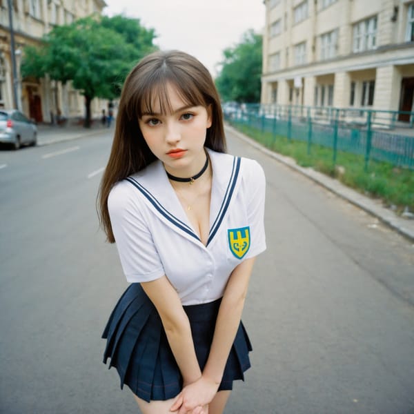 Tags: 21872187, SDXL
{"3": {"inputs": {"seed": 724124912337908, "steps": 64, "cfg": 5.38, "sampler_name": "dpmpp_2m", "scheduler": "karras", "denoise": 1.0, "model": ["27", 0], "positive": ["6", 0], "negative": ["7", 0], "latent_image": ["5", 0]}, "class_type": "KSampler"}, "4": {"inputs": {"ckpt_name": "helloworldxl.safetensors"}, "class_type": "CheckpointLoaderSimple"}, "5": {"inputs": {"width": 1024, "height": 1024, "batch_size": 1}, "class_type": "EmptyLatentImage"}, "6": {"inputs": {"text": "22 year old girl, (ukrainian:1.09), (detailed face:0.99), (cute:0.99), (idol:1.14), (eyelashes:1.11), (slim:1.09), (pale skin:1.10), (seductive facial expression:1.10), (double eyelids:1.07), (seductive pose:0.98), (sexy lips:1.13), (temptress:1.02), (beautiful eyes:1.01), (in a seductive pose:1.00), (large perky breasts:1.04), (cleavage:1.02), (thigh gap:1.10), (school uniform:1.12), choker, busy street, (candid cinema:1.01), (RAW:1.03), (film:1.02), (portra:1.08), (skin fuzz:1.05), (detailed skin:1.05), (textured skin:1.09), (natural looking skin:1.03), (soft lighting:1.08)", "clip": ["27", 1]}, "class_type": "CLIPTextEncode"}, "7": {"inputs": {"text": "(twisted:1.07), (low resolution:1.06), (watermark:1.10), (distorted:1.13), (worst quality:1.09), (bad hands:1.11), (open mouth:1.12)", "clip": ["27", 1]}, "class_type": "CLIPTextEncode"}, "8": {"inputs": {"samples": ["3", 0], "vae": ["4", 2]}, "class_type": "VAEDecode"}, "25": {"inputs": {"lora_name": "nudify_xl.safetensors", "strength_model": 0.3, "strength_clip": 0.38, "model": ["4", 0], "clip": ["4", 1]}, "class_type": "LoraLoader"}, "26": {"inputs": {"lora_name": "shirtlift_SDXL_v2.safetensors", "strength_model": 0.03, "strength_clip": 0.17, "model": ["25", 0], "clip": ["25", 1]}, "class_type": "LoraLoader"}, "27": {"inputs": {"lora_name": "PerfectEyesXL.safetensors", "strength_model": 0.12, "strength_clip": 0.07, "model": ["26", 0], "clip": ["26", 1]}, "class_type": "LoraLoader"}, "30": {"inputs": {"model_name": "4x_NMKD-Superscale-SP_178000_G.pth"}, "class_type": "UpscaleModelLoader"}, "31": {"inputs": {"upscale_model": ["30", 0], "image": ["8", 0]}, "class_type": "ImageUpscaleWithModel"}, "32": {"inputs": {"upscale_method": "lanczos", "scale_by": 0.5, "image": ["31", 0]}, "class_type": "ImageScaleBy"}, "33": {"inputs": {"pixels": ["32", 0], "vae": ["4", 2]}, "class_type": "VAEEncode"}, "34": {"inputs": {"seed": 724124912337908, "steps": 64, "cfg": 5.38, "sampler_name": "dpmpp_2m", "scheduler": "karras", "denoise": 0.3, "model": ["27", 0], "positive": ["6", 0], "negative": ["7", 0], "latent_image": ["33", 0]}, "class_type": "KSampler"}, "36": {"inputs": {"samples": ["34", 0], "vae": ["4", 2]}, "class_type": "VAEDecode"}, "39": {"inputs": {"filename_prefix": "comfyapi-1726750714215", "images": ["36", 0]}, "class_type": "SaveImage"}}