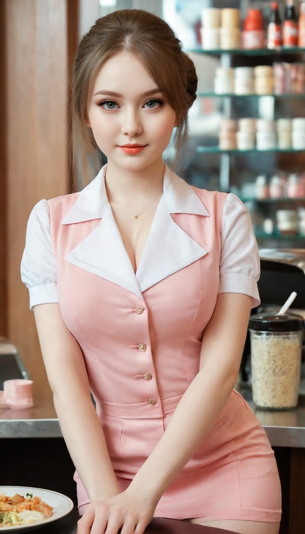 Tags: 21872187, SDXL
{"3": {"inputs": {"seed": 817605179682195, "steps": 64, "cfg": 5.8, "sampler_name": "dpmpp_2m", "scheduler": "karras", "denoise": 1.0, "model": ["27", 0], "positive": ["6", 0], "negative": ["7", 0], "latent_image": ["5", 0]}, "class_type": "KSampler"}, "4": {"inputs": {"ckpt_name": "juggernautXL_v8Rundiffusion.safetensors"}, "class_type": "CheckpointLoaderSimple"}, "5": {"inputs": {"width": 768, "height": 1344, "batch_size": 1}, "class_type": "EmptyLatentImage"}, "6": {"inputs": {"text": "20 year old girl, (russian:0.96), (seductive pose:1.07), (temptress:1.06), (eyelashes:1.02), (pale skin:1.06), (double eyelids:1.07), (beautiful eyes:1.06), (blush:1.03), (slim:1.00), (seductive facial expression:1.07), (idol:1.05), (cute:1.10), (sexy lips:1.00), (in a seductive pose:1.04), (large perky breasts:1.08), (cleavage:1.13), (thigh gap:1.00), (a waitress in uniform:1.12) working at a restaurant, (film:1.01), (skin fuzz:1.05), (soft lighting:1.03), (portra:1.09), (textured skin:1.05), (candid cinema:1.08), (detailed skin:1.05), (RAW:1.04), (natural looking skin:1.03)", "clip": ["27", 1]}, "class_type": "CLIPTextEncode"}, "7": {"inputs": {"text": "(watermark:1.11), (distorted:1.08), (twisted:1.08), (bad hands:1.12), (open mouth:1.09), (low resolution:1.12), (worst quality:1.05)", "clip": ["27", 1]}, "class_type": "CLIPTextEncode"}, "8": {"inputs": {"samples": ["3", 0], "vae": ["4", 2]}, "class_type": "VAEDecode"}, "25": {"inputs": {"lora_name": "nudify_xl.safetensors", "strength_model": 0.17, "strength_clip": 0.36, "model": ["4", 0], "clip": ["4", 1]}, "class_type": "LoraLoader"}, "26": {"inputs": {"lora_name": "shirtlift_SDXL_v2.safetensors", "strength_model": 0.04, "strength_clip": 0.11, "model": ["25", 0], "clip": ["25", 1]}, "class_type": "LoraLoader"}, "27": {"inputs": {"lora_name": "PerfectEyesXL.safetensors", "strength_model": 0.19, "strength_clip": 0.05, "model": ["26", 0], "clip": ["26", 1]}, "class_type": "LoraLoader"}, "30": {"inputs": {"model_name": "4x_NMKD-Superscale-SP_178000_G.pth"}, "class_type": "UpscaleModelLoader"}, "31": {"inputs": {"upscale_model": ["30", 0], "image": ["8", 0]}, "class_type": "ImageUpscaleWithModel"}, "32": {"inputs": {"upscale_method": "lanczos", "scale_by": 0.5, "image": ["31", 0]}, "class_type": "ImageScaleBy"}, "33": {"inputs": {"pixels": ["32", 0], "vae": ["4", 2]}, "class_type": "VAEEncode"}, "34": {"inputs": {"seed": 817605179682195, "steps": 64, "cfg": 5.8, "sampler_name": "dpmpp_2m", "scheduler": "karras", "denoise": 0.3, "model": ["27", 0], "positive": ["6", 0], "negative": ["7", 0], "latent_image": ["33", 0]}, "class_type": "KSampler"}, "36": {"inputs": {"samples": ["34", 0], "vae": ["4", 2]}, "class_type": "VAEDecode"}, "39": {"inputs": {"filename_prefix": "comfyapi-1707539246466", "images": ["36", 0]}, "class_type": "SaveImage"}}