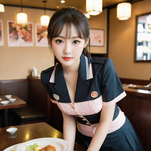 Tags: 21872187, SDXL
{"3": {"inputs": {"seed": 837970164599498, "steps": 32, "cfg": 6.18, "sampler_name": "dpmpp_2m", "scheduler": "karras", "denoise": 1.0, "model": ["27", 0], "positive": ["6", 0], "negative": ["7", 0], "latent_image": ["5", 0]}, "class_type": "KSampler"}, "4": {"inputs": {"ckpt_name": "leosamsHelloworldSDXL_helloworldSDXL32DPO.safetensors"}, "class_type": "CheckpointLoaderSimple"}, "5": {"inputs": {"width": 1024, "height": 1024, "batch_size": 1}, "class_type": "EmptyLatentImage"}, "6": {"inputs": {"text": "23 year old girl, (japanese:0.95), (chinese:1.13), (cute:1.07), (blush:1.09), (eyelashes:1.14), (double eyelids:1.03), (seductive facial expression:0.98), (idol:1.10), (seductive pose:1.11), (slim:1.11), (temptress:1.08), (sexy lips:1.03), (pale skin:1.04), (in a seductive pose:1.01), (large perky breasts:0.95), (cleavage:1.04), (thigh gap:1.05), (a waitress in uniform:1.02) working at a restaurant, (textured skin:1.04), (skin fuzz:1.08), (RAW:1.00), (film:1.02), (detailed skin:1.09), (candid cinema:1.06), (natural looking skin:1.07), (soft lighting:1.01), (portra:1.03)", "clip": ["27", 1]}, "class_type": "CLIPTextEncode"}, "7": {"inputs": {"text": "(distorted:1.08), (open mouth:1.07), (bad hands:1.05), (watermark:1.05), (worst quality:1.07), (twisted:1.07), (low resolution:1.08)", "clip": ["27", 1]}, "class_type": "CLIPTextEncode"}, "8": {"inputs": {"samples": ["3", 0], "vae": ["4", 2]}, "class_type": "VAEDecode"}, "25": {"inputs": {"lora_name": "nudify_xl.safetensors", "strength_model": 0.24, "strength_clip": 0.37, "model": ["4", 0], "clip": ["4", 1]}, "class_type": "LoraLoader"}, "26": {"inputs": {"lora_name": "shirtlift_SDXL_v2.safetensors", "strength_model": 0.13, "strength_clip": 0.19, "model": ["25", 0], "clip": ["25", 1]}, "class_type": "LoraLoader"}, "27": {"inputs": {"lora_name": "PerfectEyesXL.safetensors", "strength_model": 0.1, "strength_clip": 0.12, "model": ["26", 0], "clip": ["26", 1]}, "class_type": "LoraLoader"}, "30": {"inputs": {"model_name": "4x_NMKD-Superscale-SP_178000_G.pth"}, "class_type": "UpscaleModelLoader"}, "31": {"inputs": {"upscale_model": ["30", 0], "image": ["8", 0]}, "class_type": "ImageUpscaleWithModel"}, "32": {"inputs": {"upscale_method": "lanczos", "scale_by": 0.5, "image": ["31", 0]}, "class_type": "ImageScaleBy"}, "33": {"inputs": {"pixels": ["32", 0], "vae": ["4", 2]}, "class_type": "VAEEncode"}, "34": {"inputs": {"seed": 837970164599498, "steps": 32, "cfg": 6.18, "sampler_name": "dpmpp_2m", "scheduler": "karras", "denoise": 0.3, "model": ["27", 0], "positive": ["6", 0], "negative": ["7", 0], "latent_image": ["33", 0]}, "class_type": "KSampler"}, "36": {"inputs": {"samples": ["34", 0], "vae": ["4", 2]}, "class_type": "VAEDecode"}, "39": {"inputs": {"filename_prefix": "comfyapi-1707551691850", "images": ["36", 0]}, "class_type": "SaveImage"}}