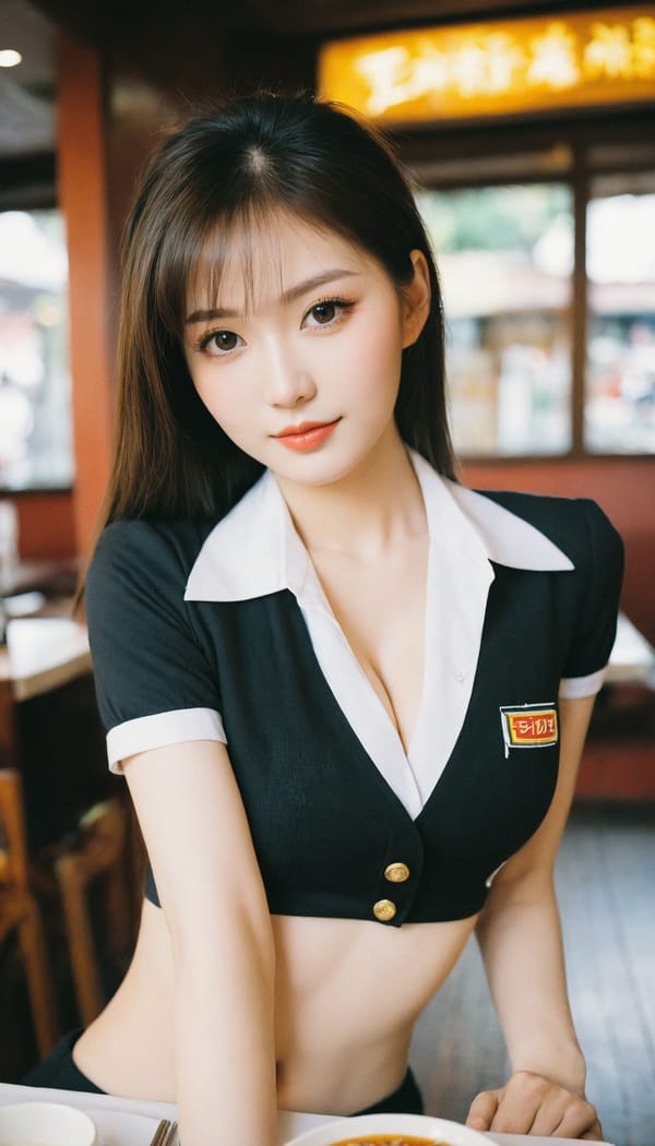 Tags: 21872187, SDXL
{"3": {"inputs": {"seed": 418701313774732, "steps": 64, "cfg": 5.08, "sampler_name": "dpmpp_2m", "scheduler": "karras", "denoise": 1.0, "model": ["27", 0], "positive": ["6", 0], "negative": ["7", 0], "latent_image": ["5", 0]}, "class_type": "KSampler"}, "4": {"inputs": {"ckpt_name": "helloworldxl.safetensors"}, "class_type": "CheckpointLoaderSimple"}, "5": {"inputs": {"width": 768, "height": 1344, "batch_size": 1}, "class_type": "EmptyLatentImage"}, "6": {"inputs": {"text": "21 year old girl, (taiwanese:0.96), (ukrainian:0.99), (temptress:1.11), (blush:0.99), (idol:0.95), (seductive facial expression:1.10), (cute:0.98), (sexy lips:1.09), (detailed face:1.06), (beautiful eyes:1.13), (slim:1.11), (pale skin:1.12), (eyelashes:1.10), (seductive pose:1.00), (double eyelids:1.08), (in a seductive pose:0.98), (large perky breasts:1.02), (cleavage:0.95), (thigh gap:0.96), (a waitress in uniform:1.01) working at a restaurant, (portra:1.06), (RAW:1.04), (skin fuzz:1.07), (film:1.09), (detailed skin:1.08), (natural looking skin:1.02), (textured skin:1.08), (soft lighting:1.03), (candid cinema:1.02)", "clip": ["27", 1]}, "class_type": "CLIPTextEncode"}, "7": {"inputs": {"text": "(distorted:1.12), (twisted:1.11), (worst quality:1.11), (watermark:1.12), (open mouth:1.13), (low resolution:1.11), (bad hands:1.08)", "clip": ["27", 1]}, "class_type": "CLIPTextEncode"}, "8": {"inputs": {"samples": ["3", 0], "vae": ["4", 2]}, "class_type": "VAEDecode"}, "25": {"inputs": {"lora_name": "nudify_xl.safetensors", "strength_model": 0.29, "strength_clip": 0.07, "model": ["4", 0], "clip": ["4", 1]}, "class_type": "LoraLoader"}, "26": {"inputs": {"lora_name": "shirtlift_SDXL_v2.safetensors", "strength_model": 0.01, "strength_clip": 0.16, "model": ["25", 0], "clip": ["25", 1]}, "class_type": "LoraLoader"}, "27": {"inputs": {"lora_name": "PerfectEyesXL.safetensors", "strength_model": 0.1, "strength_clip": 0.01, "model": ["26", 0], "clip": ["26", 1]}, "class_type": "LoraLoader"}, "30": {"inputs": {"model_name": "4x_NMKD-Superscale-SP_178000_G.pth"}, "class_type": "UpscaleModelLoader"}, "31": {"inputs": {"upscale_model": ["30", 0], "image": ["8", 0]}, "class_type": "ImageUpscaleWithModel"}, "32": {"inputs": {"upscale_method": "lanczos", "scale_by": 0.5, "image": ["31", 0]}, "class_type": "ImageScaleBy"}, "33": {"inputs": {"pixels": ["32", 0], "vae": ["4", 2]}, "class_type": "VAEEncode"}, "34": {"inputs": {"seed": 418701313774732, "steps": 64, "cfg": 5.08, "sampler_name": "dpmpp_2m", "scheduler": "karras", "denoise": 0.3, "model": ["27", 0], "positive": ["6", 0], "negative": ["7", 0], "latent_image": ["33", 0]}, "class_type": "KSampler"}, "36": {"inputs": {"samples": ["34", 0], "vae": ["4", 2]}, "class_type": "VAEDecode"}, "39": {"inputs": {"filename_prefix": "comfyapi-1710930638972", "images": ["36", 0]}, "class_type": "SaveImage"}}
