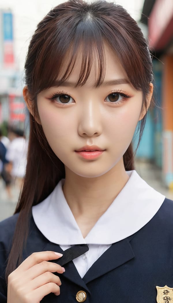 Tags: 21872187, SDXL
{"3": {"inputs": {"seed": 291500035363390, "steps": 64, "cfg": 6.85, "sampler_name": "dpmpp_2m", "scheduler": "karras", "denoise": 1.0, "model": ["27", 0], "positive": ["6", 0], "negative": ["7", 0], "latent_image": ["5", 0]}, "class_type": "KSampler"}, "4": {"inputs": {"ckpt_name": "juggernautxl.safetensors"}, "class_type": "CheckpointLoaderSimple"}, "5": {"inputs": {"width": 768, "height": 1344, "batch_size": 1}, "class_type": "EmptyLatentImage"}, "6": {"inputs": {"text": "22 year old girl, (korean:0.99), (beautiful eyes:1.05), (slim:1.03), (seductive pose:1.08), (temptress:1.09), (blush:1.04), (pale skin:0.96), (sexy lips:1.02), (seductive facial expression:1.10), (eyelashes:1.07), (double eyelids:0.97), (cute:0.98), (detailed face:0.98), (idol:1.06), (in a seductive pose:1.00), (large perky breasts:1.01), (cleavage:1.08), (thigh gap:1.09), (school uniform:1.13), choker, busy street, (candid cinema:1.00), (RAW:1.06), (detailed skin:1.07), (textured skin:1.04), (skin fuzz:1.02), (portra:1.02), (soft lighting:1.00), (film:1.01), (natural looking skin:1.05)", "clip": ["27", 1]}, "class_type": "CLIPTextEncode"}, "7": {"inputs": {"text": "(distorted:1.13), (low resolution:1.05), (watermark:1.11), (open mouth:1.06), (worst quality:1.08), (bad hands:1.07), (twisted:1.12)", "clip": ["27", 1]}, "class_type": "CLIPTextEncode"}, "8": {"inputs": {"samples": ["3", 0], "vae": ["4", 2]}, "class_type": "VAEDecode"}, "25": {"inputs": {"lora_name": "nudify_xl.safetensors", "strength_model": 0.08, "strength_clip": 0.12, "model": ["4", 0], "clip": ["4", 1]}, "class_type": "LoraLoader"}, "26": {"inputs": {"lora_name": "shirtlift_SDXL_v2.safetensors", "strength_model": 0.19, "strength_clip": 0.17, "model": ["25", 0], "clip": ["25", 1]}, "class_type": "LoraLoader"}, "27": {"inputs": {"lora_name": "PerfectEyesXL.safetensors", "strength_model": 0.03, "strength_clip": 0.14, "model": ["26", 0], "clip": ["26", 1]}, "class_type": "LoraLoader"}, "30": {"inputs": {"model_name": "4x_NMKD-Superscale-SP_178000_G.pth"}, "class_type": "UpscaleModelLoader"}, "31": {"inputs": {"upscale_model": ["30", 0], "image": ["8", 0]}, "class_type": "ImageUpscaleWithModel"}, "32": {"inputs": {"upscale_method": "lanczos", "scale_by": 0.5, "image": ["31", 0]}, "class_type": "ImageScaleBy"}, "33": {"inputs": {"pixels": ["32", 0], "vae": ["4", 2]}, "class_type": "VAEEncode"}, "34": {"inputs": {"seed": 291500035363390, "steps": 64, "cfg": 6.85, "sampler_name": "dpmpp_2m", "scheduler": "karras", "denoise": 0.3, "model": ["27", 0], "positive": ["6", 0], "negative": ["7", 0], "latent_image": ["33", 0]}, "class_type": "KSampler"}, "36": {"inputs": {"samples": ["34", 0], "vae": ["4", 2]}, "class_type": "VAEDecode"}, "39": {"inputs": {"filename_prefix": "comfyapi-1714134397708", "images": ["36", 0]}, "class_type": "SaveImage"}}