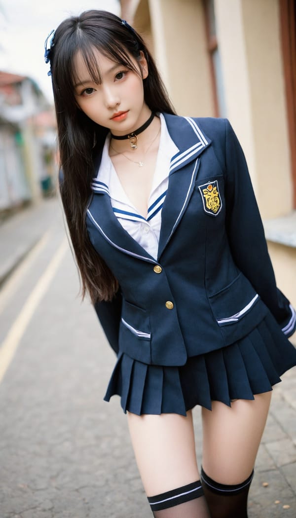 Tags: 21872187, SDXL
{"3": {"inputs": {"seed": 240399693036375, "steps": 64, "cfg": 5.67, "sampler_name": "dpmpp_2m", "scheduler": "karras", "denoise": 1.0, "model": ["27", 0], "positive": ["6", 0], "negative": ["7", 0], "latent_image": ["5", 0]}, "class_type": "KSampler"}, "4": {"inputs": {"ckpt_name": "helloworldxl.safetensors"}, "class_type": "CheckpointLoaderSimple"}, "5": {"inputs": {"width": 768, "height": 1344, "batch_size": 1}, "class_type": "EmptyLatentImage"}, "6": {"inputs": {"text": "21 year old girl, (chinese:1.11), (irish:1.05), (korean:1.09), (russian:1.02), (ukrainian:1.06), (idol:1.01), (blush:0.99), (seductive facial expression:1.01), (double eyelids:1.02), (temptress:1.00), (seductive pose:1.14), (cute:0.99), (beautiful eyes:1.00), (detailed face:0.96), (pale skin:0.99), (slim:1.11), (sexy lips:1.14), (eyelashes:0.97), (in a seductive pose:1.03), (large perky breasts:1.01), (cleavage:1.10), (thigh gap:1.00), (school uniform:1.13), choker, busy street, (natural looking skin:1.03), (portra:1.02), (film:1.05), (textured skin:1.00), (RAW:1.08), (skin fuzz:1.07), (detailed skin:1.01), (soft lighting:1.06), (candid cinema:1.06)", "clip": ["27", 1]}, "class_type": "CLIPTextEncode"}, "7": {"inputs": {"text": "(watermark:1.12), (bad hands:1.07), (low resolution:1.07), (twisted:1.12), (open mouth:1.06), (worst quality:1.06), (distorted:1.14)", "clip": ["27", 1]}, "class_type": "CLIPTextEncode"}, "8": {"inputs": {"samples": ["3", 0], "vae": ["4", 2]}, "class_type": "VAEDecode"}, "25": {"inputs": {"lora_name": "nudify_xl.safetensors", "strength_model": 0.19, "strength_clip": 0.16, "model": ["4", 0], "clip": ["4", 1]}, "class_type": "LoraLoader"}, "26": {"inputs": {"lora_name": "shirtlift_SDXL_v2.safetensors", "strength_model": 0.08, "strength_clip": 0.1, "model": ["25", 0], "clip": ["25", 1]}, "class_type": "LoraLoader"}, "27": {"inputs": {"lora_name": "PerfectEyesXL.safetensors", "strength_model": 0.09, "strength_clip": 0.19, "model": ["26", 0], "clip": ["26", 1]}, "class_type": "LoraLoader"}, "30": {"inputs": {"model_name": "4x_NMKD-Superscale-SP_178000_G.pth"}, "class_type": "UpscaleModelLoader"}, "31": {"inputs": {"upscale_model": ["30", 0], "image": ["8", 0]}, "class_type": "ImageUpscaleWithModel"}, "32": {"inputs": {"upscale_method": "lanczos", "scale_by": 0.5, "image": ["31", 0]}, "class_type": "ImageScaleBy"}, "33": {"inputs": {"pixels": ["32", 0], "vae": ["4", 2]}, "class_type": "VAEEncode"}, "34": {"inputs": {"seed": 240399693036375, "steps": 64, "cfg": 5.67, "sampler_name": "dpmpp_2m", "scheduler": "karras", "denoise": 0.3, "model": ["27", 0], "positive": ["6", 0], "negative": ["7", 0], "latent_image": ["33", 0]}, "class_type": "KSampler"}, "36": {"inputs": {"samples": ["34", 0], "vae": ["4", 2]}, "class_type": "VAEDecode"}, "39": {"inputs": {"filename_prefix": "comfyapi-1713314262909", "images": ["36", 0]}, "class_type": "SaveImage"}}