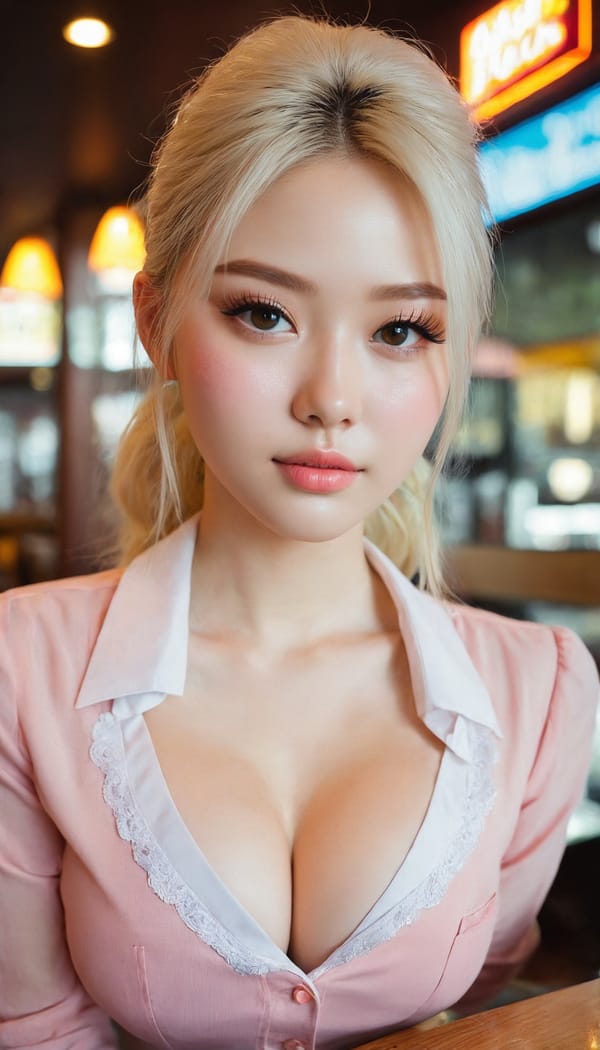 Tags: 21872187, SDXL
{"3": {"inputs": {"seed": 640147601116389, "steps": 64, "cfg": 5.11, "sampler_name": "dpmpp_2m", "scheduler": "karras", "denoise": 1.0, "model": ["27", 0], "positive": ["6", 0], "negative": ["7", 0], "latent_image": ["5", 0]}, "class_type": "KSampler"}, "4": {"inputs": {"ckpt_name": "juggernautxl.safetensors"}, "class_type": "CheckpointLoaderSimple"}, "5": {"inputs": {"width": 768, "height": 1344, "batch_size": 1}, "class_type": "EmptyLatentImage"}, "6": {"inputs": {"text": "23 year old girl, (sexy lips:1.06), (eyelashes:1.09), (detailed face:0.99), (idol:1.10), (cute:1.05), (blush:1.00), (temptress:1.09), (slim:1.11), (beautiful eyes:1.01), (double eyelids:0.99), (pale skin:0.99), (seductive facial expression:1.07), (seductive pose:1.14), (in a seductive pose:0.97), (large perky breasts:0.96), (cleavage:0.98), (thigh gap:0.99), (a waitress in uniform:0.99) working at a restaurant, (textured skin:1.09), (RAW:1.07), (soft lighting:1.03), (candid cinema:1.09), (natural looking skin:1.06), (film:1.07), (skin fuzz:1.02), (portra:1.07)", "clip": ["27", 1]}, "class_type": "CLIPTextEncode"}, "7": {"inputs": {"text": "(worst quality:1.05), (twisted:1.08), (bad hands:1.13), (low resolution:1.12), (open mouth:1.12), (watermark:1.12), (distorted:1.14)", "clip": ["27", 1]}, "class_type": "CLIPTextEncode"}, "8": {"inputs": {"samples": ["3", 0], "vae": ["4", 2]}, "class_type": "VAEDecode"}, "25": {"inputs": {"lora_name": "nudify_xl.safetensors", "strength_model": 0.13, "strength_clip": 0.2, "model": ["4", 0], "clip": ["4", 1]}, "class_type": "LoraLoader"}, "26": {"inputs": {"lora_name": "shirtlift_SDXL_v2.safetensors", "strength_model": 0.02, "strength_clip": 0.12, "model": ["25", 0], "clip": ["25", 1]}, "class_type": "LoraLoader"}, "27": {"inputs": {"lora_name": "PerfectEyesXL.safetensors", "strength_model": 0.0, "strength_clip": 0.07, "model": ["26", 0], "clip": ["26", 1]}, "class_type": "LoraLoader"}, "30": {"inputs": {"model_name": "4x_NMKD-Superscale-SP_178000_G.pth"}, "class_type": "UpscaleModelLoader"}, "31": {"inputs": {"upscale_model": ["30", 0], "image": ["8", 0]}, "class_type": "ImageUpscaleWithModel"}, "32": {"inputs": {"upscale_method": "lanczos", "scale_by": 0.5, "image": ["31", 0]}, "class_type": "ImageScaleBy"}, "33": {"inputs": {"pixels": ["32", 0], "vae": ["4", 2]}, "class_type": "VAEEncode"}, "34": {"inputs": {"seed": 640147601116389, "steps": 64, "cfg": 5.11, "sampler_name": "dpmpp_2m", "scheduler": "karras", "denoise": 0.3, "model": ["27", 0], "positive": ["6", 0], "negative": ["7", 0], "latent_image": ["33", 0]}, "class_type": "KSampler"}, "36": {"inputs": {"samples": ["34", 0], "vae": ["4", 2]}, "class_type": "VAEDecode"}, "39": {"inputs": {"filename_prefix": "comfyapi-1731978256003", "images": ["36", 0]}, "class_type": "SaveImage"}}