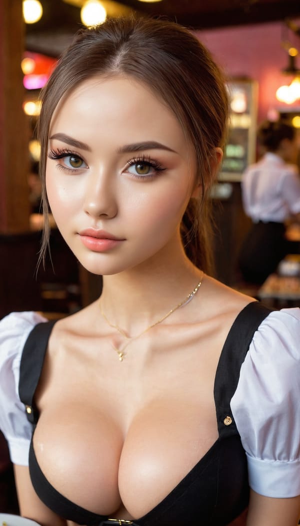 Tags: 21872187, SDXL
{"3": {"inputs": {"seed": 452846993947655, "steps": 64, "cfg": 7.53, "sampler_name": "dpmpp_2m", "scheduler": "karras", "denoise": 1.0, "model": ["27", 0], "positive": ["6", 0], "negative": ["7", 0], "latent_image": ["5", 0]}, "class_type": "KSampler"}, "4": {"inputs": {"ckpt_name": "juggernautxl.safetensors"}, "class_type": "CheckpointLoaderSimple"}, "5": {"inputs": {"width": 768, "height": 1344, "batch_size": 1}, "class_type": "EmptyLatentImage"}, "6": {"inputs": {"text": "21 year old girl, (ukrainian:0.96), (slim:1.06), (double eyelids:1.01), (sexy lips:1.00), (eyelashes:1.14), (blush:1.12), (beautiful eyes:0.96), (detailed face:0.99), (seductive facial expression:1.13), (idol:1.02), (seductive pose:1.01), (temptress:0.95), (in a seductive pose:1.01), (large perky breasts:0.96), (cleavage:1.12), (thigh gap:1.04), (a waitress in uniform:1.00) working at a restaurant, (detailed skin:1.00), (natural looking skin:1.03), (portra:1.01), (film:1.03), (RAW:1.01), (textured skin:1.00), (skin fuzz:1.07), (candid cinema:1.01)", "clip": ["27", 1]}, "class_type": "CLIPTextEncode"}, "7": {"inputs": {"text": "(bad hands:1.09), (open mouth:1.05), (watermark:1.09), (distorted:1.10), (worst quality:1.09), (twisted:1.14), (low resolution:1.14)", "clip": ["27", 1]}, "class_type": "CLIPTextEncode"}, "8": {"inputs": {"samples": ["3", 0], "vae": ["4", 2]}, "class_type": "VAEDecode"}, "25": {"inputs": {"lora_name": "nudify_xl.safetensors", "strength_model": 0.31, "strength_clip": 0.1, "model": ["4", 0], "clip": ["4", 1]}, "class_type": "LoraLoader"}, "26": {"inputs": {"lora_name": "shirtlift_SDXL_v2.safetensors", "strength_model": 0.06, "strength_clip": 0.0, "model": ["25", 0], "clip": ["25", 1]}, "class_type": "LoraLoader"}, "27": {"inputs": {"lora_name": "PerfectEyesXL.safetensors", "strength_model": 0.15, "strength_clip": 0.18, "model": ["26", 0], "clip": ["26", 1]}, "class_type": "LoraLoader"}, "30": {"inputs": {"model_name": "4x_NMKD-Superscale-SP_178000_G.pth"}, "class_type": "UpscaleModelLoader"}, "31": {"inputs": {"upscale_model": ["30", 0], "image": ["8", 0]}, "class_type": "ImageUpscaleWithModel"}, "32": {"inputs": {"upscale_method": "lanczos", "scale_by": 0.5, "image": ["31", 0]}, "class_type": "ImageScaleBy"}, "33": {"inputs": {"pixels": ["32", 0], "vae": ["4", 2]}, "class_type": "VAEEncode"}, "34": {"inputs": {"seed": 452846993947655, "steps": 64, "cfg": 7.53, "sampler_name": "dpmpp_2m", "scheduler": "karras", "denoise": 0.3, "model": ["27", 0], "positive": ["6", 0], "negative": ["7", 0], "latent_image": ["33", 0]}, "class_type": "KSampler"}, "36": {"inputs": {"samples": ["34", 0], "vae": ["4", 2]}, "class_type": "VAEDecode"}, "39": {"inputs": {"filename_prefix": "comfyapi-1724887767649", "images": ["36", 0]}, "class_type": "SaveImage"}}