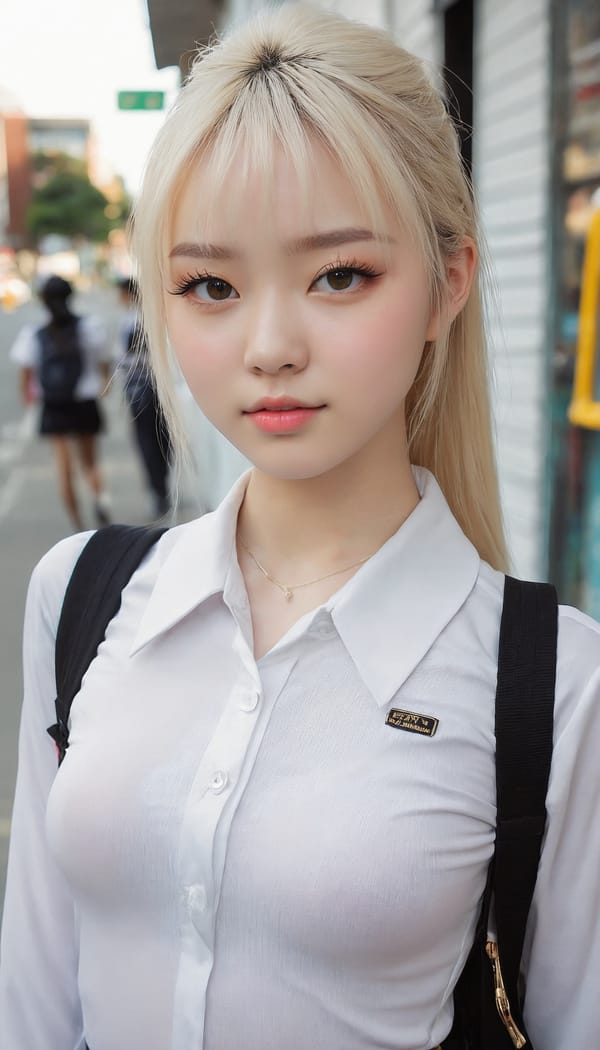 Tags: 21872187, SDXL
{"3": {"inputs": {"seed": 777980970191332, "steps": 32, "cfg": 5.09, "sampler_name": "dpmpp_2m", "scheduler": "karras", "denoise": 1.0, "model": ["27", 0], "positive": ["6", 0], "negative": ["7", 0], "latent_image": ["5", 0]}, "class_type": "KSampler"}, "4": {"inputs": {"ckpt_name": "juggernautxl.safetensors"}, "class_type": "CheckpointLoaderSimple"}, "5": {"inputs": {"width": 768, "height": 1344, "batch_size": 1}, "class_type": "EmptyLatentImage"}, "6": {"inputs": {"text": "18 year old girl, (detailed face:1.08), (slim:1.01), (seductive pose:1.03), (double eyelids:1.05), (eyelashes:1.08), (pale skin:1.03), (cute:1.00), (beautiful eyes:1.11), (idol:1.09), (seductive facial expression:1.14), (sexy lips:1.08), (temptress:1.00), (blush:1.03), (perky ass:1.06), (exposed ass:0.95), (looking back:1.02), (sexy ass:1.08), (thigh gap:1.02), (school uniform:1.02), choker, busy street, (portra:1.08), (skin fuzz:1.00), (textured skin:1.03), (detailed skin:1.04), (RAW:1.00), (soft lighting:1.03), (film:1.08), (candid cinema:1.04), (natural looking skin:1.06)", "clip": ["27", 1]}, "class_type": "CLIPTextEncode"}, "7": {"inputs": {"text": "(low resolution:1.10), (twisted:1.07), (bad hands:1.12), (watermark:1.09), (distorted:1.10), (open mouth:1.09), (worst quality:1.06)", "clip": ["27", 1]}, "class_type": "CLIPTextEncode"}, "8": {"inputs": {"samples": ["3", 0], "vae": ["4", 2]}, "class_type": "VAEDecode"}, "25": {"inputs": {"lora_name": "nudify_xl.safetensors", "strength_model": 0.02, "strength_clip": 0.15, "model": ["4", 0], "clip": ["4", 1]}, "class_type": "LoraLoader"}, "26": {"inputs": {"lora_name": "shirtlift_SDXL_v2.safetensors", "strength_model": 0.16, "strength_clip": 0.16, "model": ["25", 0], "clip": ["25", 1]}, "class_type": "LoraLoader"}, "27": {"inputs": {"lora_name": "PerfectEyesXL.safetensors", "strength_model": 0.05, "strength_clip": 0.14, "model": ["26", 0], "clip": ["26", 1]}, "class_type": "LoraLoader"}, "30": {"inputs": {"model_name": "4x_NMKD-Superscale-SP_178000_G.pth"}, "class_type": "UpscaleModelLoader"}, "31": {"inputs": {"upscale_model": ["30", 0], "image": ["8", 0]}, "class_type": "ImageUpscaleWithModel"}, "32": {"inputs": {"upscale_method": "lanczos", "scale_by": 0.5, "image": ["31", 0]}, "class_type": "ImageScaleBy"}, "33": {"inputs": {"pixels": ["32", 0], "vae": ["4", 2]}, "class_type": "VAEEncode"}, "34": {"inputs": {"seed": 777980970191332, "steps": 32, "cfg": 5.09, "sampler_name": "dpmpp_2m", "scheduler": "karras", "denoise": 0.3, "model": ["27", 0], "positive": ["6", 0], "negative": ["7", 0], "latent_image": ["33", 0]}, "class_type": "KSampler"}, "36": {"inputs": {"samples": ["34", 0], "vae": ["4", 2]}, "class_type": "VAEDecode"}, "39": {"inputs": {"filename_prefix": "comfyapi-1726967327857", "images": ["36", 0]}, "class_type": "SaveImage"}}